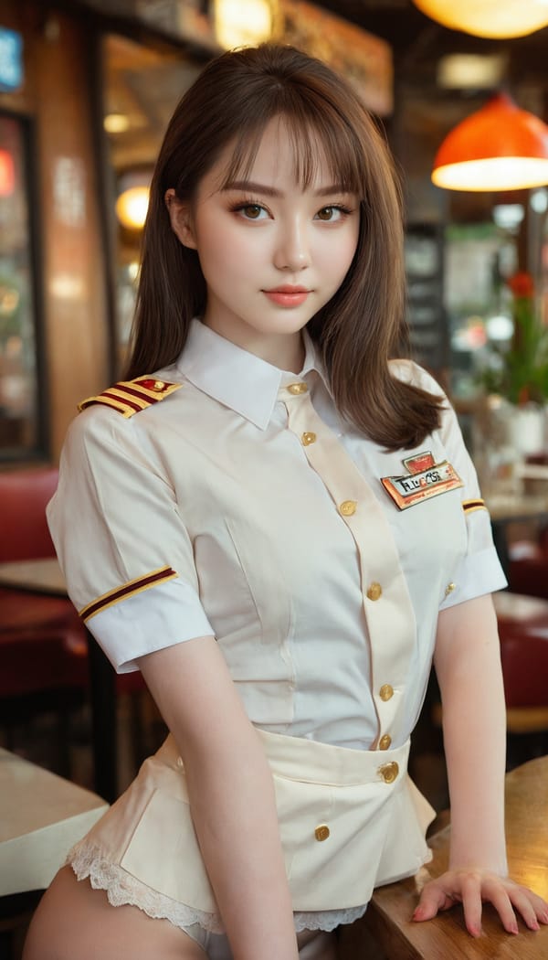 Tags: 21872187, SDXL
{"3": {"inputs": {"seed": 827843523364233, "steps": 32, "cfg": 5.12, "sampler_name": "dpmpp_2m", "scheduler": "karras", "denoise": 1.0, "model": ["27", 0], "positive": ["6", 0], "negative": ["7", 0], "latent_image": ["5", 0]}, "class_type": "KSampler"}, "4": {"inputs": {"ckpt_name": "juggernautxl.safetensors"}, "class_type": "CheckpointLoaderSimple"}, "5": {"inputs": {"width": 768, "height": 1344, "batch_size": 1}, "class_type": "EmptyLatentImage"}, "6": {"inputs": {"text": "25 year old girl, (eyelashes:1.00), (seductive pose:1.14), (detailed face:1.13), (blush:0.99), (double eyelids:0.98), (beautiful eyes:1.05), (seductive facial expression:1.14), (idol:1.04), (temptress:1.00), (pale skin:1.01), (sexy lips:1.03), (cute:1.07), (perky ass:0.97), (exposed ass:1.00), (looking back:0.95), (sexy ass:1.13), (thigh gap:0.97), (a waitress in uniform:1.02) working at a restaurant, (skin fuzz:1.07), (textured skin:1.00), (portra:1.05), (candid cinema:1.06), (film:1.06), (soft lighting:1.04), (detailed skin:1.08), (natural looking skin:1.09), (RAW:1.05)", "clip": ["27", 1]}, "class_type": "CLIPTextEncode"}, "7": {"inputs": {"text": "(bad hands:1.11), (open mouth:1.09), (watermark:1.09), (worst quality:1.05), (twisted:1.07), (low resolution:1.14)", "clip": ["27", 1]}, "class_type": "CLIPTextEncode"}, "8": {"inputs": {"samples": ["3", 0], "vae": ["4", 2]}, "class_type": "VAEDecode"}, "25": {"inputs": {"lora_name": "nudify_xl.safetensors", "strength_model": 0.27, "strength_clip": 0.38, "model": ["4", 0], "clip": ["4", 1]}, "class_type": "LoraLoader"}, "26": {"inputs": {"lora_name": "shirtlift_SDXL_v2.safetensors", "strength_model": 0.13, "strength_clip": 0.1, "model": ["25", 0], "clip": ["25", 1]}, "class_type": "LoraLoader"}, "27": {"inputs": {"lora_name": "PerfectEyesXL.safetensors", "strength_model": 0.18, "strength_clip": 0.15, "model": ["26", 0], "clip": ["26", 1]}, "class_type": "LoraLoader"}, "30": {"inputs": {"model_name": "4x_NMKD-Superscale-SP_178000_G.pth"}, "class_type": "UpscaleModelLoader"}, "31": {"inputs": {"upscale_model": ["30", 0], "image": ["8", 0]}, "class_type": "ImageUpscaleWithModel"}, "32": {"inputs": {"upscale_method": "lanczos", "scale_by": 0.5, "image": ["31", 0]}, "class_type": "ImageScaleBy"}, "33": {"inputs": {"pixels": ["32", 0], "vae": ["4", 2]}, "class_type": "VAEEncode"}, "34": {"inputs": {"seed": 827843523364233, "steps": 32, "cfg": 5.12, "sampler_name": "dpmpp_2m", "scheduler": "karras", "denoise": 0.3, "model": ["27", 0], "positive": ["6", 0], "negative": ["7", 0], "latent_image": ["33", 0]}, "class_type": "KSampler"}, "36": {"inputs": {"samples": ["34", 0], "vae": ["4", 2]}, "class_type": "VAEDecode"}, "39": {"inputs": {"filename_prefix": "comfyapi-1734829828069", "images": ["36", 0]}, "class_type": "SaveImage"}}