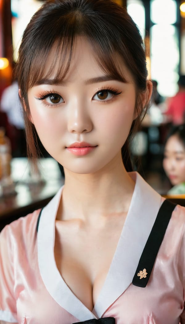 Tags: 21872187, SDXL
{"3": {"inputs": {"seed": 879008187845756, "steps": 32, "cfg": 7.7, "sampler_name": "dpmpp_2m", "scheduler": "karras", "denoise": 1.0, "model": ["27", 0], "positive": ["6", 0], "negative": ["7", 0], "latent_image": ["5", 0]}, "class_type": "KSampler"}, "4": {"inputs": {"ckpt_name": "juggernautxl.safetensors"}, "class_type": "CheckpointLoaderSimple"}, "5": {"inputs": {"width": 768, "height": 1344, "batch_size": 1}, "class_type": "EmptyLatentImage"}, "6": {"inputs": {"text": "20 year old girl, (japanese:1.14), (irish:1.03), (chinese:1.01), (eyelashes:1.14), (slim:0.97), (beautiful eyes:1.02), (seductive pose:1.11), (blush:1.09), (detailed face:1.14), (double eyelids:1.06), (cute:0.99), (temptress:1.08), (seductive facial expression:0.96), (idol:0.99), (pale skin:1.13), (in a seductive pose:1.14), (large perky breasts:1.04), (cleavage:1.03), (thigh gap:0.97), (a waitress in uniform:1.00) working at a restaurant, (film:1.06), (RAW:1.03), (textured skin:1.00), (soft lighting:1.00), (candid cinema:1.00), (portra:1.08), (skin fuzz:1.06), (natural looking skin:1.00), (detailed skin:1.02)", "clip": ["27", 1]}, "class_type": "CLIPTextEncode"}, "7": {"inputs": {"text": "(bad hands:1.05), (twisted:1.13), (distorted:1.13), (open mouth:1.07), (watermark:1.05), (worst quality:1.09), (low resolution:1.09)", "clip": ["27", 1]}, "class_type": "CLIPTextEncode"}, "8": {"inputs": {"samples": ["3", 0], "vae": ["4", 2]}, "class_type": "VAEDecode"}, "25": {"inputs": {"lora_name": "nudify_xl.safetensors", "strength_model": 0.28, "strength_clip": 0.08, "model": ["4", 0], "clip": ["4", 1]}, "class_type": "LoraLoader"}, "26": {"inputs": {"lora_name": "shirtlift_SDXL_v2.safetensors", "strength_model": 0.09, "strength_clip": 0.01, "model": ["25", 0], "clip": ["25", 1]}, "class_type": "LoraLoader"}, "27": {"inputs": {"lora_name": "PerfectEyesXL.safetensors", "strength_model": 0.01, "strength_clip": 0.08, "model": ["26", 0], "clip": ["26", 1]}, "class_type": "LoraLoader"}, "30": {"inputs": {"model_name": "4x_NMKD-Superscale-SP_178000_G.pth"}, "class_type": "UpscaleModelLoader"}, "31": {"inputs": {"upscale_model": ["30", 0], "image": ["8", 0]}, "class_type": "ImageUpscaleWithModel"}, "32": {"inputs": {"upscale_method": "lanczos", "scale_by": 0.5, "image": ["31", 0]}, "class_type": "ImageScaleBy"}, "33": {"inputs": {"pixels": ["32", 0], "vae": ["4", 2]}, "class_type": "VAEEncode"}, "34": {"inputs": {"seed": 879008187845756, "steps": 32, "cfg": 7.7, "sampler_name": "dpmpp_2m", "scheduler": "karras", "denoise": 0.3, "model": ["27", 0], "positive": ["6", 0], "negative": ["7", 0], "latent_image": ["33", 0]}, "class_type": "KSampler"}, "36": {"inputs": {"samples": ["34", 0], "vae": ["4", 2]}, "class_type": "VAEDecode"}, "39": {"inputs": {"filename_prefix": "comfyapi-1713432234761", "images": ["36", 0]}, "class_type": "SaveImage"}}