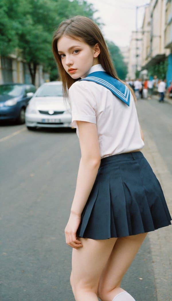 Tags: 21872187, SDXL
{"3": {"inputs": {"seed": 177850162799627, "steps": 64, "cfg": 5.11, "sampler_name": "dpmpp_2m", "scheduler": "karras", "denoise": 1.0, "model": ["27", 0], "positive": ["6", 0], "negative": ["7", 0], "latent_image": ["5", 0]}, "class_type": "KSampler"}, "4": {"inputs": {"ckpt_name": "helloworldxl.safetensors"}, "class_type": "CheckpointLoaderSimple"}, "5": {"inputs": {"width": 768, "height": 1344, "batch_size": 1}, "class_type": "EmptyLatentImage"}, "6": {"inputs": {"text": "18 year old girl, (ukrainian:1.05), (eyelashes:1.01), (sexy lips:1.11), (detailed face:0.99), (beautiful eyes:1.03), (seductive facial expression:0.97), (seductive pose:0.99), (pale skin:1.12), (idol:1.06), (double eyelids:0.98), (temptress:1.05), (blush:1.02), (slim:1.09), (perky ass:1.10), (exposed ass:1.11), (looking back:1.09), (sexy ass:1.02), (thigh gap:1.11), (school uniform:1.09), choker, busy street, (portra:1.01), (candid cinema:1.04), (natural looking skin:1.05), (soft lighting:1.08), (textured skin:1.02), (film:1.02), (detailed skin:1.03), (RAW:1.02), (skin fuzz:1.00)", "clip": ["27", 1]}, "class_type": "CLIPTextEncode"}, "7": {"inputs": {"text": "(low resolution:1.05), (watermark:1.05), (worst quality:1.07), (open mouth:1.09), (distorted:1.05), (bad hands:1.14), (twisted:1.13)", "clip": ["27", 1]}, "class_type": "CLIPTextEncode"}, "8": {"inputs": {"samples": ["3", 0], "vae": ["4", 2]}, "class_type": "VAEDecode"}, "25": {"inputs": {"lora_name": "nudify_xl.safetensors", "strength_model": 0.02, "strength_clip": 0.25, "model": ["4", 0], "clip": ["4", 1]}, "class_type": "LoraLoader"}, "26": {"inputs": {"lora_name": "shirtlift_SDXL_v2.safetensors", "strength_model": 0.15, "strength_clip": 0.07, "model": ["25", 0], "clip": ["25", 1]}, "class_type": "LoraLoader"}, "27": {"inputs": {"lora_name": "PerfectEyesXL.safetensors", "strength_model": 0.1, "strength_clip": 0.06, "model": ["26", 0], "clip": ["26", 1]}, "class_type": "LoraLoader"}, "30": {"inputs": {"model_name": "4x_NMKD-Superscale-SP_178000_G.pth"}, "class_type": "UpscaleModelLoader"}, "31": {"inputs": {"upscale_model": ["30", 0], "image": ["8", 0]}, "class_type": "ImageUpscaleWithModel"}, "32": {"inputs": {"upscale_method": "lanczos", "scale_by": 0.5, "image": ["31", 0]}, "class_type": "ImageScaleBy"}, "33": {"inputs": {"pixels": ["32", 0], "vae": ["4", 2]}, "class_type": "VAEEncode"}, "34": {"inputs": {"seed": 177850162799627, "steps": 64, "cfg": 5.11, "sampler_name": "dpmpp_2m", "scheduler": "karras", "denoise": 0.3, "model": ["27", 0], "positive": ["6", 0], "negative": ["7", 0], "latent_image": ["33", 0]}, "class_type": "KSampler"}, "36": {"inputs": {"samples": ["34", 0], "vae": ["4", 2]}, "class_type": "VAEDecode"}, "39": {"inputs": {"filename_prefix": "comfyapi-1716234886291", "images": ["36", 0]}, "class_type": "SaveImage"}}