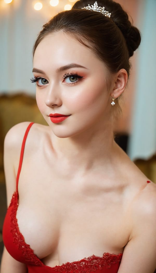 Tags: 21872187, SDXL
{"3": {"inputs": {"seed": 723456765700208, "steps": 64, "cfg": 6.63, "sampler_name": "dpmpp_2m", "scheduler": "karras", "denoise": 1.0, "model": ["27", 0], "positive": ["6", 0], "negative": ["7", 0], "latent_image": ["5", 0]}, "class_type": "KSampler"}, "4": {"inputs": {"ckpt_name": "juggernautXL_v8Rundiffusion.safetensors"}, "class_type": "CheckpointLoaderSimple"}, "5": {"inputs": {"width": 768, "height": 1344, "batch_size": 1}, "class_type": "EmptyLatentImage"}, "6": {"inputs": {"text": "20 year old girl, (russian:1.07), (ukrainian:1.12), (eyelashes:1.08), (seductive pose:0.95), (pale skin:0.98), (temptress:1.01), (sexy lips:0.98), (idol:1.04), (seductive facial expression:1.06), (cute:1.11), (double eyelids:1.09), (slim:1.14), (beautiful eyes:1.13), (detailed face:1.01), (perky ass:0.96), (exposed ass:1.09), (looking back:1.08), (sexy ass:1.04), (thigh gap:1.09), (wearing a low-cut red dress:0.96) at a ballroom, (detailed skin:1.06), (skin fuzz:1.09), (textured skin:1.00), (film:1.05), (portra:1.07), (RAW:1.02), (soft lighting:1.00), (candid cinema:1.08), (natural looking skin:1.07)", "clip": ["27", 1]}, "class_type": "CLIPTextEncode"}, "7": {"inputs": {"text": "(open mouth:1.14), (distorted:1.06), (worst quality:1.09), (twisted:1.10), (low resolution:1.06), (watermark:1.06), (bad hands:1.09)", "clip": ["27", 1]}, "class_type": "CLIPTextEncode"}, "8": {"inputs": {"samples": ["3", 0], "vae": ["4", 2]}, "class_type": "VAEDecode"}, "25": {"inputs": {"lora_name": "nudify_xl.safetensors", "strength_model": 0.01, "strength_clip": 0.38, "model": ["4", 0], "clip": ["4", 1]}, "class_type": "LoraLoader"}, "26": {"inputs": {"lora_name": "shirtlift_SDXL_v2.safetensors", "strength_model": 0.15, "strength_clip": 0.12, "model": ["25", 0], "clip": ["25", 1]}, "class_type": "LoraLoader"}, "27": {"inputs": {"lora_name": "PerfectEyesXL.safetensors", "strength_model": 0.15, "strength_clip": 0.15, "model": ["26", 0], "clip": ["26", 1]}, "class_type": "LoraLoader"}, "30": {"inputs": {"model_name": "4x_NMKD-Superscale-SP_178000_G.pth"}, "class_type": "UpscaleModelLoader"}, "31": {"inputs": {"upscale_model": ["30", 0], "image": ["8", 0]}, "class_type": "ImageUpscaleWithModel"}, "32": {"inputs": {"upscale_method": "lanczos", "scale_by": 0.5, "image": ["31", 0]}, "class_type": "ImageScaleBy"}, "33": {"inputs": {"pixels": ["32", 0], "vae": ["4", 2]}, "class_type": "VAEEncode"}, "34": {"inputs": {"seed": 723456765700208, "steps": 64, "cfg": 6.63, "sampler_name": "dpmpp_2m", "scheduler": "karras", "denoise": 0.3, "model": ["27", 0], "positive": ["6", 0], "negative": ["7", 0], "latent_image": ["33", 0]}, "class_type": "KSampler"}, "36": {"inputs": {"samples": ["34", 0], "vae": ["4", 2]}, "class_type": "VAEDecode"}, "39": {"inputs": {"filename_prefix": "comfyapi-1707865329633", "images": ["36", 0]}, "class_type": "SaveImage"}}