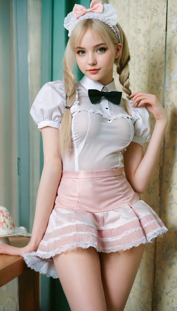 Tags: 21872187, SDXL
{"3": {"inputs": {"seed": 370706341722953, "steps": 64, "cfg": 7.68, "sampler_name": "dpmpp_2m", "scheduler": "karras", "denoise": 1.0, "model": ["27", 0], "positive": ["6", 0], "negative": ["7", 0], "latent_image": ["5", 0]}, "class_type": "KSampler"}, "4": {"inputs": {"ckpt_name": "juggernautxl.safetensors"}, "class_type": "CheckpointLoaderSimple"}, "5": {"inputs": {"width": 768, "height": 1344, "batch_size": 1}, "class_type": "EmptyLatentImage"}, "6": {"inputs": {"text": "20 year old girl, (ukrainian:0.96), (seductive pose:1.11), (beautiful eyes:1.13), (slim:1.10), (idol:1.07), (pale skin:1.14), (cute:1.09), (eyelashes:1.08), (blush:0.95), (seductive facial expression:0.96), (temptress:1.03), (detailed face:0.97), (sexy lips:1.11), (perky ass:0.97), (exposed ass:1.04), (looking back:1.10), (sexy ass:1.05), (thigh gap:0.96), in a (skimpy maid costume:1.06) working at a maid cafe, choker, bowtie, headband, pleated skirt, (film:1.06), (textured skin:1.05), (RAW:1.00), (portra:1.09), (detailed skin:1.06), (natural looking skin:1.02), (candid cinema:1.07), (soft lighting:1.01), (skin fuzz:1.08)", "clip": ["27", 1]}, "class_type": "CLIPTextEncode"}, "7": {"inputs": {"text": "(bad hands:1.05), (distorted:1.10), (low resolution:1.06), (worst quality:1.13), (watermark:1.07), (twisted:1.05), (open mouth:1.05)", "clip": ["27", 1]}, "class_type": "CLIPTextEncode"}, "8": {"inputs": {"samples": ["3", 0], "vae": ["4", 2]}, "class_type": "VAEDecode"}, "25": {"inputs": {"lora_name": "nudify_xl.safetensors", "strength_model": 0.14, "strength_clip": 0.16, "model": ["4", 0], "clip": ["4", 1]}, "class_type": "LoraLoader"}, "26": {"inputs": {"lora_name": "shirtlift_SDXL_v2.safetensors", "strength_model": 0.18, "strength_clip": 0.07, "model": ["25", 0], "clip": ["25", 1]}, "class_type": "LoraLoader"}, "27": {"inputs": {"lora_name": "PerfectEyesXL.safetensors", "strength_model": 0.1, "strength_clip": 0.08, "model": ["26", 0], "clip": ["26", 1]}, "class_type": "LoraLoader"}, "30": {"inputs": {"model_name": "4x_NMKD-Superscale-SP_178000_G.pth"}, "class_type": "UpscaleModelLoader"}, "31": {"inputs": {"upscale_model": ["30", 0], "image": ["8", 0]}, "class_type": "ImageUpscaleWithModel"}, "32": {"inputs": {"upscale_method": "lanczos", "scale_by": 0.5, "image": ["31", 0]}, "class_type": "ImageScaleBy"}, "33": {"inputs": {"pixels": ["32", 0], "vae": ["4", 2]}, "class_type": "VAEEncode"}, "34": {"inputs": {"seed": 370706341722953, "steps": 64, "cfg": 7.68, "sampler_name": "dpmpp_2m", "scheduler": "karras", "denoise": 0.3, "model": ["27", 0], "positive": ["6", 0], "negative": ["7", 0], "latent_image": ["33", 0]}, "class_type": "KSampler"}, "36": {"inputs": {"samples": ["34", 0], "vae": ["4", 2]}, "class_type": "VAEDecode"}, "39": {"inputs": {"filename_prefix": "comfyapi-1724483318064", "images": ["36", 0]}, "class_type": "SaveImage"}}