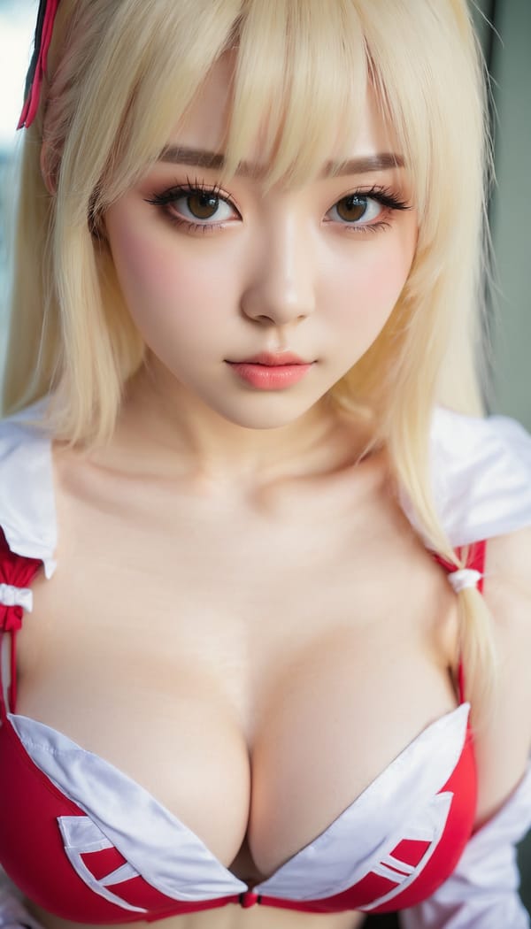 Tags: 21872187, SDXL
{"3": {"inputs": {"seed": 158241388793627, "steps": 64, "cfg": 7.88, "sampler_name": "dpmpp_2m", "scheduler": "karras", "denoise": 1.0, "model": ["27", 0], "positive": ["6", 0], "negative": ["7", 0], "latent_image": ["5", 0]}, "class_type": "KSampler"}, "4": {"inputs": {"ckpt_name": "juggernautxl.safetensors"}, "class_type": "CheckpointLoaderSimple"}, "5": {"inputs": {"width": 768, "height": 1344, "batch_size": 1}, "class_type": "EmptyLatentImage"}, "6": {"inputs": {"text": "21 year old girl, (blush:1.01), (pale skin:0.96), (double eyelids:1.02), (beautiful eyes:0.95), (sexy lips:1.08), (idol:0.95), (seductive pose:0.95), (detailed face:1.06), (eyelashes:0.95), (seductive facial expression:1.02), (slim:0.99), (temptress:1.14), (in a seductive pose:1.10), (large perky breasts:1.13), (cleavage:0.95), (thigh gap:1.06), (in a cosplay:1.07) at comiket posing for camera, (portra:1.07), (film:1.09), (skin fuzz:1.04), (soft lighting:1.03), (natural looking skin:1.09), (detailed skin:1.02), (textured skin:1.09), (RAW:1.03), (candid cinema:1.06)", "clip": ["27", 1]}, "class_type": "CLIPTextEncode"}, "7": {"inputs": {"text": "(open mouth:1.09), (worst quality:1.06), (bad hands:1.14), (low resolution:1.12), (watermark:1.12), (twisted:1.10), (distorted:1.07)", "clip": ["27", 1]}, "class_type": "CLIPTextEncode"}, "8": {"inputs": {"samples": ["3", 0], "vae": ["4", 2]}, "class_type": "VAEDecode"}, "25": {"inputs": {"lora_name": "nudify_xl.safetensors", "strength_model": 0.2, "strength_clip": 0.1, "model": ["4", 0], "clip": ["4", 1]}, "class_type": "LoraLoader"}, "26": {"inputs": {"lora_name": "shirtlift_SDXL_v2.safetensors", "strength_model": 0.06, "strength_clip": 0.05, "model": ["25", 0], "clip": ["25", 1]}, "class_type": "LoraLoader"}, "27": {"inputs": {"lora_name": "PerfectEyesXL.safetensors", "strength_model": 0.01, "strength_clip": 0.06, "model": ["26", 0], "clip": ["26", 1]}, "class_type": "LoraLoader"}, "30": {"inputs": {"model_name": "4x_NMKD-Superscale-SP_178000_G.pth"}, "class_type": "UpscaleModelLoader"}, "31": {"inputs": {"upscale_model": ["30", 0], "image": ["8", 0]}, "class_type": "ImageUpscaleWithModel"}, "32": {"inputs": {"upscale_method": "lanczos", "scale_by": 0.5, "image": ["31", 0]}, "class_type": "ImageScaleBy"}, "33": {"inputs": {"pixels": ["32", 0], "vae": ["4", 2]}, "class_type": "VAEEncode"}, "34": {"inputs": {"seed": 158241388793627, "steps": 64, "cfg": 7.88, "sampler_name": "dpmpp_2m", "scheduler": "karras", "denoise": 0.3, "model": ["27", 0], "positive": ["6", 0], "negative": ["7", 0], "latent_image": ["33", 0]}, "class_type": "KSampler"}, "36": {"inputs": {"samples": ["34", 0], "vae": ["4", 2]}, "class_type": "VAEDecode"}, "39": {"inputs": {"filename_prefix": "comfyapi-1726477861664", "images": ["36", 0]}, "class_type": "SaveImage"}}