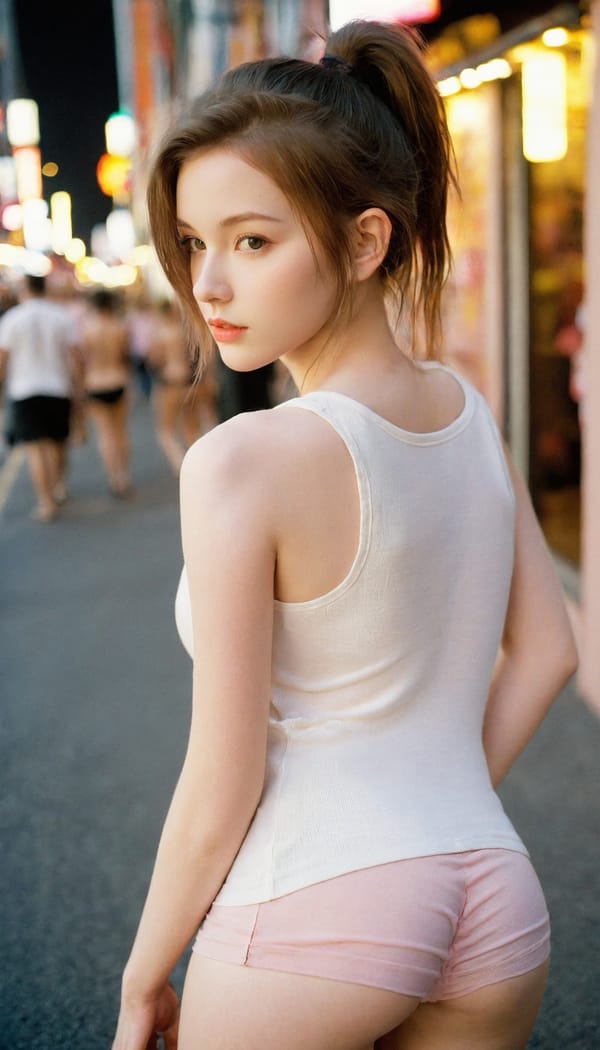 Tags: 21872187, SDXL
{"3": {"inputs": {"seed": 705987376144387, "steps": 64, "cfg": 6.27, "sampler_name": "dpmpp_2m", "scheduler": "karras", "denoise": 1.0, "model": ["27", 0], "positive": ["6", 0], "negative": ["7", 0], "latent_image": ["5", 0]}, "class_type": "KSampler"}, "4": {"inputs": {"ckpt_name": "leosamsHelloworldSDXL_helloworldSDXL32DPO.safetensors"}, "class_type": "CheckpointLoaderSimple"}, "5": {"inputs": {"width": 768, "height": 1344, "batch_size": 1}, "class_type": "EmptyLatentImage"}, "6": {"inputs": {"text": "18 year old girl, (cute:1.12), (slim:1.02), (detailed face:1.11), (sexy lips:1.05), (beautiful eyes:1.11), (temptress:1.03), (pale skin:1.06), (idol:1.07), (eyelashes:1.00), (seductive pose:0.95), (seductive facial expression:1.13), (blush:1.11), (on all fours:1.01), (spreading ass cheeks:1.07), (from behind:1.06), (backboob:1.08), (white tanktop:1.07), busy street, (soft lighting:1.00), (film:1.05), (natural looking skin:1.06), (portra:1.04), (candid cinema:1.08), (RAW:1.05), (skin fuzz:1.09), (textured skin:1.01), (detailed skin:1.05)", "clip": ["27", 1]}, "class_type": "CLIPTextEncode"}, "7": {"inputs": {"text": "(open mouth:1.07), (low resolution:1.13), (distorted:1.12), (bad hands:1.08), (watermark:1.13), (worst quality:1.09), (twisted:1.14)", "clip": ["27", 1]}, "class_type": "CLIPTextEncode"}, "8": {"inputs": {"samples": ["3", 0], "vae": ["4", 2]}, "class_type": "VAEDecode"}, "25": {"inputs": {"lora_name": "nudify_xl.safetensors", "strength_model": 0.22, "strength_clip": 0.29, "model": ["4", 0], "clip": ["4", 1]}, "class_type": "LoraLoader"}, "26": {"inputs": {"lora_name": "shirtlift_SDXL_v2.safetensors", "strength_model": 0.01, "strength_clip": 0.19, "model": ["25", 0], "clip": ["25", 1]}, "class_type": "LoraLoader"}, "27": {"inputs": {"lora_name": "PerfectEyesXL.safetensors", "strength_model": 0.01, "strength_clip": 0.04, "model": ["26", 0], "clip": ["26", 1]}, "class_type": "LoraLoader"}, "30": {"inputs": {"model_name": "4x_NMKD-Superscale-SP_178000_G.pth"}, "class_type": "UpscaleModelLoader"}, "31": {"inputs": {"upscale_model": ["30", 0], "image": ["8", 0]}, "class_type": "ImageUpscaleWithModel"}, "32": {"inputs": {"upscale_method": "lanczos", "scale_by": 0.5, "image": ["31", 0]}, "class_type": "ImageScaleBy"}, "33": {"inputs": {"pixels": ["32", 0], "vae": ["4", 2]}, "class_type": "VAEEncode"}, "34": {"inputs": {"seed": 705987376144387, "steps": 64, "cfg": 6.27, "sampler_name": "dpmpp_2m", "scheduler": "karras", "denoise": 0.3, "model": ["27", 0], "positive": ["6", 0], "negative": ["7", 0], "latent_image": ["33", 0]}, "class_type": "KSampler"}, "36": {"inputs": {"samples": ["34", 0], "vae": ["4", 2]}, "class_type": "VAEDecode"}, "39": {"inputs": {"filename_prefix": "comfyapi-1707915422721", "images": ["36", 0]}, "class_type": "SaveImage"}}