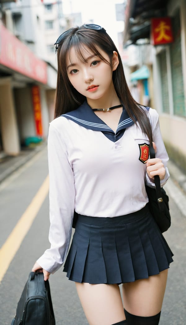 Tags: 21872187, SDXL
{"3": {"inputs": {"seed": 643445539163693, "steps": 32, "cfg": 7.88, "sampler_name": "dpmpp_2m", "scheduler": "karras", "denoise": 1.0, "model": ["27", 0], "positive": ["6", 0], "negative": ["7", 0], "latent_image": ["5", 0]}, "class_type": "KSampler"}, "4": {"inputs": {"ckpt_name": "leosamsHelloworldSDXL_helloworldSDXL32DPO.safetensors"}, "class_type": "CheckpointLoaderSimple"}, "5": {"inputs": {"width": 768, "height": 1344, "batch_size": 1}, "class_type": "EmptyLatentImage"}, "6": {"inputs": {"text": "22 year old girl, (japanese:0.95), (chinese:1.04), (seductive facial expression:1.14), (seductive pose:1.02), (cute:1.04), (temptress:1.11), (slim:1.09), (sexy lips:1.13), (blush:1.00), (idol:1.06), (pale skin:1.12), (eyelashes:0.97), (beautiful eyes:1.10), (double eyelids:1.00), (detailed face:0.99), (perky ass:1.04), (exposed ass:1.12), (looking back:1.01), (sexy ass:1.04), (thigh gap:1.04), (school uniform:1.04), choker, busy street, (soft lighting:1.06), (RAW:1.02), (portra:1.04), (film:1.07), (detailed skin:1.00), (skin fuzz:1.04), (textured skin:1.00), (natural looking skin:1.04), (candid cinema:1.01)", "clip": ["27", 1]}, "class_type": "CLIPTextEncode"}, "7": {"inputs": {"text": "(worst quality:1.11), (watermark:1.11), (twisted:1.12), (low resolution:1.10), (open mouth:1.11), (bad hands:1.09), (distorted:1.05)", "clip": ["27", 1]}, "class_type": "CLIPTextEncode"}, "8": {"inputs": {"samples": ["3", 0], "vae": ["4", 2]}, "class_type": "VAEDecode"}, "25": {"inputs": {"lora_name": "nudify_xl.safetensors", "strength_model": 0.29, "strength_clip": 0.04, "model": ["4", 0], "clip": ["4", 1]}, "class_type": "LoraLoader"}, "26": {"inputs": {"lora_name": "shirtlift_SDXL_v2.safetensors", "strength_model": 0.14, "strength_clip": 0.17, "model": ["25", 0], "clip": ["25", 1]}, "class_type": "LoraLoader"}, "27": {"inputs": {"lora_name": "PerfectEyesXL.safetensors", "strength_model": 0.15, "strength_clip": 0.18, "model": ["26", 0], "clip": ["26", 1]}, "class_type": "LoraLoader"}, "30": {"inputs": {"model_name": "4x_NMKD-Superscale-SP_178000_G.pth"}, "class_type": "UpscaleModelLoader"}, "31": {"inputs": {"upscale_model": ["30", 0], "image": ["8", 0]}, "class_type": "ImageUpscaleWithModel"}, "32": {"inputs": {"upscale_method": "lanczos", "scale_by": 0.5, "image": ["31", 0]}, "class_type": "ImageScaleBy"}, "33": {"inputs": {"pixels": ["32", 0], "vae": ["4", 2]}, "class_type": "VAEEncode"}, "34": {"inputs": {"seed": 643445539163693, "steps": 32, "cfg": 7.88, "sampler_name": "dpmpp_2m", "scheduler": "karras", "denoise": 0.3, "model": ["27", 0], "positive": ["6", 0], "negative": ["7", 0], "latent_image": ["33", 0]}, "class_type": "KSampler"}, "36": {"inputs": {"samples": ["34", 0], "vae": ["4", 2]}, "class_type": "VAEDecode"}, "39": {"inputs": {"filename_prefix": "comfyapi-1707762806756", "images": ["36", 0]}, "class_type": "SaveImage"}}