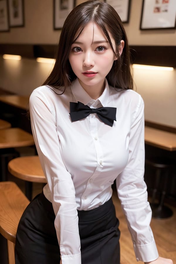 Tags: 21872187
<lora:JapaneseDollLikeness_v15:0.64>, (waitress wearing uniform:1.08), restaurant, (seductive pose:0.91), extremely detailed face, cute, sexy lips, seductive smile, double eyelids, pale skin, perky breasts, 4K, RAW, best quality, sharp, hyper realistic, (long slim legs:1.04), (thigh gap:1.01), blush, (stunningly attractive:1.12)
Negative prompt: drawings, sketches, (worst quality:2.01)
Steps: 32, Sampler: DPM++ 2M Karras, CFG scale: 6.3, Seed: 1989262852, Size: 512x768, Model hash: fc2511737a, Model: chilloutmix_NiPrunedFp32Fix, Seed resize from: -1x-1, Denoising strength: 0.35, Version: v1.2.1, Hires upscale: 2.0, Hires steps: 16, Hires upscaler: ESRGAN_4x