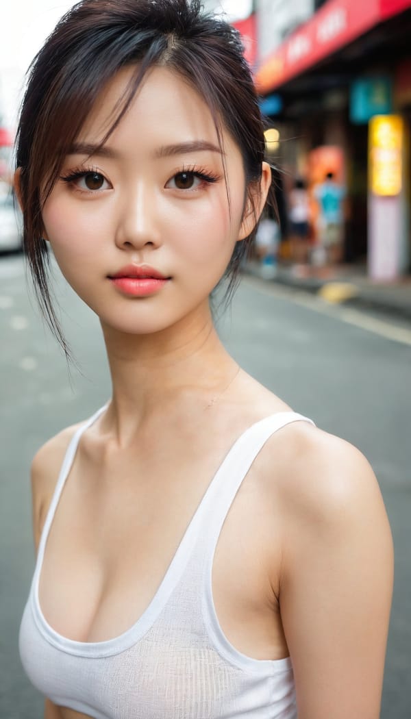 Tags: 21872187, SDXL
{"3": {"inputs": {"seed": 671789164608406, "steps": 32, "cfg": 6.84, "sampler_name": "dpmpp_2m", "scheduler": "karras", "denoise": 1.0, "model": ["27", 0], "positive": ["6", 0], "negative": ["7", 0], "latent_image": ["5", 0]}, "class_type": "KSampler"}, "4": {"inputs": {"ckpt_name": "juggernautxl.safetensors"}, "class_type": "CheckpointLoaderSimple"}, "5": {"inputs": {"width": 768, "height": 1344, "batch_size": 1}, "class_type": "EmptyLatentImage"}, "6": {"inputs": {"text": "25 year old girl, (taiwanese:1.01), (blush:1.07), (eyelashes:1.08), (cute:1.05), (beautiful eyes:0.95), (temptress:1.01), (sexy lips:1.05), (seductive facial expression:0.98), (seductive pose:1.13), (slim:1.12), (double eyelids:0.98), (pale skin:1.14), (detailed face:1.09), (idol:1.07), (perky ass:1.13), (exposed ass:1.11), (looking back:1.11), (sexy ass:1.08), (thigh gap:1.05), (white tanktop:1.05), busy street, (skin fuzz:1.09), (textured skin:1.09), (soft lighting:1.05), (detailed skin:1.09), (candid cinema:1.05), (RAW:1.08), (film:1.09), (natural looking skin:1.07), (portra:1.06)", "clip": ["27", 1]}, "class_type": "CLIPTextEncode"}, "7": {"inputs": {"text": "(low resolution:1.14), (distorted:1.08), (bad hands:1.09), (open mouth:1.08), (worst quality:1.10), (watermark:1.08), (twisted:1.07)", "clip": ["27", 1]}, "class_type": "CLIPTextEncode"}, "8": {"inputs": {"samples": ["3", 0], "vae": ["4", 2]}, "class_type": "VAEDecode"}, "25": {"inputs": {"lora_name": "nudify_xl.safetensors", "strength_model": 0.33, "strength_clip": 0.12, "model": ["4", 0], "clip": ["4", 1]}, "class_type": "LoraLoader"}, "26": {"inputs": {"lora_name": "shirtlift_SDXL_v2.safetensors", "strength_model": 0.11, "strength_clip": 0.11, "model": ["25", 0], "clip": ["25", 1]}, "class_type": "LoraLoader"}, "27": {"inputs": {"lora_name": "PerfectEyesXL.safetensors", "strength_model": 0.15, "strength_clip": 0.1, "model": ["26", 0], "clip": ["26", 1]}, "class_type": "LoraLoader"}, "30": {"inputs": {"model_name": "4x_NMKD-Superscale-SP_178000_G.pth"}, "class_type": "UpscaleModelLoader"}, "31": {"inputs": {"upscale_model": ["30", 0], "image": ["8", 0]}, "class_type": "ImageUpscaleWithModel"}, "32": {"inputs": {"upscale_method": "lanczos", "scale_by": 0.5, "image": ["31", 0]}, "class_type": "ImageScaleBy"}, "33": {"inputs": {"pixels": ["32", 0], "vae": ["4", 2]}, "class_type": "VAEEncode"}, "34": {"inputs": {"seed": 671789164608406, "steps": 32, "cfg": 6.84, "sampler_name": "dpmpp_2m", "scheduler": "karras", "denoise": 0.3, "model": ["27", 0], "positive": ["6", 0], "negative": ["7", 0], "latent_image": ["33", 0]}, "class_type": "KSampler"}, "36": {"inputs": {"samples": ["34", 0], "vae": ["4", 2]}, "class_type": "VAEDecode"}, "39": {"inputs": {"filename_prefix": "comfyapi-1713471103765", "images": ["36", 0]}, "class_type": "SaveImage"}}