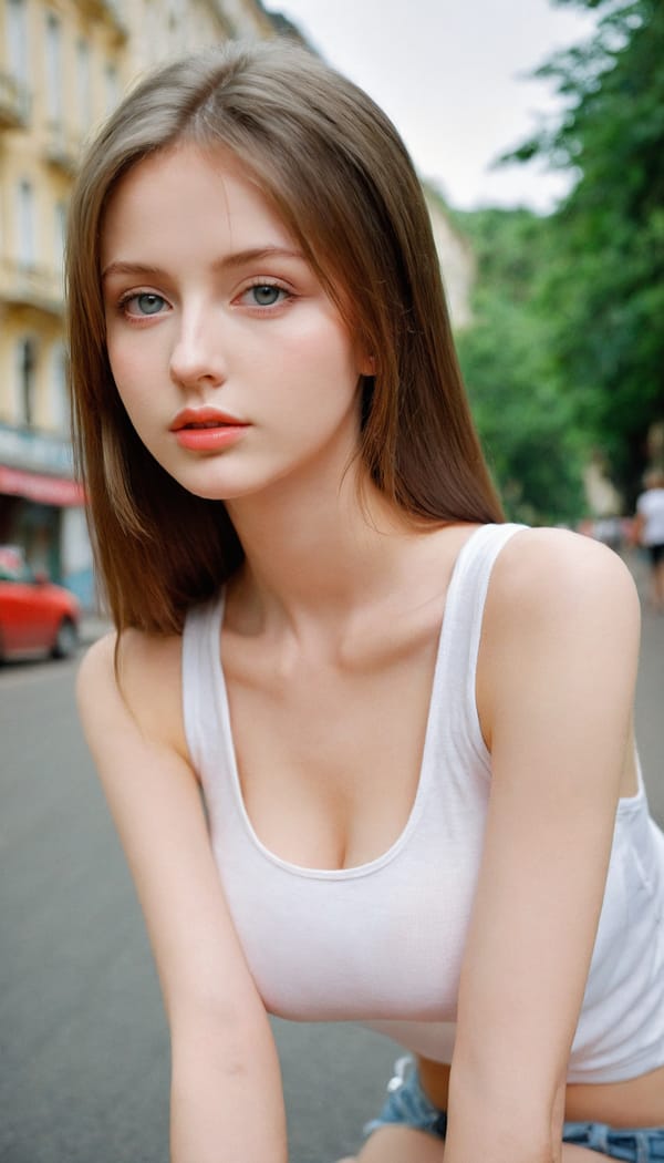 Tags: 21872187, SDXL
{"3": {"inputs": {"seed": 657508936853067, "steps": 32, "cfg": 5.91, "sampler_name": "dpmpp_2m", "scheduler": "karras", "denoise": 1.0, "model": ["27", 0], "positive": ["6", 0], "negative": ["7", 0], "latent_image": ["5", 0]}, "class_type": "KSampler"}, "4": {"inputs": {"ckpt_name": "leosamsHelloworldSDXL_helloworldSDXL32DPO.safetensors"}, "class_type": "CheckpointLoaderSimple"}, "5": {"inputs": {"width": 768, "height": 1344, "batch_size": 1}, "class_type": "EmptyLatentImage"}, "6": {"inputs": {"text": "21 year old girl, (ukrainian:1.00), (beautiful eyes:1.06), (seductive pose:1.04), (double eyelids:0.99), (eyelashes:1.00), (detailed face:1.01), (seductive facial expression:1.05), (blush:1.06), (slim:1.05), (cute:0.95), (temptress:1.14), (idol:0.98), (sexy lips:1.14), (pale skin:0.95), (in a seductive pose:1.00), (large perky breasts:1.01), (cleavage:1.11), (thigh gap:1.11), (white tanktop:1.10), busy street, (detailed skin:1.02), (RAW:1.01), (candid cinema:1.08), (film:1.08), (natural looking skin:1.04), (portra:1.08), (textured skin:1.01), (skin fuzz:1.02), (soft lighting:1.07)", "clip": ["27", 1]}, "class_type": "CLIPTextEncode"}, "7": {"inputs": {"text": "(watermark:1.12), (worst quality:1.06), (twisted:1.11), (open mouth:1.10), (bad hands:1.12), (low resolution:1.14), (distorted:1.11)", "clip": ["27", 1]}, "class_type": "CLIPTextEncode"}, "8": {"inputs": {"samples": ["3", 0], "vae": ["4", 2]}, "class_type": "VAEDecode"}, "25": {"inputs": {"lora_name": "nudify_xl.safetensors", "strength_model": 0.04, "strength_clip": 0.34, "model": ["4", 0], "clip": ["4", 1]}, "class_type": "LoraLoader"}, "26": {"inputs": {"lora_name": "shirtlift_SDXL_v2.safetensors", "strength_model": 0.0, "strength_clip": 0.11, "model": ["25", 0], "clip": ["25", 1]}, "class_type": "LoraLoader"}, "27": {"inputs": {"lora_name": "PerfectEyesXL.safetensors", "strength_model": 0.07, "strength_clip": 0.0, "model": ["26", 0], "clip": ["26", 1]}, "class_type": "LoraLoader"}, "30": {"inputs": {"model_name": "4x_NMKD-Superscale-SP_178000_G.pth"}, "class_type": "UpscaleModelLoader"}, "31": {"inputs": {"upscale_model": ["30", 0], "image": ["8", 0]}, "class_type": "ImageUpscaleWithModel"}, "32": {"inputs": {"upscale_method": "lanczos", "scale_by": 0.5, "image": ["31", 0]}, "class_type": "ImageScaleBy"}, "33": {"inputs": {"pixels": ["32", 0], "vae": ["4", 2]}, "class_type": "VAEEncode"}, "34": {"inputs": {"seed": 657508936853067, "steps": 32, "cfg": 5.91, "sampler_name": "dpmpp_2m", "scheduler": "karras", "denoise": 0.3, "model": ["27", 0], "positive": ["6", 0], "negative": ["7", 0], "latent_image": ["33", 0]}, "class_type": "KSampler"}, "36": {"inputs": {"samples": ["34", 0], "vae": ["4", 2]}, "class_type": "VAEDecode"}, "39": {"inputs": {"filename_prefix": "comfyapi-1707774626656", "images": ["36", 0]}, "class_type": "SaveImage"}}