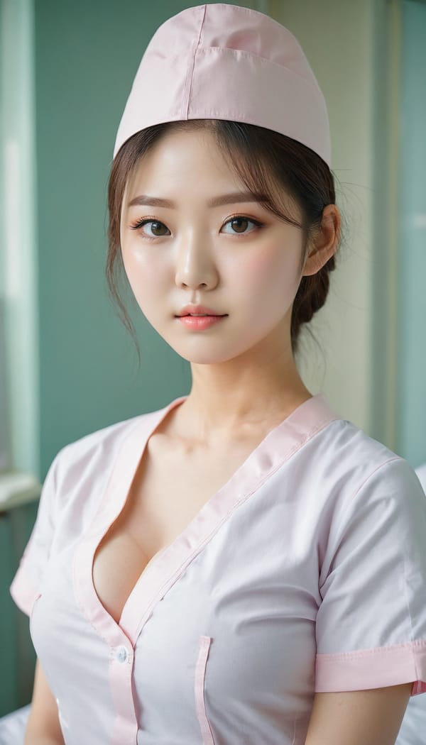 Tags: 21872187, SDXL
{"3": {"inputs": {"seed": 842508538760944, "steps": 32, "cfg": 6.73, "sampler_name": "dpmpp_2m", "scheduler": "karras", "denoise": 1.0, "model": ["27", 0], "positive": ["6", 0], "negative": ["7", 0], "latent_image": ["5", 0]}, "class_type": "KSampler"}, "4": {"inputs": {"ckpt_name": "juggernautxl.safetensors"}, "class_type": "CheckpointLoaderSimple"}, "5": {"inputs": {"width": 768, "height": 1344, "batch_size": 1}, "class_type": "EmptyLatentImage"}, "6": {"inputs": {"text": "18 year old girl, (korean:1.12), (detailed face:1.14), (beautiful eyes:1.06), (blush:1.14), (seductive facial expression:1.01), (double eyelids:0.98), (seductive pose:1.01), (eyelashes:1.02), (idol:1.12), (temptress:0.97), (cute:1.12), (slim:1.11), (sexy lips:1.00), (pale skin:1.03), (in a seductive pose:0.99), (large perky breasts:0.96), (cleavage:1.08), (thigh gap:1.01), (nurse in uniform:1.04) working in a hospital ward, (skin fuzz:1.03), (detailed skin:1.06), (portra:1.01), (soft lighting:1.01), (film:1.09), (textured skin:1.05), (candid cinema:1.03), (natural looking skin:1.06), (RAW:1.07)", "clip": ["27", 1]}, "class_type": "CLIPTextEncode"}, "7": {"inputs": {"text": "(low resolution:1.09), (twisted:1.06), (watermark:1.05), (open mouth:1.05), (distorted:1.07), (bad hands:1.07), (worst quality:1.10)", "clip": ["27", 1]}, "class_type": "CLIPTextEncode"}, "8": {"inputs": {"samples": ["3", 0], "vae": ["4", 2]}, "class_type": "VAEDecode"}, "25": {"inputs": {"lora_name": "nudify_xl.safetensors", "strength_model": 0.03, "strength_clip": 0.38, "model": ["4", 0], "clip": ["4", 1]}, "class_type": "LoraLoader"}, "26": {"inputs": {"lora_name": "shirtlift_SDXL_v2.safetensors", "strength_model": 0.15, "strength_clip": 0.17, "model": ["25", 0], "clip": ["25", 1]}, "class_type": "LoraLoader"}, "27": {"inputs": {"lora_name": "PerfectEyesXL.safetensors", "strength_model": 0.04, "strength_clip": 0.18, "model": ["26", 0], "clip": ["26", 1]}, "class_type": "LoraLoader"}, "30": {"inputs": {"model_name": "4x_NMKD-Superscale-SP_178000_G.pth"}, "class_type": "UpscaleModelLoader"}, "31": {"inputs": {"upscale_model": ["30", 0], "image": ["8", 0]}, "class_type": "ImageUpscaleWithModel"}, "32": {"inputs": {"upscale_method": "lanczos", "scale_by": 0.5, "image": ["31", 0]}, "class_type": "ImageScaleBy"}, "33": {"inputs": {"pixels": ["32", 0], "vae": ["4", 2]}, "class_type": "VAEEncode"}, "34": {"inputs": {"seed": 842508538760944, "steps": 32, "cfg": 6.73, "sampler_name": "dpmpp_2m", "scheduler": "karras", "denoise": 0.3, "model": ["27", 0], "positive": ["6", 0], "negative": ["7", 0], "latent_image": ["33", 0]}, "class_type": "KSampler"}, "36": {"inputs": {"samples": ["34", 0], "vae": ["4", 2]}, "class_type": "VAEDecode"}, "39": {"inputs": {"filename_prefix": "comfyapi-1713875355005", "images": ["36", 0]}, "class_type": "SaveImage"}}