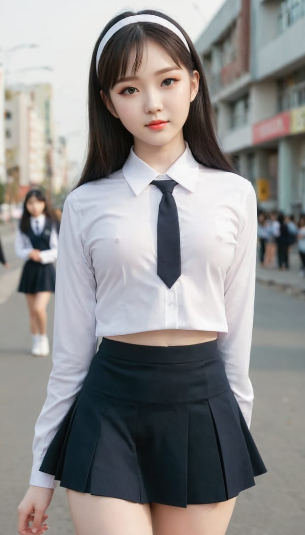 Tags: 21872187, SDXL
{"3": {"inputs": {"seed": 393220753904285, "steps": 64, "cfg": 5.98, "sampler_name": "dpmpp_2m", "scheduler": "karras", "denoise": 1.0, "model": ["27", 0], "positive": ["6", 0], "negative": ["7", 0], "latent_image": ["5", 0]}, "class_type": "KSampler"}, "4": {"inputs": {"ckpt_name": "juggernautXL_v8Rundiffusion.safetensors"}, "class_type": "CheckpointLoaderSimple"}, "5": {"inputs": {"width": 768, "height": 1344, "batch_size": 1}, "class_type": "EmptyLatentImage"}, "6": {"inputs": {"text": "18 year old girl, (ukrainian:1.07), (korean:0.95), (idol:1.08), (beautiful eyes:1.08), (sexy lips:1.06), (pale skin:1.12), (detailed face:1.04), (blush:1.10), (slim:1.11), (temptress:1.02), (seductive facial expression:1.01), (cute:1.00), (seductive pose:1.01), (eyelashes:0.96), (double eyelids:1.13), (perky ass:1.04), (exposed ass:0.97), (looking back:1.05), (sexy ass:0.95), (thigh gap:1.01), (school uniform:1.12), choker, busy street, (skin fuzz:1.01), (film:1.06), (soft lighting:1.09), (RAW:1.08), (candid cinema:1.07), (textured skin:1.03), (natural looking skin:1.03), (portra:1.08), (detailed skin:1.05)", "clip": ["27", 1]}, "class_type": "CLIPTextEncode"}, "7": {"inputs": {"text": "(low resolution:1.06), (watermark:1.13), (distorted:1.12), (worst quality:1.07), (bad hands:1.08), (twisted:1.06), (open mouth:1.09)", "clip": ["27", 1]}, "class_type": "CLIPTextEncode"}, "8": {"inputs": {"samples": ["3", 0], "vae": ["4", 2]}, "class_type": "VAEDecode"}, "25": {"inputs": {"lora_name": "nudify_xl.safetensors", "strength_model": 0.33, "strength_clip": 0.02, "model": ["4", 0], "clip": ["4", 1]}, "class_type": "LoraLoader"}, "26": {"inputs": {"lora_name": "shirtlift_SDXL_v2.safetensors", "strength_model": 0.12, "strength_clip": 0.06, "model": ["25", 0], "clip": ["25", 1]}, "class_type": "LoraLoader"}, "27": {"inputs": {"lora_name": "PerfectEyesXL.safetensors", "strength_model": 0.02, "strength_clip": 0.14, "model": ["26", 0], "clip": ["26", 1]}, "class_type": "LoraLoader"}, "30": {"inputs": {"model_name": "4x_NMKD-Superscale-SP_178000_G.pth"}, "class_type": "UpscaleModelLoader"}, "31": {"inputs": {"upscale_model": ["30", 0], "image": ["8", 0]}, "class_type": "ImageUpscaleWithModel"}, "32": {"inputs": {"upscale_method": "lanczos", "scale_by": 0.5, "image": ["31", 0]}, "class_type": "ImageScaleBy"}, "33": {"inputs": {"pixels": ["32", 0], "vae": ["4", 2]}, "class_type": "VAEEncode"}, "34": {"inputs": {"seed": 393220753904285, "steps": 64, "cfg": 5.98, "sampler_name": "dpmpp_2m", "scheduler": "karras", "denoise": 0.3, "model": ["27", 0], "positive": ["6", 0], "negative": ["7", 0], "latent_image": ["33", 0]}, "class_type": "KSampler"}, "36": {"inputs": {"samples": ["34", 0], "vae": ["4", 2]}, "class_type": "VAEDecode"}, "39": {"inputs": {"filename_prefix": "comfyapi-1708138886905", "images": ["36", 0]}, "class_type": "SaveImage"}}