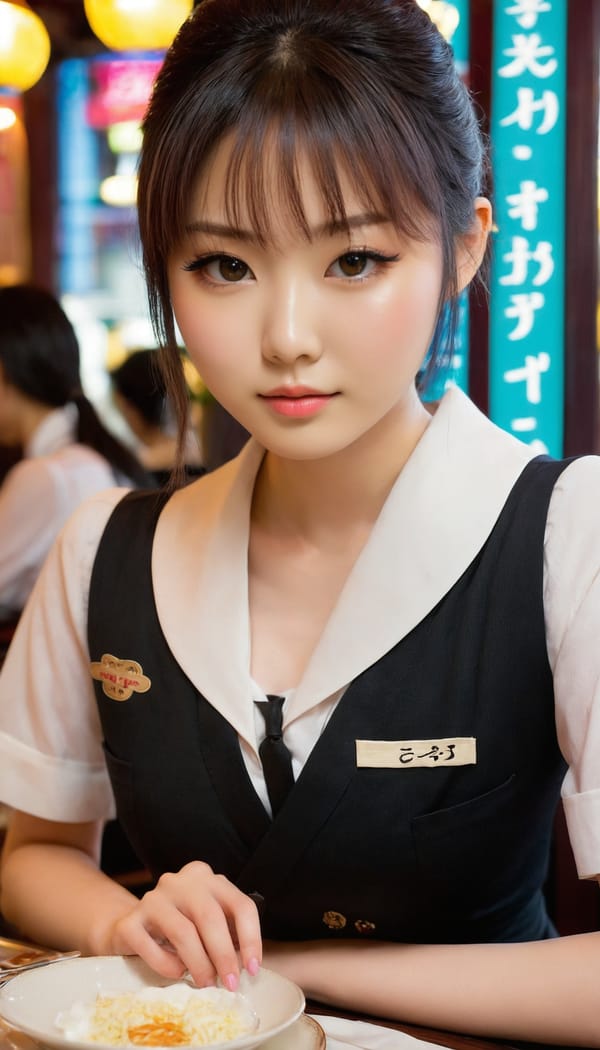 Tags: 21872187, SDXL
{"3": {"inputs": {"seed": 907116701870266, "steps": 64, "cfg": 6.62, "sampler_name": "dpmpp_2m", "scheduler": "karras", "denoise": 1.0, "model": ["27", 0], "positive": ["6", 0], "negative": ["7", 0], "latent_image": ["5", 0]}, "class_type": "KSampler"}, "4": {"inputs": {"ckpt_name": "juggernautxl.safetensors"}, "class_type": "CheckpointLoaderSimple"}, "5": {"inputs": {"width": 768, "height": 1344, "batch_size": 1}, "class_type": "EmptyLatentImage"}, "6": {"inputs": {"text": "19 year old girl, (japanese:0.95), (double eyelids:1.05), (sexy lips:1.07), (seductive pose:1.09), (eyelashes:1.13), (pale skin:1.03), (detailed face:1.02), (temptress:0.97), (blush:1.13), (beautiful eyes:1.10), (slim:1.06), (seductive facial expression:1.04), (idol:1.00), (in a seductive pose:1.12), (large perky breasts:0.96), (cleavage:0.98), (thigh gap:1.03), (a waitress in uniform:0.95) working at a restaurant, (textured skin:1.01), (film:1.06), (soft lighting:1.08), (RAW:1.00), (candid cinema:1.08), (portra:1.09), (skin fuzz:1.00), (natural looking skin:1.05), (detailed skin:1.02)", "clip": ["27", 1]}, "class_type": "CLIPTextEncode"}, "7": {"inputs": {"text": "(open mouth:1.06), (low resolution:1.05), (twisted:1.07), (distorted:1.09), (worst quality:1.06), (bad hands:1.10), (watermark:1.06)", "clip": ["27", 1]}, "class_type": "CLIPTextEncode"}, "8": {"inputs": {"samples": ["3", 0], "vae": ["4", 2]}, "class_type": "VAEDecode"}, "25": {"inputs": {"lora_name": "nudify_xl.safetensors", "strength_model": 0.26, "strength_clip": 0.33, "model": ["4", 0], "clip": ["4", 1]}, "class_type": "LoraLoader"}, "26": {"inputs": {"lora_name": "shirtlift_SDXL_v2.safetensors", "strength_model": 0.1, "strength_clip": 0.19, "model": ["25", 0], "clip": ["25", 1]}, "class_type": "LoraLoader"}, "27": {"inputs": {"lora_name": "PerfectEyesXL.safetensors", "strength_model": 0.15, "strength_clip": 0.05, "model": ["26", 0], "clip": ["26", 1]}, "class_type": "LoraLoader"}, "30": {"inputs": {"model_name": "4x_NMKD-Superscale-SP_178000_G.pth"}, "class_type": "UpscaleModelLoader"}, "31": {"inputs": {"upscale_model": ["30", 0], "image": ["8", 0]}, "class_type": "ImageUpscaleWithModel"}, "32": {"inputs": {"upscale_method": "lanczos", "scale_by": 0.5, "image": ["31", 0]}, "class_type": "ImageScaleBy"}, "33": {"inputs": {"pixels": ["32", 0], "vae": ["4", 2]}, "class_type": "VAEEncode"}, "34": {"inputs": {"seed": 907116701870266, "steps": 64, "cfg": 6.62, "sampler_name": "dpmpp_2m", "scheduler": "karras", "denoise": 0.3, "model": ["27", 0], "positive": ["6", 0], "negative": ["7", 0], "latent_image": ["33", 0]}, "class_type": "KSampler"}, "36": {"inputs": {"samples": ["34", 0], "vae": ["4", 2]}, "class_type": "VAEDecode"}, "39": {"inputs": {"filename_prefix": "comfyapi-1735510503169", "images": ["36", 0]}, "class_type": "SaveImage"}}