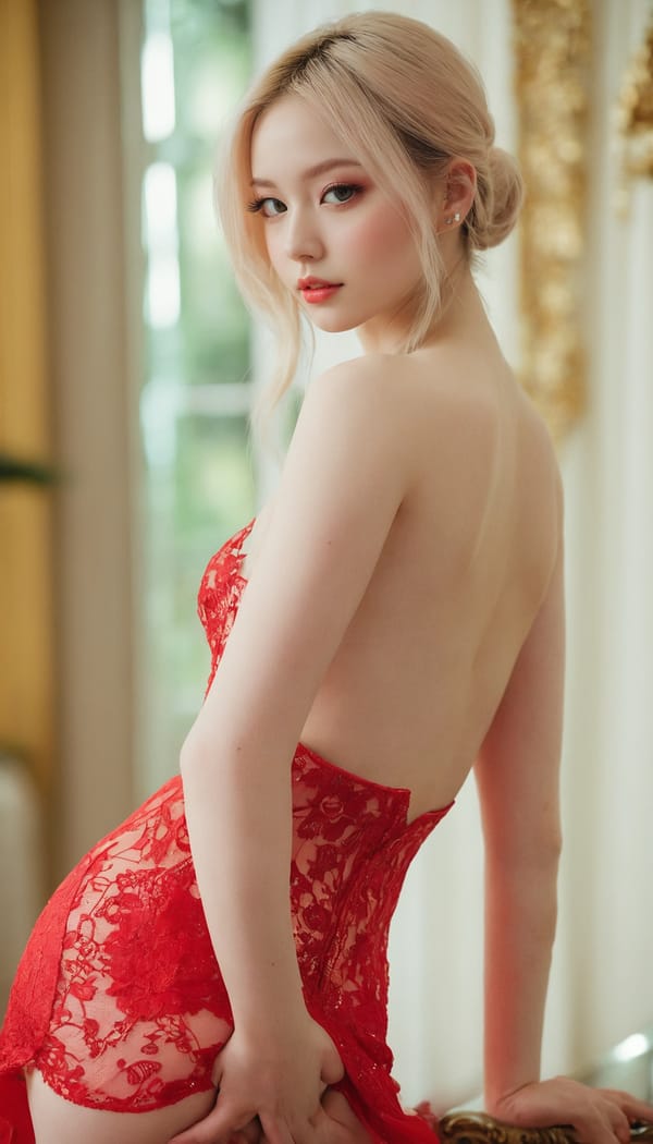 Tags: 21872187, SDXL
{"3": {"inputs": {"seed": 464307255748285, "steps": 32, "cfg": 5.1, "sampler_name": "dpmpp_2m", "scheduler": "karras", "denoise": 1.0, "model": ["27", 0], "positive": ["6", 0], "negative": ["7", 0], "latent_image": ["5", 0]}, "class_type": "KSampler"}, "4": {"inputs": {"ckpt_name": "juggernautxl.safetensors"}, "class_type": "CheckpointLoaderSimple"}, "5": {"inputs": {"width": 768, "height": 1344, "batch_size": 1}, "class_type": "EmptyLatentImage"}, "6": {"inputs": {"text": "24 year old girl, (seductive facial expression:1.09), (slim:1.07), (detailed face:1.03), (cute:1.11), (seductive pose:0.97), (idol:1.00), (blush:1.05), (eyelashes:0.95), (sexy lips:1.10), (double eyelids:1.09), (temptress:1.13), (pale skin:1.05), (beautiful eyes:1.14), (perky ass:1.08), (exposed ass:1.10), (looking back:1.12), (sexy ass:1.13), (thigh gap:1.12), (wearing a low-cut red dress:1.00) at a ballroom, (textured skin:1.03), (film:1.00), (portra:1.07), (soft lighting:1.00), (detailed skin:1.00), (candid cinema:1.00), (RAW:1.05), (skin fuzz:1.06), (natural looking skin:1.02)", "clip": ["27", 1]}, "class_type": "CLIPTextEncode"}, "7": {"inputs": {"text": "(watermark:1.08), (low resolution:1.14), (twisted:1.14), (open mouth:1.09), (worst quality:1.06), (bad hands:1.06), (distorted:1.13)", "clip": ["27", 1]}, "class_type": "CLIPTextEncode"}, "8": {"inputs": {"samples": ["3", 0], "vae": ["4", 2]}, "class_type": "VAEDecode"}, "25": {"inputs": {"lora_name": "nudify_xl.safetensors", "strength_model": 0.11, "strength_clip": 0.33, "model": ["4", 0], "clip": ["4", 1]}, "class_type": "LoraLoader"}, "26": {"inputs": {"lora_name": "shirtlift_SDXL_v2.safetensors", "strength_model": 0.06, "strength_clip": 0.07, "model": ["25", 0], "clip": ["25", 1]}, "class_type": "LoraLoader"}, "27": {"inputs": {"lora_name": "PerfectEyesXL.safetensors", "strength_model": 0.09, "strength_clip": 0.07, "model": ["26", 0], "clip": ["26", 1]}, "class_type": "LoraLoader"}, "30": {"inputs": {"model_name": "4x_NMKD-Superscale-SP_178000_G.pth"}, "class_type": "UpscaleModelLoader"}, "31": {"inputs": {"upscale_model": ["30", 0], "image": ["8", 0]}, "class_type": "ImageUpscaleWithModel"}, "32": {"inputs": {"upscale_method": "lanczos", "scale_by": 0.5, "image": ["31", 0]}, "class_type": "ImageScaleBy"}, "33": {"inputs": {"pixels": ["32", 0], "vae": ["4", 2]}, "class_type": "VAEEncode"}, "34": {"inputs": {"seed": 464307255748285, "steps": 32, "cfg": 5.1, "sampler_name": "dpmpp_2m", "scheduler": "karras", "denoise": 0.3, "model": ["27", 0], "positive": ["6", 0], "negative": ["7", 0], "latent_image": ["33", 0]}, "class_type": "KSampler"}, "36": {"inputs": {"samples": ["34", 0], "vae": ["4", 2]}, "class_type": "VAEDecode"}, "39": {"inputs": {"filename_prefix": "comfyapi-1723918413394", "images": ["36", 0]}, "class_type": "SaveImage"}}