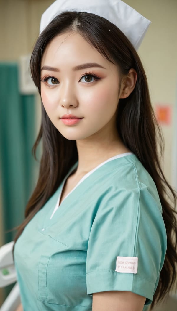 Tags: 21872187, SDXL
{"3": {"inputs": {"seed": 211978261054350, "steps": 32, "cfg": 5.75, "sampler_name": "dpmpp_2m", "scheduler": "karras", "denoise": 1.0, "model": ["27", 0], "positive": ["6", 0], "negative": ["7", 0], "latent_image": ["5", 0]}, "class_type": "KSampler"}, "4": {"inputs": {"ckpt_name": "juggernautxl.safetensors"}, "class_type": "CheckpointLoaderSimple"}, "5": {"inputs": {"width": 768, "height": 1344, "batch_size": 1}, "class_type": "EmptyLatentImage"}, "6": {"inputs": {"text": "24 year old girl, (seductive facial expression:1.14), (blush:1.08), (temptress:1.02), (idol:1.00), (detailed face:1.02), (slim:0.99), (beautiful eyes:1.00), (double eyelids:1.04), (seductive pose:0.97), (cute:1.05), (sexy lips:1.14), (eyelashes:1.13), (perky ass:1.01), (exposed ass:0.97), (looking back:1.11), (sexy ass:1.02), (thigh gap:1.01), (nurse in uniform:1.06) working in a hospital ward, (film:1.07), (natural looking skin:1.05), (textured skin:1.00), (candid cinema:1.04), (RAW:1.01), (detailed skin:1.07), (portra:1.03), (skin fuzz:1.07)", "clip": ["27", 1]}, "class_type": "CLIPTextEncode"}, "7": {"inputs": {"text": "(twisted:1.13), (bad hands:1.08), (watermark:1.09), (low resolution:1.11), (distorted:1.10), (worst quality:1.09), (open mouth:1.14)", "clip": ["27", 1]}, "class_type": "CLIPTextEncode"}, "8": {"inputs": {"samples": ["3", 0], "vae": ["4", 2]}, "class_type": "VAEDecode"}, "25": {"inputs": {"lora_name": "nudify_xl.safetensors", "strength_model": 0.3, "strength_clip": 0.26, "model": ["4", 0], "clip": ["4", 1]}, "class_type": "LoraLoader"}, "26": {"inputs": {"lora_name": "shirtlift_SDXL_v2.safetensors", "strength_model": 0.11, "strength_clip": 0.07, "model": ["25", 0], "clip": ["25", 1]}, "class_type": "LoraLoader"}, "27": {"inputs": {"lora_name": "PerfectEyesXL.safetensors", "strength_model": 0.1, "strength_clip": 0.07, "model": ["26", 0], "clip": ["26", 1]}, "class_type": "LoraLoader"}, "30": {"inputs": {"model_name": "4x_NMKD-Superscale-SP_178000_G.pth"}, "class_type": "UpscaleModelLoader"}, "31": {"inputs": {"upscale_model": ["30", 0], "image": ["8", 0]}, "class_type": "ImageUpscaleWithModel"}, "32": {"inputs": {"upscale_method": "lanczos", "scale_by": 0.5, "image": ["31", 0]}, "class_type": "ImageScaleBy"}, "33": {"inputs": {"pixels": ["32", 0], "vae": ["4", 2]}, "class_type": "VAEEncode"}, "34": {"inputs": {"seed": 211978261054350, "steps": 32, "cfg": 5.75, "sampler_name": "dpmpp_2m", "scheduler": "karras", "denoise": 0.3, "model": ["27", 0], "positive": ["6", 0], "negative": ["7", 0], "latent_image": ["33", 0]}, "class_type": "KSampler"}, "36": {"inputs": {"samples": ["34", 0], "vae": ["4", 2]}, "class_type": "VAEDecode"}, "39": {"inputs": {"filename_prefix": "comfyapi-1726694837940", "images": ["36", 0]}, "class_type": "SaveImage"}}