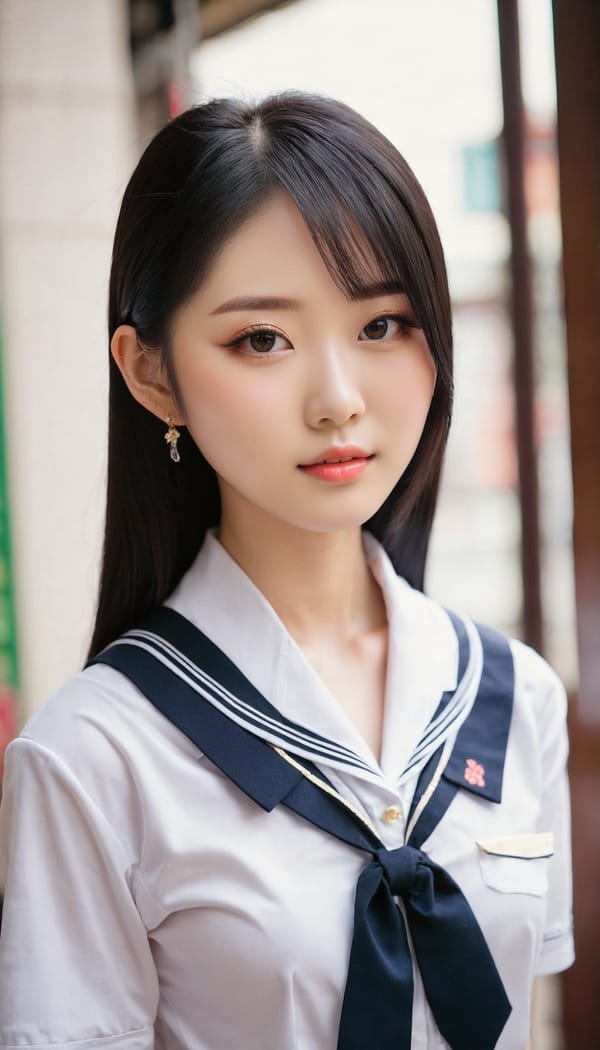 Tags: 21872187, SDXL
{"3": {"inputs": {"seed": 376027679391088, "steps": 64, "cfg": 6.72, "sampler_name": "dpmpp_2m", "scheduler": "karras", "denoise": 1.0, "model": ["27", 0], "positive": ["6", 0], "negative": ["7", 0], "latent_image": ["5", 0]}, "class_type": "KSampler"}, "4": {"inputs": {"ckpt_name": "juggernautxl.safetensors"}, "class_type": "CheckpointLoaderSimple"}, "5": {"inputs": {"width": 768, "height": 1344, "batch_size": 1}, "class_type": "EmptyLatentImage"}, "6": {"inputs": {"text": "21 year old girl, (taiwanese:1.09), (chinese:1.02), (pale skin:1.03), (sexy lips:1.13), (temptress:1.00), (idol:1.10), (detailed face:1.12), (blush:1.04), (cute:1.07), (double eyelids:1.06), (slim:1.02), (seductive facial expression:0.97), (beautiful eyes:0.98), (seductive pose:1.06), (eyelashes:0.98), (in a seductive pose:1.08), (large perky breasts:0.96), (cleavage:1.11), (thigh gap:1.04), (school uniform:1.11), choker, busy street, (skin fuzz:1.05), (natural looking skin:1.03), (textured skin:1.01), (candid cinema:1.02), (detailed skin:1.09), (soft lighting:1.08), (portra:1.09), (film:1.01), (RAW:1.06)", "clip": ["27", 1]}, "class_type": "CLIPTextEncode"}, "7": {"inputs": {"text": "(distorted:1.06), (watermark:1.12), (bad hands:1.05), (twisted:1.13), (low resolution:1.11), (open mouth:1.08), (worst quality:1.06)", "clip": ["27", 1]}, "class_type": "CLIPTextEncode"}, "8": {"inputs": {"samples": ["3", 0], "vae": ["4", 2]}, "class_type": "VAEDecode"}, "25": {"inputs": {"lora_name": "nudify_xl.safetensors", "strength_model": 0.03, "strength_clip": 0.24, "model": ["4", 0], "clip": ["4", 1]}, "class_type": "LoraLoader"}, "26": {"inputs": {"lora_name": "shirtlift_SDXL_v2.safetensors", "strength_model": 0.0, "strength_clip": 0.11, "model": ["25", 0], "clip": ["25", 1]}, "class_type": "LoraLoader"}, "27": {"inputs": {"lora_name": "PerfectEyesXL.safetensors", "strength_model": 0.04, "strength_clip": 0.1, "model": ["26", 0], "clip": ["26", 1]}, "class_type": "LoraLoader"}, "30": {"inputs": {"model_name": "4x_NMKD-Superscale-SP_178000_G.pth"}, "class_type": "UpscaleModelLoader"}, "31": {"inputs": {"upscale_model": ["30", 0], "image": ["8", 0]}, "class_type": "ImageUpscaleWithModel"}, "32": {"inputs": {"upscale_method": "lanczos", "scale_by": 0.5, "image": ["31", 0]}, "class_type": "ImageScaleBy"}, "33": {"inputs": {"pixels": ["32", 0], "vae": ["4", 2]}, "class_type": "VAEEncode"}, "34": {"inputs": {"seed": 376027679391088, "steps": 64, "cfg": 6.72, "sampler_name": "dpmpp_2m", "scheduler": "karras", "denoise": 0.3, "model": ["27", 0], "positive": ["6", 0], "negative": ["7", 0], "latent_image": ["33", 0]}, "class_type": "KSampler"}, "36": {"inputs": {"samples": ["34", 0], "vae": ["4", 2]}, "class_type": "VAEDecode"}, "39": {"inputs": {"filename_prefix": "comfyapi-1718870878296", "images": ["36", 0]}, "class_type": "SaveImage"}}