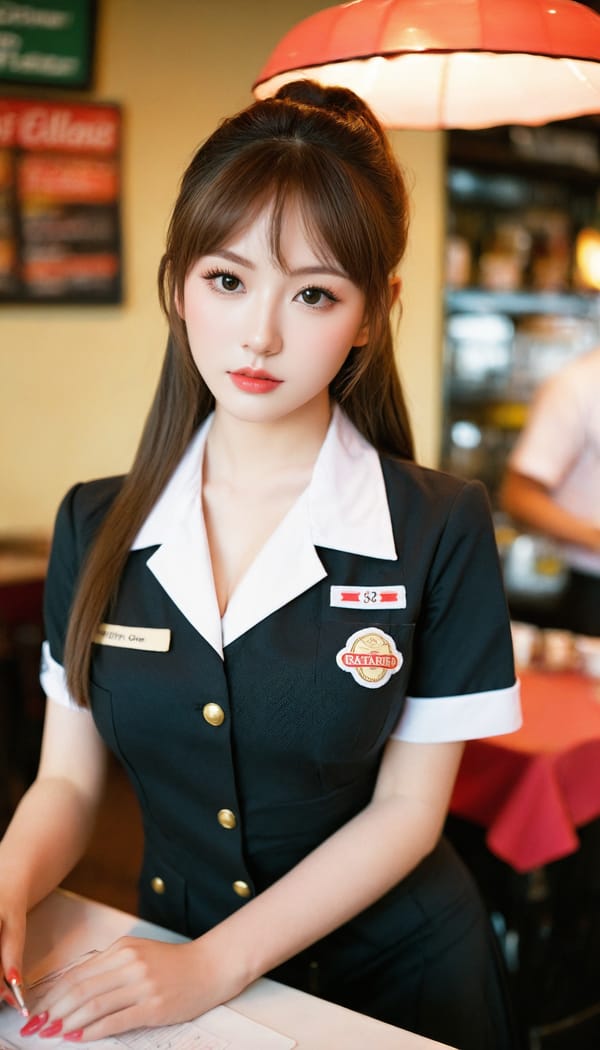 Tags: 21872187, SDXL
{"3": {"inputs": {"seed": 860010154035609, "steps": 32, "cfg": 7.98, "sampler_name": "dpmpp_2m", "scheduler": "karras", "denoise": 1.0, "model": ["27", 0], "positive": ["6", 0], "negative": ["7", 0], "latent_image": ["5", 0]}, "class_type": "KSampler"}, "4": {"inputs": {"ckpt_name": "leosamsHelloworldSDXL_helloworldSDXL32DPO.safetensors"}, "class_type": "CheckpointLoaderSimple"}, "5": {"inputs": {"width": 768, "height": 1344, "batch_size": 1}, "class_type": "EmptyLatentImage"}, "6": {"inputs": {"text": "20 year old girl, (seductive pose:0.98), (sexy lips:1.06), (pale skin:0.99), (idol:1.12), (blush:1.02), (cute:1.01), (detailed face:1.05), (seductive facial expression:1.00), (double eyelids:1.12), (temptress:1.00), (beautiful eyes:1.04), (eyelashes:1.14), (slim:1.06), (in a seductive pose:0.99), (large perky breasts:1.05), (cleavage:1.13), (thigh gap:1.03), (a waitress in uniform:1.11) working at a restaurant, (RAW:1.07), (soft lighting:1.06), (detailed skin:1.04), (textured skin:1.08), (skin fuzz:1.04), (natural looking skin:1.03), (candid cinema:1.03), (film:1.04), (portra:1.07)", "clip": ["27", 1]}, "class_type": "CLIPTextEncode"}, "7": {"inputs": {"text": "(watermark:1.07), (open mouth:1.12), (twisted:1.06), (distorted:1.08), (worst quality:1.10), (bad hands:1.12), (low resolution:1.07)", "clip": ["27", 1]}, "class_type": "CLIPTextEncode"}, "8": {"inputs": {"samples": ["3", 0], "vae": ["4", 2]}, "class_type": "VAEDecode"}, "25": {"inputs": {"lora_name": "nudify_xl.safetensors", "strength_model": 0.38, "strength_clip": 0.11, "model": ["4", 0], "clip": ["4", 1]}, "class_type": "LoraLoader"}, "26": {"inputs": {"lora_name": "shirtlift_SDXL_v2.safetensors", "strength_model": 0.06, "strength_clip": 0.13, "model": ["25", 0], "clip": ["25", 1]}, "class_type": "LoraLoader"}, "27": {"inputs": {"lora_name": "PerfectEyesXL.safetensors", "strength_model": 0.07, "strength_clip": 0.17, "model": ["26", 0], "clip": ["26", 1]}, "class_type": "LoraLoader"}, "30": {"inputs": {"model_name": "4x_NMKD-Superscale-SP_178000_G.pth"}, "class_type": "UpscaleModelLoader"}, "31": {"inputs": {"upscale_model": ["30", 0], "image": ["8", 0]}, "class_type": "ImageUpscaleWithModel"}, "32": {"inputs": {"upscale_method": "lanczos", "scale_by": 0.5, "image": ["31", 0]}, "class_type": "ImageScaleBy"}, "33": {"inputs": {"pixels": ["32", 0], "vae": ["4", 2]}, "class_type": "VAEEncode"}, "34": {"inputs": {"seed": 860010154035609, "steps": 32, "cfg": 7.98, "sampler_name": "dpmpp_2m", "scheduler": "karras", "denoise": 0.3, "model": ["27", 0], "positive": ["6", 0], "negative": ["7", 0], "latent_image": ["33", 0]}, "class_type": "KSampler"}, "36": {"inputs": {"samples": ["34", 0], "vae": ["4", 2]}, "class_type": "VAEDecode"}, "39": {"inputs": {"filename_prefix": "comfyapi-1707961387293", "images": ["36", 0]}, "class_type": "SaveImage"}}