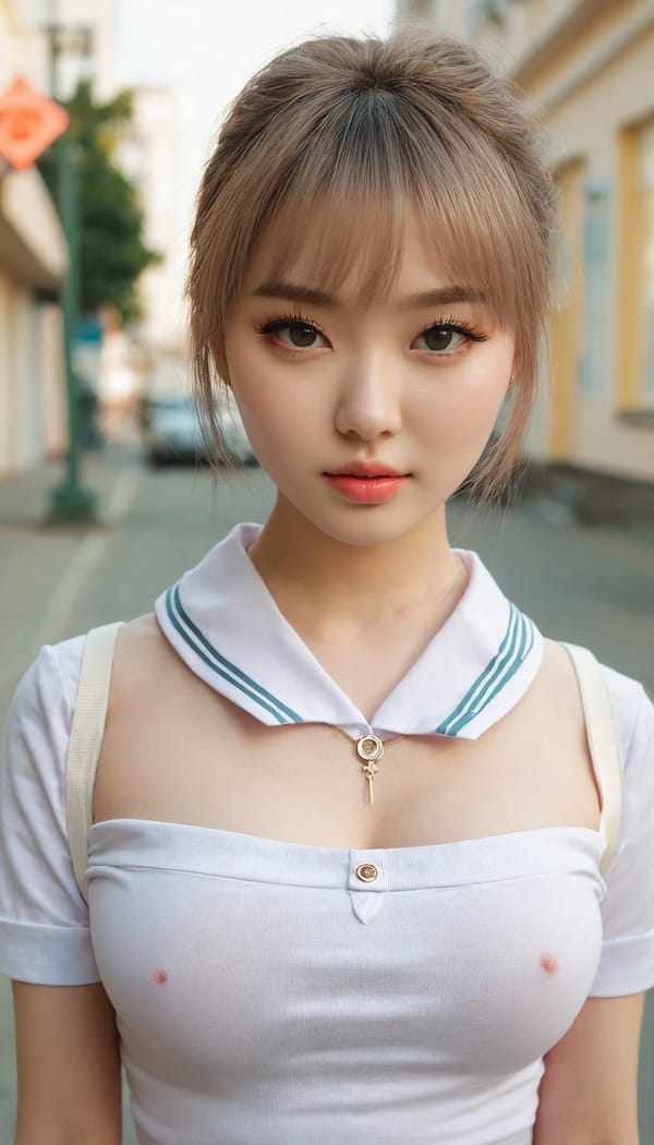 Tags: 21872187, SDXL
{"3": {"inputs": {"seed": 248124062187777, "steps": 32, "cfg": 6.02, "sampler_name": "dpmpp_2m", "scheduler": "karras", "denoise": 1.0, "model": ["27", 0], "positive": ["6", 0], "negative": ["7", 0], "latent_image": ["5", 0]}, "class_type": "KSampler"}, "4": {"inputs": {"ckpt_name": "juggernautxl.safetensors"}, "class_type": "CheckpointLoaderSimple"}, "5": {"inputs": {"width": 768, "height": 1344, "batch_size": 1}, "class_type": "EmptyLatentImage"}, "6": {"inputs": {"text": "23 year old girl, (russian:1.08), (korean:0.95), (ukrainian:1.14), (detailed face:1.12), (blush:0.96), (seductive pose:0.98), (temptress:1.02), (pale skin:1.01), (sexy lips:1.10), (cute:1.02), (idol:1.10), (eyelashes:1.10), (slim:1.09), (seductive facial expression:1.14), (beautiful eyes:0.97), (in a seductive pose:0.97), (large perky breasts:0.95), (cleavage:0.99), (thigh gap:0.97), (school uniform:1.10), choker, busy street, (candid cinema:1.09), (natural looking skin:1.08), (film:1.01), (portra:1.00), (detailed skin:1.00), (RAW:1.08), (soft lighting:1.05), (skin fuzz:1.06), (textured skin:1.04)", "clip": ["27", 1]}, "class_type": "CLIPTextEncode"}, "7": {"inputs": {"text": "(worst quality:1.10), (bad hands:1.07), (open mouth:1.14), (watermark:1.07), (distorted:1.11), (twisted:1.12), (low resolution:1.10)", "clip": ["27", 1]}, "class_type": "CLIPTextEncode"}, "8": {"inputs": {"samples": ["3", 0], "vae": ["4", 2]}, "class_type": "VAEDecode"}, "25": {"inputs": {"lora_name": "nudify_xl.safetensors", "strength_model": 0.21, "strength_clip": 0.2, "model": ["4", 0], "clip": ["4", 1]}, "class_type": "LoraLoader"}, "26": {"inputs": {"lora_name": "shirtlift_SDXL_v2.safetensors", "strength_model": 0.15, "strength_clip": 0.14, "model": ["25", 0], "clip": ["25", 1]}, "class_type": "LoraLoader"}, "27": {"inputs": {"lora_name": "PerfectEyesXL.safetensors", "strength_model": 0.16, "strength_clip": 0.09, "model": ["26", 0], "clip": ["26", 1]}, "class_type": "LoraLoader"}, "30": {"inputs": {"model_name": "4x_NMKD-Superscale-SP_178000_G.pth"}, "class_type": "UpscaleModelLoader"}, "31": {"inputs": {"upscale_model": ["30", 0], "image": ["8", 0]}, "class_type": "ImageUpscaleWithModel"}, "32": {"inputs": {"upscale_method": "lanczos", "scale_by": 0.5, "image": ["31", 0]}, "class_type": "ImageScaleBy"}, "33": {"inputs": {"pixels": ["32", 0], "vae": ["4", 2]}, "class_type": "VAEEncode"}, "34": {"inputs": {"seed": 248124062187777, "steps": 32, "cfg": 6.02, "sampler_name": "dpmpp_2m", "scheduler": "karras", "denoise": 0.3, "model": ["27", 0], "positive": ["6", 0], "negative": ["7", 0], "latent_image": ["33", 0]}, "class_type": "KSampler"}, "36": {"inputs": {"samples": ["34", 0], "vae": ["4", 2]}, "class_type": "VAEDecode"}, "39": {"inputs": {"filename_prefix": "comfyapi-1735333718918", "images": ["36", 0]}, "class_type": "SaveImage"}}