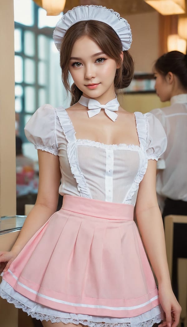 Tags: 21872187, SDXL
{"3": {"inputs": {"seed": 910955793658340, "steps": 64, "cfg": 6.13, "sampler_name": "dpmpp_2m", "scheduler": "karras", "denoise": 1.0, "model": ["27", 0], "positive": ["6", 0], "negative": ["7", 0], "latent_image": ["5", 0]}, "class_type": "KSampler"}, "4": {"inputs": {"ckpt_name": "juggernautXL_v8Rundiffusion.safetensors"}, "class_type": "CheckpointLoaderSimple"}, "5": {"inputs": {"width": 768, "height": 1344, "batch_size": 1}, "class_type": "EmptyLatentImage"}, "6": {"inputs": {"text": "20 year old girl, (russian:1.14), (detailed face:1.12), (seductive facial expression:0.98), (beautiful eyes:1.11), (double eyelids:1.11), (sexy lips:0.98), (temptress:0.96), (blush:0.99), (cute:0.98), (idol:0.99), (pale skin:1.03), (eyelashes:0.98), (perky ass:1.08), (exposed ass:1.12), (looking back:1.05), (sexy ass:0.98), (thigh gap:1.03), in a (skimpy maid costume:1.09) working at a maid cafe, choker, bowtie, headband, pleated skirt, (natural looking skin:1.04), (skin fuzz:1.05), (film:1.05), (portra:1.08), (textured skin:1.09), (detailed skin:1.06), (soft lighting:1.00), (candid cinema:1.03), (RAW:1.09)", "clip": ["27", 1]}, "class_type": "CLIPTextEncode"}, "7": {"inputs": {"text": "(open mouth:1.07), (bad hands:1.09), (distorted:1.14), (twisted:1.14), (worst quality:1.12), (low resolution:1.11), (watermark:1.07)", "clip": ["27", 1]}, "class_type": "CLIPTextEncode"}, "8": {"inputs": {"samples": ["3", 0], "vae": ["4", 2]}, "class_type": "VAEDecode"}, "25": {"inputs": {"lora_name": "nudify_xl.safetensors", "strength_model": 0.36, "strength_clip": 0.08, "model": ["4", 0], "clip": ["4", 1]}, "class_type": "LoraLoader"}, "26": {"inputs": {"lora_name": "shirtlift_SDXL_v2.safetensors", "strength_model": 0.0, "strength_clip": 0.04, "model": ["25", 0], "clip": ["25", 1]}, "class_type": "LoraLoader"}, "27": {"inputs": {"lora_name": "PerfectEyesXL.safetensors", "strength_model": 0.15, "strength_clip": 0.15, "model": ["26", 0], "clip": ["26", 1]}, "class_type": "LoraLoader"}, "30": {"inputs": {"model_name": "4x_NMKD-Superscale-SP_178000_G.pth"}, "class_type": "UpscaleModelLoader"}, "31": {"inputs": {"upscale_model": ["30", 0], "image": ["8", 0]}, "class_type": "ImageUpscaleWithModel"}, "32": {"inputs": {"upscale_method": "lanczos", "scale_by": 0.5, "image": ["31", 0]}, "class_type": "ImageScaleBy"}, "33": {"inputs": {"pixels": ["32", 0], "vae": ["4", 2]}, "class_type": "VAEEncode"}, "34": {"inputs": {"seed": 910955793658340, "steps": 64, "cfg": 6.13, "sampler_name": "dpmpp_2m", "scheduler": "karras", "denoise": 0.3, "model": ["27", 0], "positive": ["6", 0], "negative": ["7", 0], "latent_image": ["33", 0]}, "class_type": "KSampler"}, "36": {"inputs": {"samples": ["34", 0], "vae": ["4", 2]}, "class_type": "VAEDecode"}, "39": {"inputs": {"filename_prefix": "comfyapi-1707895013865", "images": ["36", 0]}, "class_type": "SaveImage"}}