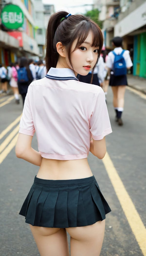 Tags: 21872187, SDXL
{"3": {"inputs": {"seed": 294668113013300, "steps": 64, "cfg": 5.72, "sampler_name": "dpmpp_2m", "scheduler": "karras", "denoise": 1.0, "model": ["27", 0], "positive": ["6", 0], "negative": ["7", 0], "latent_image": ["5", 0]}, "class_type": "KSampler"}, "4": {"inputs": {"ckpt_name": "helloworldxl.safetensors"}, "class_type": "CheckpointLoaderSimple"}, "5": {"inputs": {"width": 768, "height": 1344, "batch_size": 1}, "class_type": "EmptyLatentImage"}, "6": {"inputs": {"text": "20 year old girl, (irish:1.13), (chinese:1.07), (korean:1.13), (eyelashes:1.08), (beautiful eyes:1.02), (blush:1.13), (seductive pose:1.14), (pale skin:1.03), (slim:1.05), (sexy lips:1.11), (double eyelids:1.11), (cute:1.09), (temptress:1.14), (seductive facial expression:1.11), (detailed face:1.12), (idol:1.05), (perky ass:1.01), (exposed ass:1.06), (looking back:0.97), (sexy ass:1.09), (thigh gap:1.05), (school uniform:1.07), choker, busy street, (skin fuzz:1.02), (portra:1.01), (candid cinema:1.05), (film:1.05), (detailed skin:1.00), (textured skin:1.07), (RAW:1.07), (natural looking skin:1.00), (soft lighting:1.03)", "clip": ["27", 1]}, "class_type": "CLIPTextEncode"}, "7": {"inputs": {"text": "(worst quality:1.14), (watermark:1.14), (bad hands:1.05), (twisted:1.08), (low resolution:1.06), (open mouth:1.11), (distorted:1.06)", "clip": ["27", 1]}, "class_type": "CLIPTextEncode"}, "8": {"inputs": {"samples": ["3", 0], "vae": ["4", 2]}, "class_type": "VAEDecode"}, "25": {"inputs": {"lora_name": "nudify_xl.safetensors", "strength_model": 0.29, "strength_clip": 0.02, "model": ["4", 0], "clip": ["4", 1]}, "class_type": "LoraLoader"}, "26": {"inputs": {"lora_name": "shirtlift_SDXL_v2.safetensors", "strength_model": 0.13, "strength_clip": 0.17, "model": ["25", 0], "clip": ["25", 1]}, "class_type": "LoraLoader"}, "27": {"inputs": {"lora_name": "PerfectEyesXL.safetensors", "strength_model": 0.06, "strength_clip": 0.13, "model": ["26", 0], "clip": ["26", 1]}, "class_type": "LoraLoader"}, "30": {"inputs": {"model_name": "4x_NMKD-Superscale-SP_178000_G.pth"}, "class_type": "UpscaleModelLoader"}, "31": {"inputs": {"upscale_model": ["30", 0], "image": ["8", 0]}, "class_type": "ImageUpscaleWithModel"}, "32": {"inputs": {"upscale_method": "lanczos", "scale_by": 0.5, "image": ["31", 0]}, "class_type": "ImageScaleBy"}, "33": {"inputs": {"pixels": ["32", 0], "vae": ["4", 2]}, "class_type": "VAEEncode"}, "34": {"inputs": {"seed": 294668113013300, "steps": 64, "cfg": 5.72, "sampler_name": "dpmpp_2m", "scheduler": "karras", "denoise": 0.3, "model": ["27", 0], "positive": ["6", 0], "negative": ["7", 0], "latent_image": ["33", 0]}, "class_type": "KSampler"}, "36": {"inputs": {"samples": ["34", 0], "vae": ["4", 2]}, "class_type": "VAEDecode"}, "39": {"inputs": {"filename_prefix": "comfyapi-1734133782484", "images": ["36", 0]}, "class_type": "SaveImage"}}