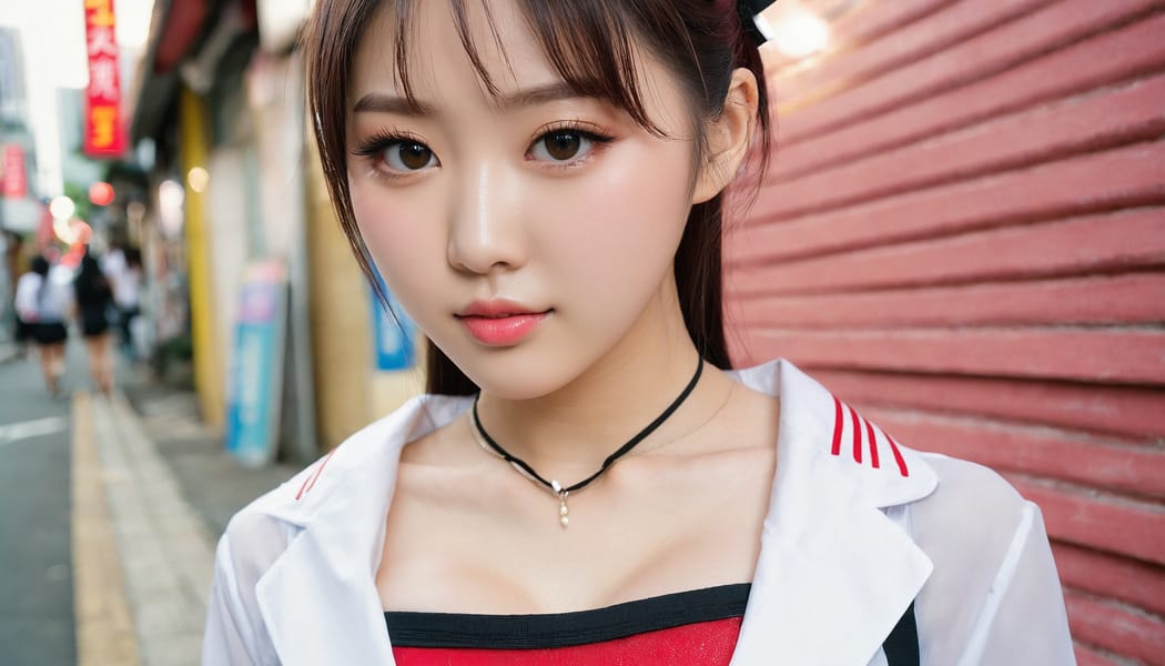 Tags: 21872187, SDXL
{"3": {"inputs": {"seed": 913655695944278, "steps": 64, "cfg": 6.98, "sampler_name": "dpmpp_2m", "scheduler": "karras", "denoise": 1.0, "model": ["27", 0], "positive": ["6", 0], "negative": ["7", 0], "latent_image": ["5", 0]}, "class_type": "KSampler"}, "4": {"inputs": {"ckpt_name": "juggernautxl.safetensors"}, "class_type": "CheckpointLoaderSimple"}, "5": {"inputs": {"width": 1344, "height": 768, "batch_size": 1}, "class_type": "EmptyLatentImage"}, "6": {"inputs": {"text": "19 year old girl, (taiwanese:1.06), (chinese:1.08), (korean:1.12), (japanese:1.11), (eyelashes:1.04), (double eyelids:1.11), (sexy lips:1.11), (blush:1.00), (seductive pose:1.11), (idol:0.99), (pale skin:1.08), (cute:1.00), (seductive facial expression:1.00), (beautiful eyes:1.07), (temptress:0.97), (in a seductive pose:0.97), (large perky breasts:1.12), (cleavage:1.02), (thigh gap:1.12), (school uniform:0.97), choker, busy street, (skin fuzz:1.00), (detailed skin:1.00), (film:1.02), (natural looking skin:1.04), (portra:1.08), (RAW:1.05), (textured skin:1.02), (soft lighting:1.03), (candid cinema:1.02)", "clip": ["27", 1]}, "class_type": "CLIPTextEncode"}, "7": {"inputs": {"text": "(low resolution:1.12), (watermark:1.13), (worst quality:1.06), (open mouth:1.05), (distorted:1.10), (bad hands:1.08), (twisted:1.05)", "clip": ["27", 1]}, "class_type": "CLIPTextEncode"}, "8": {"inputs": {"samples": ["3", 0], "vae": ["4", 2]}, "class_type": "VAEDecode"}, "25": {"inputs": {"lora_name": "nudify_xl.safetensors", "strength_model": 0.01, "strength_clip": 0.24, "model": ["4", 0], "clip": ["4", 1]}, "class_type": "LoraLoader"}, "26": {"inputs": {"lora_name": "shirtlift_SDXL_v2.safetensors", "strength_model": 0.12, "strength_clip": 0.14, "model": ["25", 0], "clip": ["25", 1]}, "class_type": "LoraLoader"}, "27": {"inputs": {"lora_name": "PerfectEyesXL.safetensors", "strength_model": 0.06, "strength_clip": 0.06, "model": ["26", 0], "clip": ["26", 1]}, "class_type": "LoraLoader"}, "30": {"inputs": {"model_name": "4x_NMKD-Superscale-SP_178000_G.pth"}, "class_type": "UpscaleModelLoader"}, "31": {"inputs": {"upscale_model": ["30", 0], "image": ["8", 0]}, "class_type": "ImageUpscaleWithModel"}, "32": {"inputs": {"upscale_method": "lanczos", "scale_by": 0.5, "image": ["31", 0]}, "class_type": "ImageScaleBy"}, "33": {"inputs": {"pixels": ["32", 0], "vae": ["4", 2]}, "class_type": "VAEEncode"}, "34": {"inputs": {"seed": 913655695944278, "steps": 64, "cfg": 6.98, "sampler_name": "dpmpp_2m", "scheduler": "karras", "denoise": 0.3, "model": ["27", 0], "positive": ["6", 0], "negative": ["7", 0], "latent_image": ["33", 0]}, "class_type": "KSampler"}, "36": {"inputs": {"samples": ["34", 0], "vae": ["4", 2]}, "class_type": "VAEDecode"}, "39": {"inputs": {"filename_prefix": "comfyapi-1714055019497", "images": ["36", 0]}, "class_type": "SaveImage"}}