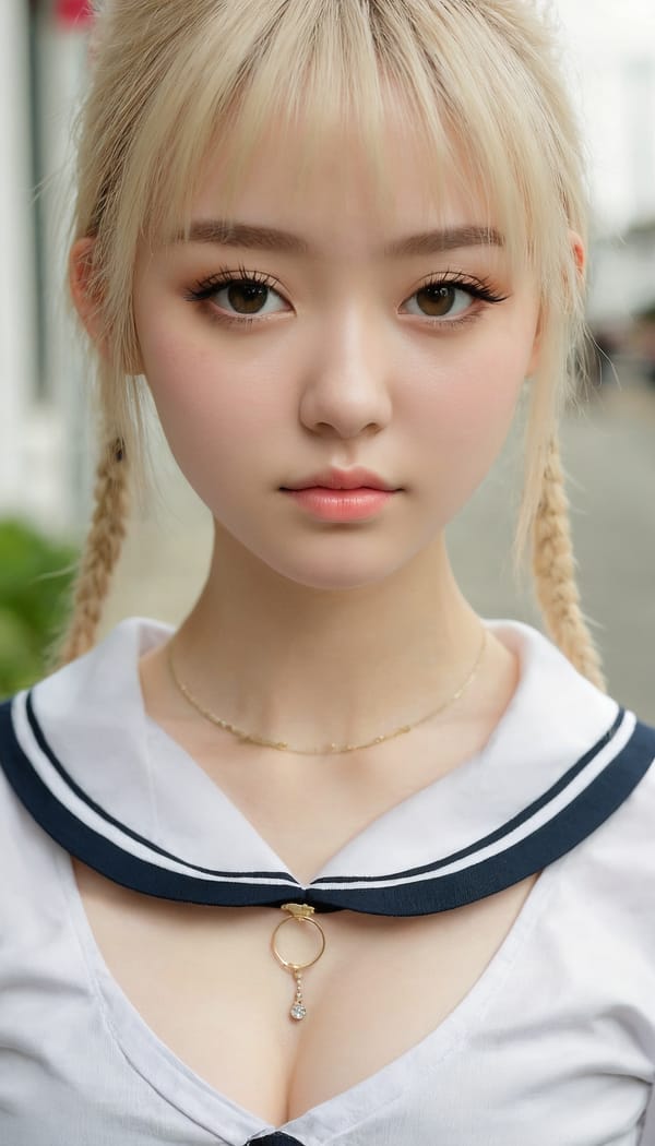 Tags: 21872187, SDXL
{"3": {"inputs": {"seed": 362043437425380, "steps": 64, "cfg": 5.89, "sampler_name": "dpmpp_2m", "scheduler": "karras", "denoise": 1.0, "model": ["27", 0], "positive": ["6", 0], "negative": ["7", 0], "latent_image": ["5", 0]}, "class_type": "KSampler"}, "4": {"inputs": {"ckpt_name": "juggernautxl.safetensors"}, "class_type": "CheckpointLoaderSimple"}, "5": {"inputs": {"width": 768, "height": 1344, "batch_size": 1}, "class_type": "EmptyLatentImage"}, "6": {"inputs": {"text": "18 year old girl, (seductive pose:1.07), (slim:1.12), (pale skin:0.97), (blush:0.99), (double eyelids:0.99), (detailed face:1.05), (seductive facial expression:1.10), (cute:1.06), (temptress:1.12), (sexy lips:1.00), (eyelashes:1.07), (idol:1.06), (in a seductive pose:1.08), (large perky breasts:1.02), (cleavage:1.00), (thigh gap:1.12), (school uniform:1.09), choker, busy street, (skin fuzz:1.09), (textured skin:1.08), (film:1.09), (candid cinema:1.00), (detailed skin:1.07), (portra:1.01), (soft lighting:1.04), (natural looking skin:1.08), (RAW:1.02)", "clip": ["27", 1]}, "class_type": "CLIPTextEncode"}, "7": {"inputs": {"text": "(worst quality:1.06), (low resolution:1.06), (twisted:1.05), (open mouth:1.12), (bad hands:1.11), (watermark:1.10), (distorted:1.10)", "clip": ["27", 1]}, "class_type": "CLIPTextEncode"}, "8": {"inputs": {"samples": ["3", 0], "vae": ["4", 2]}, "class_type": "VAEDecode"}, "25": {"inputs": {"lora_name": "nudify_xl.safetensors", "strength_model": 0.14, "strength_clip": 0.38, "model": ["4", 0], "clip": ["4", 1]}, "class_type": "LoraLoader"}, "26": {"inputs": {"lora_name": "shirtlift_SDXL_v2.safetensors", "strength_model": 0.17, "strength_clip": 0.08, "model": ["25", 0], "clip": ["25", 1]}, "class_type": "LoraLoader"}, "27": {"inputs": {"lora_name": "PerfectEyesXL.safetensors", "strength_model": 0.15, "strength_clip": 0.16, "model": ["26", 0], "clip": ["26", 1]}, "class_type": "LoraLoader"}, "30": {"inputs": {"model_name": "4x_NMKD-Superscale-SP_178000_G.pth"}, "class_type": "UpscaleModelLoader"}, "31": {"inputs": {"upscale_model": ["30", 0], "image": ["8", 0]}, "class_type": "ImageUpscaleWithModel"}, "32": {"inputs": {"upscale_method": "lanczos", "scale_by": 0.5, "image": ["31", 0]}, "class_type": "ImageScaleBy"}, "33": {"inputs": {"pixels": ["32", 0], "vae": ["4", 2]}, "class_type": "VAEEncode"}, "34": {"inputs": {"seed": 362043437425380, "steps": 64, "cfg": 5.89, "sampler_name": "dpmpp_2m", "scheduler": "karras", "denoise": 0.3, "model": ["27", 0], "positive": ["6", 0], "negative": ["7", 0], "latent_image": ["33", 0]}, "class_type": "KSampler"}, "36": {"inputs": {"samples": ["34", 0], "vae": ["4", 2]}, "class_type": "VAEDecode"}, "39": {"inputs": {"filename_prefix": "comfyapi-1713205424361", "images": ["36", 0]}, "class_type": "SaveImage"}}