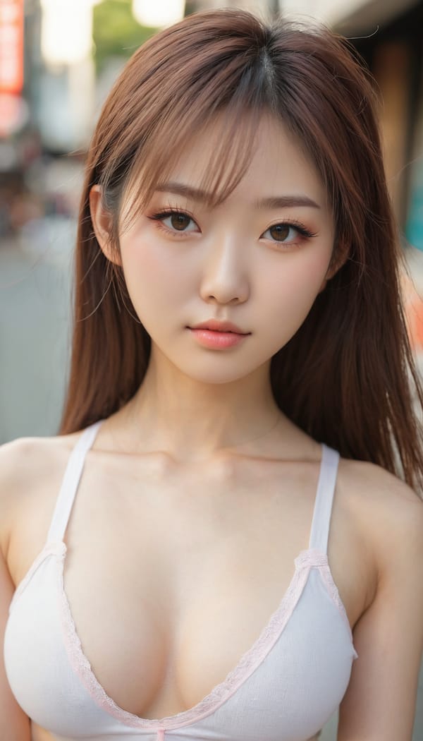 Tags: 21872187, SDXL
{"3": {"inputs": {"seed": 640150945003075, "steps": 64, "cfg": 5.56, "sampler_name": "dpmpp_2m", "scheduler": "karras", "denoise": 1.0, "model": ["27", 0], "positive": ["6", 0], "negative": ["7", 0], "latent_image": ["5", 0]}, "class_type": "KSampler"}, "4": {"inputs": {"ckpt_name": "juggernautxl.safetensors"}, "class_type": "CheckpointLoaderSimple"}, "5": {"inputs": {"width": 768, "height": 1344, "batch_size": 1}, "class_type": "EmptyLatentImage"}, "6": {"inputs": {"text": "19 year old girl, (japanese:1.09), (korean:1.11), (seductive facial expression:1.04), (seductive pose:0.95), (beautiful eyes:1.01), (blush:0.98), (pale skin:1.08), (eyelashes:1.00), (detailed face:1.02), (temptress:1.06), (idol:1.03), (sexy lips:1.04), (slim:0.98), (double eyelids:1.03), (in a seductive pose:1.13), (large perky breasts:0.96), (cleavage:1.14), (thigh gap:1.13), (white tanktop:0.96), busy street, (detailed skin:1.06), (portra:1.08), (candid cinema:1.02), (textured skin:1.00), (soft lighting:1.03), (skin fuzz:1.03), (natural looking skin:1.02), (RAW:1.03), (film:1.09)", "clip": ["27", 1]}, "class_type": "CLIPTextEncode"}, "7": {"inputs": {"text": "(twisted:1.08), (watermark:1.14), (distorted:1.08), (worst quality:1.13), (bad hands:1.09), (low resolution:1.05), (open mouth:1.07)", "clip": ["27", 1]}, "class_type": "CLIPTextEncode"}, "8": {"inputs": {"samples": ["3", 0], "vae": ["4", 2]}, "class_type": "VAEDecode"}, "25": {"inputs": {"lora_name": "nudify_xl.safetensors", "strength_model": 0.13, "strength_clip": 0.24, "model": ["4", 0], "clip": ["4", 1]}, "class_type": "LoraLoader"}, "26": {"inputs": {"lora_name": "shirtlift_SDXL_v2.safetensors", "strength_model": 0.04, "strength_clip": 0.03, "model": ["25", 0], "clip": ["25", 1]}, "class_type": "LoraLoader"}, "27": {"inputs": {"lora_name": "PerfectEyesXL.safetensors", "strength_model": 0.02, "strength_clip": 0.13, "model": ["26", 0], "clip": ["26", 1]}, "class_type": "LoraLoader"}, "30": {"inputs": {"model_name": "4x_NMKD-Superscale-SP_178000_G.pth"}, "class_type": "UpscaleModelLoader"}, "31": {"inputs": {"upscale_model": ["30", 0], "image": ["8", 0]}, "class_type": "ImageUpscaleWithModel"}, "32": {"inputs": {"upscale_method": "lanczos", "scale_by": 0.5, "image": ["31", 0]}, "class_type": "ImageScaleBy"}, "33": {"inputs": {"pixels": ["32", 0], "vae": ["4", 2]}, "class_type": "VAEEncode"}, "34": {"inputs": {"seed": 640150945003075, "steps": 64, "cfg": 5.56, "sampler_name": "dpmpp_2m", "scheduler": "karras", "denoise": 0.3, "model": ["27", 0], "positive": ["6", 0], "negative": ["7", 0], "latent_image": ["33", 0]}, "class_type": "KSampler"}, "36": {"inputs": {"samples": ["34", 0], "vae": ["4", 2]}, "class_type": "VAEDecode"}, "39": {"inputs": {"filename_prefix": "comfyapi-1724530867439", "images": ["36", 0]}, "class_type": "SaveImage"}}