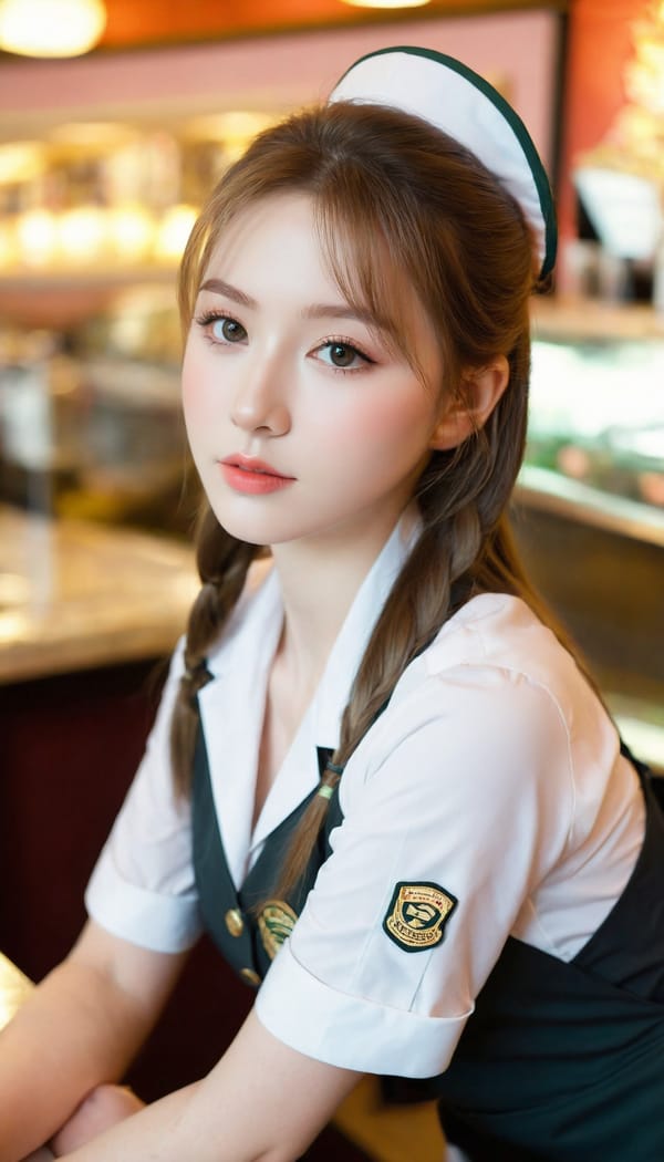 Tags: 21872187, SDXL
{"3": {"inputs": {"seed": 618781242378461, "steps": 64, "cfg": 7.13, "sampler_name": "dpmpp_2m", "scheduler": "karras", "denoise": 1.0, "model": ["27", 0], "positive": ["6", 0], "negative": ["7", 0], "latent_image": ["5", 0]}, "class_type": "KSampler"}, "4": {"inputs": {"ckpt_name": "leosamsHelloworldSDXL_helloworldSDXL32DPO.safetensors"}, "class_type": "CheckpointLoaderSimple"}, "5": {"inputs": {"width": 768, "height": 1344, "batch_size": 1}, "class_type": "EmptyLatentImage"}, "6": {"inputs": {"text": "20 year old girl, (irish:0.95), (cute:0.97), (beautiful eyes:0.96), (eyelashes:1.08), (sexy lips:1.13), (seductive pose:1.14), (slim:0.97), (pale skin:0.97), (blush:1.13), (temptress:0.98), (double eyelids:1.07), (seductive facial expression:1.13), (idol:1.11), (perky ass:0.97), (exposed ass:1.02), (looking back:0.95), (sexy ass:1.03), (thigh gap:1.04), (a waitress in uniform:1.14) working at a restaurant, (natural looking skin:1.08), (candid cinema:1.08), (detailed skin:1.01), (film:1.01), (RAW:1.00), (skin fuzz:1.04), (soft lighting:1.08), (textured skin:1.09)", "clip": ["27", 1]}, "class_type": "CLIPTextEncode"}, "7": {"inputs": {"text": "(distorted:1.13), (open mouth:1.12), (bad hands:1.11), (low resolution:1.10), (watermark:1.05), (twisted:1.06), (worst quality:1.13)", "clip": ["27", 1]}, "class_type": "CLIPTextEncode"}, "8": {"inputs": {"samples": ["3", 0], "vae": ["4", 2]}, "class_type": "VAEDecode"}, "25": {"inputs": {"lora_name": "nudify_xl.safetensors", "strength_model": 0.01, "strength_clip": 0.34, "model": ["4", 0], "clip": ["4", 1]}, "class_type": "LoraLoader"}, "26": {"inputs": {"lora_name": "shirtlift_SDXL_v2.safetensors", "strength_model": 0.0, "strength_clip": 0.0, "model": ["25", 0], "clip": ["25", 1]}, "class_type": "LoraLoader"}, "27": {"inputs": {"lora_name": "PerfectEyesXL.safetensors", "strength_model": 0.08, "strength_clip": 0.03, "model": ["26", 0], "clip": ["26", 1]}, "class_type": "LoraLoader"}, "30": {"inputs": {"model_name": "4x_NMKD-Superscale-SP_178000_G.pth"}, "class_type": "UpscaleModelLoader"}, "31": {"inputs": {"upscale_model": ["30", 0], "image": ["8", 0]}, "class_type": "ImageUpscaleWithModel"}, "32": {"inputs": {"upscale_method": "lanczos", "scale_by": 0.5, "image": ["31", 0]}, "class_type": "ImageScaleBy"}, "33": {"inputs": {"pixels": ["32", 0], "vae": ["4", 2]}, "class_type": "VAEEncode"}, "34": {"inputs": {"seed": 618781242378461, "steps": 64, "cfg": 7.13, "sampler_name": "dpmpp_2m", "scheduler": "karras", "denoise": 0.3, "model": ["27", 0], "positive": ["6", 0], "negative": ["7", 0], "latent_image": ["33", 0]}, "class_type": "KSampler"}, "36": {"inputs": {"samples": ["34", 0], "vae": ["4", 2]}, "class_type": "VAEDecode"}, "39": {"inputs": {"filename_prefix": "comfyapi-1707940063494", "images": ["36", 0]}, "class_type": "SaveImage"}}