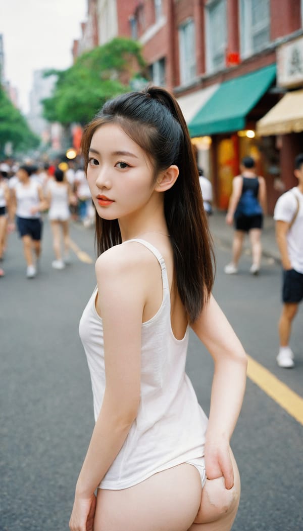 Tags: 21872187, SDXL
{"3": {"inputs": {"seed": 845599114080360, "steps": 64, "cfg": 6.11, "sampler_name": "dpmpp_2m", "scheduler": "karras", "denoise": 1.0, "model": ["27", 0], "positive": ["6", 0], "negative": ["7", 0], "latent_image": ["5", 0]}, "class_type": "KSampler"}, "4": {"inputs": {"ckpt_name": "leosamsHelloworldSDXL_helloworldSDXL32DPO.safetensors"}, "class_type": "CheckpointLoaderSimple"}, "5": {"inputs": {"width": 768, "height": 1344, "batch_size": 1}, "class_type": "EmptyLatentImage"}, "6": {"inputs": {"text": "19 year old girl, (chinese:0.99), (irish:1.06), (seductive facial expression:1.13), (slim:1.01), (seductive pose:1.05), (eyelashes:1.07), (detailed face:0.97), (pale skin:1.10), (sexy lips:1.10), (cute:0.95), (idol:1.04), (temptress:0.99), (blush:0.98), (perky ass:0.98), (exposed ass:1.13), (looking back:1.08), (sexy ass:1.07), (thigh gap:1.04), (white tanktop:0.97), busy street, (film:1.07), (skin fuzz:1.05), (detailed skin:1.07), (portra:1.05), (natural looking skin:1.08), (textured skin:1.01), (RAW:1.03), (soft lighting:1.00), (candid cinema:1.01)", "clip": ["27", 1]}, "class_type": "CLIPTextEncode"}, "7": {"inputs": {"text": "(bad hands:1.11), (watermark:1.13), (distorted:1.11), (low resolution:1.05), (twisted:1.10), (worst quality:1.09), (open mouth:1.06)", "clip": ["27", 1]}, "class_type": "CLIPTextEncode"}, "8": {"inputs": {"samples": ["3", 0], "vae": ["4", 2]}, "class_type": "VAEDecode"}, "25": {"inputs": {"lora_name": "nudify_xl.safetensors", "strength_model": 0.14, "strength_clip": 0.06, "model": ["4", 0], "clip": ["4", 1]}, "class_type": "LoraLoader"}, "26": {"inputs": {"lora_name": "shirtlift_SDXL_v2.safetensors", "strength_model": 0.01, "strength_clip": 0.1, "model": ["25", 0], "clip": ["25", 1]}, "class_type": "LoraLoader"}, "27": {"inputs": {"lora_name": "PerfectEyesXL.safetensors", "strength_model": 0.1, "strength_clip": 0.1, "model": ["26", 0], "clip": ["26", 1]}, "class_type": "LoraLoader"}, "30": {"inputs": {"model_name": "4x_NMKD-Superscale-SP_178000_G.pth"}, "class_type": "UpscaleModelLoader"}, "31": {"inputs": {"upscale_model": ["30", 0], "image": ["8", 0]}, "class_type": "ImageUpscaleWithModel"}, "32": {"inputs": {"upscale_method": "lanczos", "scale_by": 0.5, "image": ["31", 0]}, "class_type": "ImageScaleBy"}, "33": {"inputs": {"pixels": ["32", 0], "vae": ["4", 2]}, "class_type": "VAEEncode"}, "34": {"inputs": {"seed": 845599114080360, "steps": 64, "cfg": 6.11, "sampler_name": "dpmpp_2m", "scheduler": "karras", "denoise": 0.3, "model": ["27", 0], "positive": ["6", 0], "negative": ["7", 0], "latent_image": ["33", 0]}, "class_type": "KSampler"}, "36": {"inputs": {"samples": ["34", 0], "vae": ["4", 2]}, "class_type": "VAEDecode"}, "39": {"inputs": {"filename_prefix": "comfyapi-1707680494303", "images": ["36", 0]}, "class_type": "SaveImage"}}