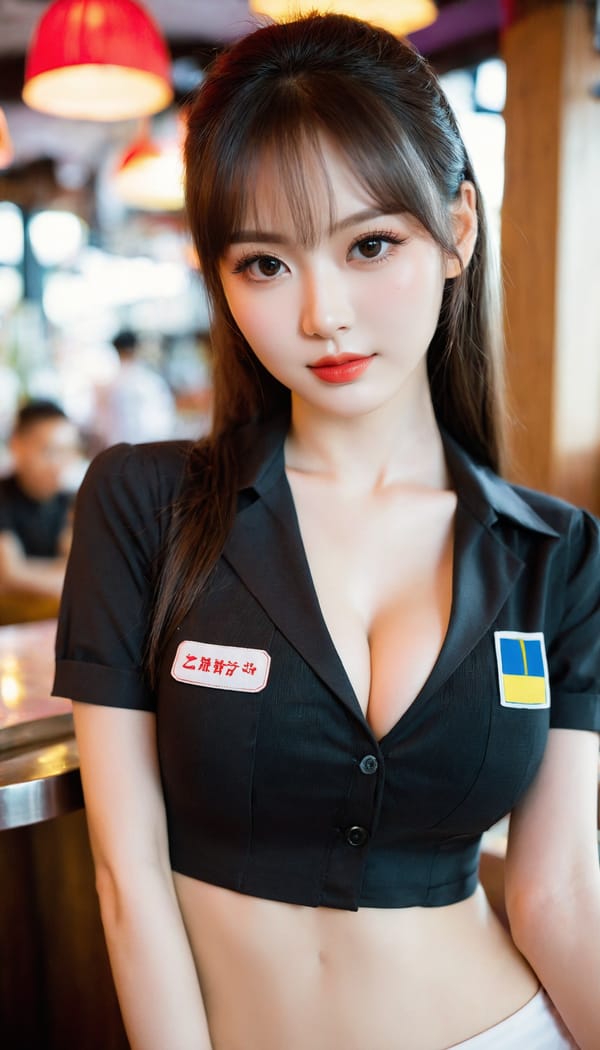 Tags: 21872187, SDXL
{"3": {"inputs": {"seed": 443841392823670, "steps": 64, "cfg": 6.97, "sampler_name": "dpmpp_2m", "scheduler": "karras", "denoise": 1.0, "model": ["27", 0], "positive": ["6", 0], "negative": ["7", 0], "latent_image": ["5", 0]}, "class_type": "KSampler"}, "4": {"inputs": {"ckpt_name": "helloworldxl.safetensors"}, "class_type": "CheckpointLoaderSimple"}, "5": {"inputs": {"width": 768, "height": 1344, "batch_size": 1}, "class_type": "EmptyLatentImage"}, "6": {"inputs": {"text": "26 year old girl, (ukrainian:0.99), (taiwanese:0.95), (seductive facial expression:1.07), (blush:1.00), (idol:1.01), (beautiful eyes:1.14), (cute:1.00), (detailed face:1.08), (double eyelids:1.13), (slim:1.00), (temptress:1.12), (pale skin:1.07), (sexy lips:1.00), (seductive pose:1.04), (eyelashes:1.09), (in a seductive pose:1.07), (large perky breasts:0.99), (cleavage:1.06), (thigh gap:1.02), (a waitress in uniform:1.00) working at a restaurant, (natural looking skin:1.00), (soft lighting:1.07), (detailed skin:1.08), (candid cinema:1.04), (textured skin:1.03), (RAW:1.01), (film:1.06), (skin fuzz:1.01), (portra:1.07)", "clip": ["27", 1]}, "class_type": "CLIPTextEncode"}, "7": {"inputs": {"text": "(bad hands:1.07), (distorted:1.06), (twisted:1.11), (open mouth:1.10), (low resolution:1.10), (watermark:1.12), (worst quality:1.07)", "clip": ["27", 1]}, "class_type": "CLIPTextEncode"}, "8": {"inputs": {"samples": ["3", 0], "vae": ["4", 2]}, "class_type": "VAEDecode"}, "25": {"inputs": {"lora_name": "nudify_xl.safetensors", "strength_model": 0.09, "strength_clip": 0.08, "model": ["4", 0], "clip": ["4", 1]}, "class_type": "LoraLoader"}, "26": {"inputs": {"lora_name": "shirtlift_SDXL_v2.safetensors", "strength_model": 0.05, "strength_clip": 0.18, "model": ["25", 0], "clip": ["25", 1]}, "class_type": "LoraLoader"}, "27": {"inputs": {"lora_name": "PerfectEyesXL.safetensors", "strength_model": 0.08, "strength_clip": 0.16, "model": ["26", 0], "clip": ["26", 1]}, "class_type": "LoraLoader"}, "30": {"inputs": {"model_name": "4x_NMKD-Superscale-SP_178000_G.pth"}, "class_type": "UpscaleModelLoader"}, "31": {"inputs": {"upscale_model": ["30", 0], "image": ["8", 0]}, "class_type": "ImageUpscaleWithModel"}, "32": {"inputs": {"upscale_method": "lanczos", "scale_by": 0.5, "image": ["31", 0]}, "class_type": "ImageScaleBy"}, "33": {"inputs": {"pixels": ["32", 0], "vae": ["4", 2]}, "class_type": "VAEEncode"}, "34": {"inputs": {"seed": 443841392823670, "steps": 64, "cfg": 6.97, "sampler_name": "dpmpp_2m", "scheduler": "karras", "denoise": 0.3, "model": ["27", 0], "positive": ["6", 0], "negative": ["7", 0], "latent_image": ["33", 0]}, "class_type": "KSampler"}, "36": {"inputs": {"samples": ["34", 0], "vae": ["4", 2]}, "class_type": "VAEDecode"}, "39": {"inputs": {"filename_prefix": "comfyapi-1711255097535", "images": ["36", 0]}, "class_type": "SaveImage"}}