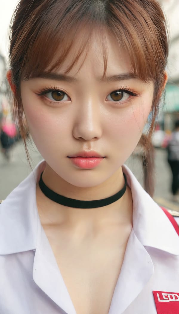 Tags: 21872187, SDXL
{"3": {"inputs": {"seed": 583880515692049, "steps": 32, "cfg": 5.88, "sampler_name": "dpmpp_2m", "scheduler": "karras", "denoise": 1.0, "model": ["27", 0], "positive": ["6", 0], "negative": ["7", 0], "latent_image": ["5", 0]}, "class_type": "KSampler"}, "4": {"inputs": {"ckpt_name": "juggernautxl.safetensors"}, "class_type": "CheckpointLoaderSimple"}, "5": {"inputs": {"width": 768, "height": 1344, "batch_size": 1}, "class_type": "EmptyLatentImage"}, "6": {"inputs": {"text": "22 year old girl, (korean:1.02), (irish:1.06), (beautiful eyes:1.12), (double eyelids:1.01), (cute:1.13), (detailed face:1.12), (sexy lips:0.99), (seductive facial expression:1.08), (slim:0.99), (blush:0.99), (pale skin:1.00), (temptress:1.00), (eyelashes:0.95), (idol:1.09), (in a seductive pose:1.00), (large perky breasts:0.99), (cleavage:1.01), (thigh gap:1.08), (school uniform:0.95), choker, busy street, (film:1.07), (natural looking skin:1.06), (candid cinema:1.04), (skin fuzz:1.08), (RAW:1.07), (portra:1.05), (textured skin:1.02), (detailed skin:1.03)", "clip": ["27", 1]}, "class_type": "CLIPTextEncode"}, "7": {"inputs": {"text": "(worst quality:1.07), (twisted:1.10), (open mouth:1.12), (low resolution:1.13), (watermark:1.07), (bad hands:1.07), (distorted:1.06)", "clip": ["27", 1]}, "class_type": "CLIPTextEncode"}, "8": {"inputs": {"samples": ["3", 0], "vae": ["4", 2]}, "class_type": "VAEDecode"}, "25": {"inputs": {"lora_name": "nudify_xl.safetensors", "strength_model": 0.36, "strength_clip": 0.29, "model": ["4", 0], "clip": ["4", 1]}, "class_type": "LoraLoader"}, "26": {"inputs": {"lora_name": "shirtlift_SDXL_v2.safetensors", "strength_model": 0.09, "strength_clip": 0.01, "model": ["25", 0], "clip": ["25", 1]}, "class_type": "LoraLoader"}, "27": {"inputs": {"lora_name": "PerfectEyesXL.safetensors", "strength_model": 0.19, "strength_clip": 0.15, "model": ["26", 0], "clip": ["26", 1]}, "class_type": "LoraLoader"}, "30": {"inputs": {"model_name": "4x_NMKD-Superscale-SP_178000_G.pth"}, "class_type": "UpscaleModelLoader"}, "31": {"inputs": {"upscale_model": ["30", 0], "image": ["8", 0]}, "class_type": "ImageUpscaleWithModel"}, "32": {"inputs": {"upscale_method": "lanczos", "scale_by": 0.5, "image": ["31", 0]}, "class_type": "ImageScaleBy"}, "33": {"inputs": {"pixels": ["32", 0], "vae": ["4", 2]}, "class_type": "VAEEncode"}, "34": {"inputs": {"seed": 583880515692049, "steps": 32, "cfg": 5.88, "sampler_name": "dpmpp_2m", "scheduler": "karras", "denoise": 0.3, "model": ["27", 0], "positive": ["6", 0], "negative": ["7", 0], "latent_image": ["33", 0]}, "class_type": "KSampler"}, "36": {"inputs": {"samples": ["34", 0], "vae": ["4", 2]}, "class_type": "VAEDecode"}, "39": {"inputs": {"filename_prefix": "comfyapi-1730384689142", "images": ["36", 0]}, "class_type": "SaveImage"}}