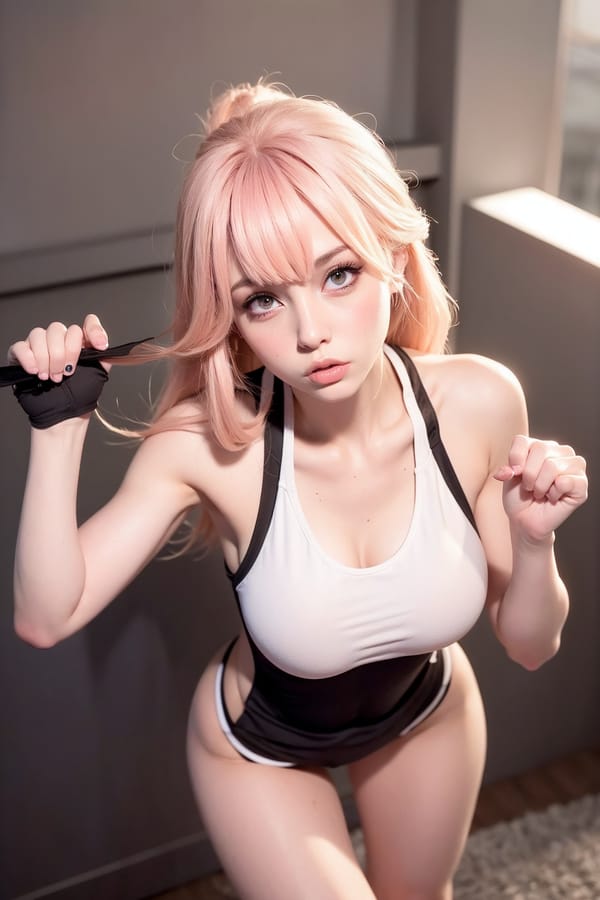 Tags: 21872187
<lora:YaeMiko_Test:0.62>, (gym outfit:0.93), gym, (seductive pose:1.12), extremely detailed eyes, extremely detailed face, cute, (photorealistic:1.02), double eyelids, perky breasts, best quality, hyper realistic, (long slim legs:1.13), (thigh gap:1.00), blush, delicate and beautiful girl, (dramatic:0.90)
Negative prompt: sketches, paintings, anime, ugly, (worst quality:1.96)
Steps: 32, Sampler: DPM++ 2M Karras, CFG scale: 6.4, Seed: 2647185244, Size: 512x768, Model hash: fc2511737a, Model: chilloutmix_NiPrunedFp32Fix, Seed resize from: -1x-1, Denoising strength: 0.4, Version: v1.2.1, Hires upscale: 2.5, Hires steps: 16, Hires upscaler: ESRGAN_4x