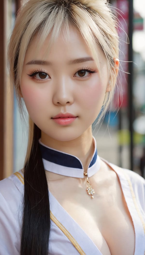 Tags: 21872187, SDXL
{"3": {"inputs": {"seed": 422060149418835, "steps": 32, "cfg": 7.2, "sampler_name": "dpmpp_2m", "scheduler": "karras", "denoise": 1.0, "model": ["27", 0], "positive": ["6", 0], "negative": ["7", 0], "latent_image": ["5", 0]}, "class_type": "KSampler"}, "4": {"inputs": {"ckpt_name": "juggernautxl.safetensors"}, "class_type": "CheckpointLoaderSimple"}, "5": {"inputs": {"width": 768, "height": 1344, "batch_size": 1}, "class_type": "EmptyLatentImage"}, "6": {"inputs": {"text": "27 year old girl, (chinese:1.12), (ukrainian:0.95), (idol:0.96), (detailed face:1.10), (pale skin:1.08), (eyelashes:1.04), (blush:1.06), (seductive facial expression:1.08), (double eyelids:1.04), (beautiful eyes:1.01), (seductive pose:1.03), (temptress:1.03), (cute:1.10), (sexy lips:1.00), (in a seductive pose:0.98), (large perky breasts:1.08), (cleavage:0.97), (thigh gap:1.10), (school uniform:0.98), choker, busy street, (portra:1.06), (film:1.05), (candid cinema:1.03), (textured skin:1.03), (RAW:1.07), (skin fuzz:1.02), (detailed skin:1.09), (soft lighting:1.01), (natural looking skin:1.06)", "clip": ["27", 1]}, "class_type": "CLIPTextEncode"}, "7": {"inputs": {"text": "(twisted:1.12), (distorted:1.06), (low resolution:1.06), (bad hands:1.08), (worst quality:1.11), (watermark:1.05), (open mouth:1.05)", "clip": ["27", 1]}, "class_type": "CLIPTextEncode"}, "8": {"inputs": {"samples": ["3", 0], "vae": ["4", 2]}, "class_type": "VAEDecode"}, "25": {"inputs": {"lora_name": "nudify_xl.safetensors", "strength_model": 0.35, "strength_clip": 0.15, "model": ["4", 0], "clip": ["4", 1]}, "class_type": "LoraLoader"}, "26": {"inputs": {"lora_name": "shirtlift_SDXL_v2.safetensors", "strength_model": 0.07, "strength_clip": 0.0, "model": ["25", 0], "clip": ["25", 1]}, "class_type": "LoraLoader"}, "27": {"inputs": {"lora_name": "PerfectEyesXL.safetensors", "strength_model": 0.06, "strength_clip": 0.18, "model": ["26", 0], "clip": ["26", 1]}, "class_type": "LoraLoader"}, "30": {"inputs": {"model_name": "4x_NMKD-Superscale-SP_178000_G.pth"}, "class_type": "UpscaleModelLoader"}, "31": {"inputs": {"upscale_model": ["30", 0], "image": ["8", 0]}, "class_type": "ImageUpscaleWithModel"}, "32": {"inputs": {"upscale_method": "lanczos", "scale_by": 0.5, "image": ["31", 0]}, "class_type": "ImageScaleBy"}, "33": {"inputs": {"pixels": ["32", 0], "vae": ["4", 2]}, "class_type": "VAEEncode"}, "34": {"inputs": {"seed": 422060149418835, "steps": 32, "cfg": 7.2, "sampler_name": "dpmpp_2m", "scheduler": "karras", "denoise": 0.3, "model": ["27", 0], "positive": ["6", 0], "negative": ["7", 0], "latent_image": ["33", 0]}, "class_type": "KSampler"}, "36": {"inputs": {"samples": ["34", 0], "vae": ["4", 2]}, "class_type": "VAEDecode"}, "39": {"inputs": {"filename_prefix": "comfyapi-1724538432368", "images": ["36", 0]}, "class_type": "SaveImage"}}