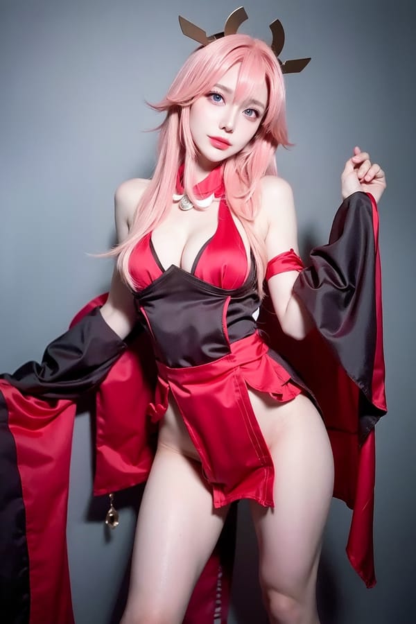 Tags: 21872187
<lora:koreanDollLikeness:0.63>, <lora:YaeMiko_Test:0.75>, (ukrainian:1.06), (cosplay:1.15), cosplay exhibition, comiket, posing for camera, (seductive pose:0.94), extremely detailed eyes, extremely detailed face, cute, sexy lips, seductive smile, double eyelids, eyelashes, pale skin, perky breasts, textured skin, 4K, RAW, hyper realistic, (long slim legs:1.10), (thigh gap:1.04), delicate and beautiful girl, 1girl, solo, (stunningly attractive:0.98), (dramatic:1.01)
Negative prompt: paintings, ugly, fat, disfigured, (low quality:2.16), (worst quality:1.96)
Steps: 32, Sampler: DPM++ 2M Karras, CFG scale: 5.89, Seed: 4192688555, Size: 512x768, Model hash: fc2511737a, Model: chilloutmix_NiPrunedFp32Fix, Seed resize from: -1x-1, Denoising strength: 0.4, Version: v1.2.1, Hires upscale: 2.0, Hires steps: 32, Hires upscaler: ESRGAN_4x