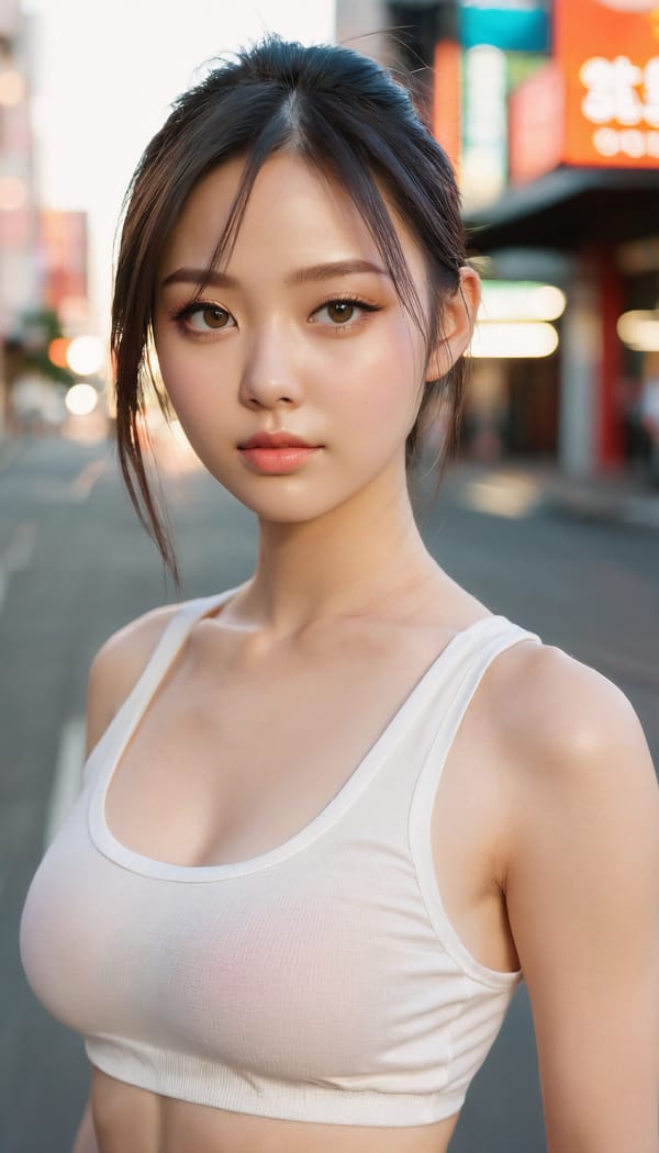 Tags: 21872187, SDXL
{"3": {"inputs": {"seed": 301721901162497, "steps": 32, "cfg": 7.38, "sampler_name": "dpmpp_2m", "scheduler": "karras", "denoise": 1.0, "model": ["27", 0], "positive": ["6", 0], "negative": ["7", 0], "latent_image": ["5", 0]}, "class_type": "KSampler"}, "4": {"inputs": {"ckpt_name": "juggernautxl.safetensors"}, "class_type": "CheckpointLoaderSimple"}, "5": {"inputs": {"width": 768, "height": 1344, "batch_size": 1}, "class_type": "EmptyLatentImage"}, "6": {"inputs": {"text": "23 year old girl, (temptress:1.14), (seductive facial expression:1.04), (double eyelids:1.12), (detailed face:0.96), (slim:1.06), (pale skin:1.14), (blush:0.95), (sexy lips:1.06), (beautiful eyes:0.99), (cute:0.97), (seductive pose:1.03), (idol:0.96), (eyelashes:0.95), (perky ass:1.07), (exposed ass:0.97), (looking back:0.99), (sexy ass:1.02), (thigh gap:1.01), (white tanktop:1.10), busy street, (skin fuzz:1.06), (film:1.02), (soft lighting:1.03), (portra:1.03), (textured skin:1.08), (RAW:1.02), (candid cinema:1.03), (detailed skin:1.04), (natural looking skin:1.01)", "clip": ["27", 1]}, "class_type": "CLIPTextEncode"}, "7": {"inputs": {"text": "(distorted:1.09), (low resolution:1.11), (worst quality:1.07), (bad hands:1.12), (watermark:1.14), (twisted:1.07), (open mouth:1.13)", "clip": ["27", 1]}, "class_type": "CLIPTextEncode"}, "8": {"inputs": {"samples": ["3", 0], "vae": ["4", 2]}, "class_type": "VAEDecode"}, "25": {"inputs": {"lora_name": "nudify_xl.safetensors", "strength_model": 0.07, "strength_clip": 0.05, "model": ["4", 0], "clip": ["4", 1]}, "class_type": "LoraLoader"}, "26": {"inputs": {"lora_name": "shirtlift_SDXL_v2.safetensors", "strength_model": 0.14, "strength_clip": 0.17, "model": ["25", 0], "clip": ["25", 1]}, "class_type": "LoraLoader"}, "27": {"inputs": {"lora_name": "PerfectEyesXL.safetensors", "strength_model": 0.06, "strength_clip": 0.04, "model": ["26", 0], "clip": ["26", 1]}, "class_type": "LoraLoader"}, "30": {"inputs": {"model_name": "4x_NMKD-Superscale-SP_178000_G.pth"}, "class_type": "UpscaleModelLoader"}, "31": {"inputs": {"upscale_model": ["30", 0], "image": ["8", 0]}, "class_type": "ImageUpscaleWithModel"}, "32": {"inputs": {"upscale_method": "lanczos", "scale_by": 0.5, "image": ["31", 0]}, "class_type": "ImageScaleBy"}, "33": {"inputs": {"pixels": ["32", 0], "vae": ["4", 2]}, "class_type": "VAEEncode"}, "34": {"inputs": {"seed": 301721901162497, "steps": 32, "cfg": 7.38, "sampler_name": "dpmpp_2m", "scheduler": "karras", "denoise": 0.3, "model": ["27", 0], "positive": ["6", 0], "negative": ["7", 0], "latent_image": ["33", 0]}, "class_type": "KSampler"}, "36": {"inputs": {"samples": ["34", 0], "vae": ["4", 2]}, "class_type": "VAEDecode"}, "39": {"inputs": {"filename_prefix": "comfyapi-1731866648392", "images": ["36", 0]}, "class_type": "SaveImage"}}