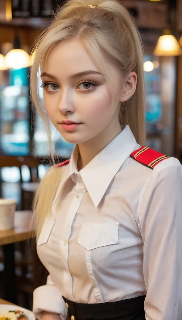 Tags: 21872187, SDXL
{"3": {"inputs": {"seed": 913671702120808, "steps": 32, "cfg": 5.57, "sampler_name": "dpmpp_2m", "scheduler": "karras", "denoise": 1.0, "model": ["27", 0], "positive": ["6", 0], "negative": ["7", 0], "latent_image": ["5", 0]}, "class_type": "KSampler"}, "4": {"inputs": {"ckpt_name": "juggernautxl.safetensors"}, "class_type": "CheckpointLoaderSimple"}, "5": {"inputs": {"width": 768, "height": 1344, "batch_size": 1}, "class_type": "EmptyLatentImage"}, "6": {"inputs": {"text": "18 year old girl, (russian:1.05), (ukrainian:1.06), (seductive facial expression:1.12), (detailed face:0.97), (idol:1.00), (blush:0.95), (pale skin:1.09), (temptress:1.13), (double eyelids:1.08), (eyelashes:0.99), (beautiful eyes:0.96), (sexy lips:0.95), (slim:1.03), (seductive pose:0.96), (cute:1.12), (perky ass:0.99), (exposed ass:0.95), (looking back:1.09), (sexy ass:1.14), (thigh gap:1.09), (a waitress in uniform:1.14) working at a restaurant, (soft lighting:1.04), (portra:1.02), (RAW:1.03), (textured skin:1.03), (natural looking skin:1.06), (candid cinema:1.06), (detailed skin:1.05), (skin fuzz:1.05), (film:1.05)", "clip": ["27", 1]}, "class_type": "CLIPTextEncode"}, "7": {"inputs": {"text": "(open mouth:1.09), (worst quality:1.09), (distorted:1.12), (low resolution:1.07), (watermark:1.06), (bad hands:1.11), (twisted:1.14)", "clip": ["27", 1]}, "class_type": "CLIPTextEncode"}, "8": {"inputs": {"samples": ["3", 0], "vae": ["4", 2]}, "class_type": "VAEDecode"}, "25": {"inputs": {"lora_name": "nudify_xl.safetensors", "strength_model": 0.07, "strength_clip": 0.36, "model": ["4", 0], "clip": ["4", 1]}, "class_type": "LoraLoader"}, "26": {"inputs": {"lora_name": "shirtlift_SDXL_v2.safetensors", "strength_model": 0.1, "strength_clip": 0.03, "model": ["25", 0], "clip": ["25", 1]}, "class_type": "LoraLoader"}, "27": {"inputs": {"lora_name": "PerfectEyesXL.safetensors", "strength_model": 0.18, "strength_clip": 0.04, "model": ["26", 0], "clip": ["26", 1]}, "class_type": "LoraLoader"}, "30": {"inputs": {"model_name": "4x_NMKD-Superscale-SP_178000_G.pth"}, "class_type": "UpscaleModelLoader"}, "31": {"inputs": {"upscale_model": ["30", 0], "image": ["8", 0]}, "class_type": "ImageUpscaleWithModel"}, "32": {"inputs": {"upscale_method": "lanczos", "scale_by": 0.5, "image": ["31", 0]}, "class_type": "ImageScaleBy"}, "33": {"inputs": {"pixels": ["32", 0], "vae": ["4", 2]}, "class_type": "VAEEncode"}, "34": {"inputs": {"seed": 913671702120808, "steps": 32, "cfg": 5.57, "sampler_name": "dpmpp_2m", "scheduler": "karras", "denoise": 0.3, "model": ["27", 0], "positive": ["6", 0], "negative": ["7", 0], "latent_image": ["33", 0]}, "class_type": "KSampler"}, "36": {"inputs": {"samples": ["34", 0], "vae": ["4", 2]}, "class_type": "VAEDecode"}, "39": {"inputs": {"filename_prefix": "comfyapi-1714590947045", "images": ["36", 0]}, "class_type": "SaveImage"}}