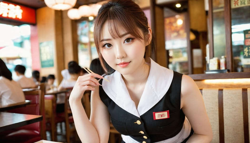 Tags: 21872187, SDXL
{"3": {"inputs": {"seed": 882936447047546, "steps": 32, "cfg": 7.79, "sampler_name": "dpmpp_2m", "scheduler": "karras", "denoise": 1.0, "model": ["27", 0], "positive": ["6", 0], "negative": ["7", 0], "latent_image": ["5", 0]}, "class_type": "KSampler"}, "4": {"inputs": {"ckpt_name": "juggernautxl.safetensors"}, "class_type": "CheckpointLoaderSimple"}, "5": {"inputs": {"width": 1344, "height": 768, "batch_size": 1}, "class_type": "EmptyLatentImage"}, "6": {"inputs": {"text": "21 year old girl, (japanese:1.10), (cute:1.08), (blush:1.14), (beautiful eyes:1.07), (sexy lips:0.95), (seductive pose:1.04), (pale skin:1.10), (seductive facial expression:1.02), (eyelashes:1.12), (idol:0.96), (detailed face:1.08), (slim:1.13), (temptress:1.03), (in a seductive pose:1.01), (large perky breasts:0.95), (cleavage:0.99), (thigh gap:1.13), (a waitress in uniform:1.10) working at a restaurant, (portra:1.05), (textured skin:1.08), (natural looking skin:1.01), (candid cinema:1.02), (film:1.04), (skin fuzz:1.04), (RAW:1.05), (detailed skin:1.09), (soft lighting:1.02)", "clip": ["27", 1]}, "class_type": "CLIPTextEncode"}, "7": {"inputs": {"text": "(worst quality:1.09), (bad hands:1.06), (twisted:1.05), (watermark:1.14), (open mouth:1.13), (distorted:1.06), (low resolution:1.08)", "clip": ["27", 1]}, "class_type": "CLIPTextEncode"}, "8": {"inputs": {"samples": ["3", 0], "vae": ["4", 2]}, "class_type": "VAEDecode"}, "25": {"inputs": {"lora_name": "nudify_xl.safetensors", "strength_model": 0.29, "strength_clip": 0.23, "model": ["4", 0], "clip": ["4", 1]}, "class_type": "LoraLoader"}, "26": {"inputs": {"lora_name": "shirtlift_SDXL_v2.safetensors", "strength_model": 0.14, "strength_clip": 0.02, "model": ["25", 0], "clip": ["25", 1]}, "class_type": "LoraLoader"}, "27": {"inputs": {"lora_name": "PerfectEyesXL.safetensors", "strength_model": 0.18, "strength_clip": 0.11, "model": ["26", 0], "clip": ["26", 1]}, "class_type": "LoraLoader"}, "30": {"inputs": {"model_name": "4x_NMKD-Superscale-SP_178000_G.pth"}, "class_type": "UpscaleModelLoader"}, "31": {"inputs": {"upscale_model": ["30", 0], "image": ["8", 0]}, "class_type": "ImageUpscaleWithModel"}, "32": {"inputs": {"upscale_method": "lanczos", "scale_by": 0.5, "image": ["31", 0]}, "class_type": "ImageScaleBy"}, "33": {"inputs": {"pixels": ["32", 0], "vae": ["4", 2]}, "class_type": "VAEEncode"}, "34": {"inputs": {"seed": 882936447047546, "steps": 32, "cfg": 7.79, "sampler_name": "dpmpp_2m", "scheduler": "karras", "denoise": 0.3, "model": ["27", 0], "positive": ["6", 0], "negative": ["7", 0], "latent_image": ["33", 0]}, "class_type": "KSampler"}, "36": {"inputs": {"samples": ["34", 0], "vae": ["4", 2]}, "class_type": "VAEDecode"}, "39": {"inputs": {"filename_prefix": "comfyapi-1713212945382", "images": ["36", 0]}, "class_type": "SaveImage"}}