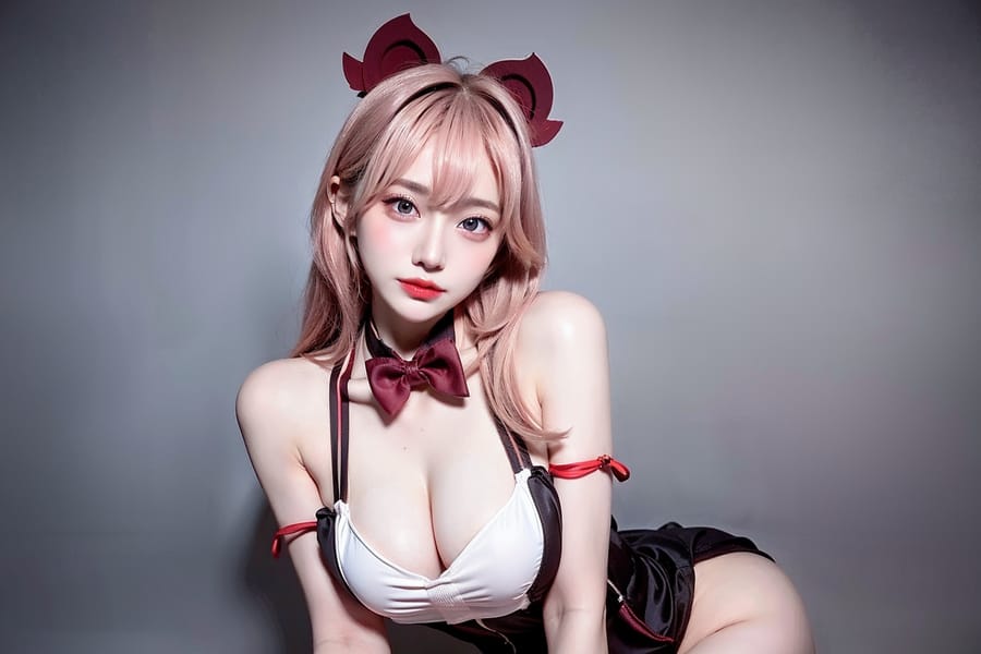 Tags: 21872187
<lora:YaeMiko_Test:0.76>, maid cafe, stockings, (maid costume:1.08), choker, bowtie, headband, (pleated skirt:1.04), <lora:skirtlift-v4:0.84 <lora:Addams:0.22>, extremely detailed eyes, extremely detailed face, cute, (photorealistic:1.07), sexy lips, seductive smile, double eyelids, eyelashes, pale skin, perky breasts, full body portrait, textured skin, 4K, RAW, best quality, sharp, hyper realistic, blush, solo, (stunningly attractive:0.90), (dramatic:0.92)
Negative prompt: drawings, sketches, anime, ugly, (worst quality:2.22)
Steps: 32, Sampler: DPM++ 2M Karras, CFG scale: 7.47, Seed: 2145565865, Size: 768x512, Model hash: fc2511737a, Model: chilloutmix_NiPrunedFp32Fix, Seed resize from: -1x-1, Denoising strength: 0.4, Version: v1.2.1, Hires upscale: 2.0, Hires steps: 16, Hires upscaler: ESRGAN_4x