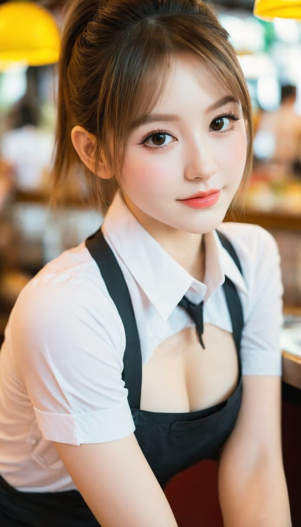 Tags: 21872187, SDXL
{"3": {"inputs": {"seed": 674414736061397, "steps": 64, "cfg": 5.33, "sampler_name": "dpmpp_2m", "scheduler": "karras", "denoise": 1.0, "model": ["27", 0], "positive": ["6", 0], "negative": ["7", 0], "latent_image": ["5", 0]}, "class_type": "KSampler"}, "4": {"inputs": {"ckpt_name": "helloworldxl.safetensors"}, "class_type": "CheckpointLoaderSimple"}, "5": {"inputs": {"width": 768, "height": 1344, "batch_size": 1}, "class_type": "EmptyLatentImage"}, "6": {"inputs": {"text": "24 year old girl, (sexy lips:0.95), (blush:1.10), (detailed face:1.00), (beautiful eyes:1.00), (cute:1.14), (temptress:1.12), (pale skin:1.13), (eyelashes:1.10), (idol:0.95), (double eyelids:0.97), (seductive facial expression:1.07), (perky ass:1.14), (exposed ass:1.00), (looking back:0.95), (sexy ass:1.07), (thigh gap:1.01), (a waitress in uniform:1.00) working at a restaurant, (natural looking skin:1.01), (skin fuzz:1.05), (detailed skin:1.09), (textured skin:1.03), (soft lighting:1.03), (RAW:1.01), (candid cinema:1.04), (portra:1.05), (film:1.04)", "clip": ["27", 1]}, "class_type": "CLIPTextEncode"}, "7": {"inputs": {"text": "(twisted:1.13), (bad hands:1.11), (watermark:1.08), (worst quality:1.13), (low resolution:1.06), (open mouth:1.13), (distorted:1.10)", "clip": ["27", 1]}, "class_type": "CLIPTextEncode"}, "8": {"inputs": {"samples": ["3", 0], "vae": ["4", 2]}, "class_type": "VAEDecode"}, "25": {"inputs": {"lora_name": "nudify_xl.safetensors", "strength_model": 0.21, "strength_clip": 0.23, "model": ["4", 0], "clip": ["4", 1]}, "class_type": "LoraLoader"}, "26": {"inputs": {"lora_name": "shirtlift_SDXL_v2.safetensors", "strength_model": 0.08, "strength_clip": 0.03, "model": ["25", 0], "clip": ["25", 1]}, "class_type": "LoraLoader"}, "27": {"inputs": {"lora_name": "PerfectEyesXL.safetensors", "strength_model": 0.05, "strength_clip": 0.03, "model": ["26", 0], "clip": ["26", 1]}, "class_type": "LoraLoader"}, "30": {"inputs": {"model_name": "4x_NMKD-Superscale-SP_178000_G.pth"}, "class_type": "UpscaleModelLoader"}, "31": {"inputs": {"upscale_model": ["30", 0], "image": ["8", 0]}, "class_type": "ImageUpscaleWithModel"}, "32": {"inputs": {"upscale_method": "lanczos", "scale_by": 0.5, "image": ["31", 0]}, "class_type": "ImageScaleBy"}, "33": {"inputs": {"pixels": ["32", 0], "vae": ["4", 2]}, "class_type": "VAEEncode"}, "34": {"inputs": {"seed": 674414736061397, "steps": 64, "cfg": 5.33, "sampler_name": "dpmpp_2m", "scheduler": "karras", "denoise": 0.3, "model": ["27", 0], "positive": ["6", 0], "negative": ["7", 0], "latent_image": ["33", 0]}, "class_type": "KSampler"}, "36": {"inputs": {"samples": ["34", 0], "vae": ["4", 2]}, "class_type": "VAEDecode"}, "39": {"inputs": {"filename_prefix": "comfyapi-1728298718126", "images": ["36", 0]}, "class_type": "SaveImage"}}