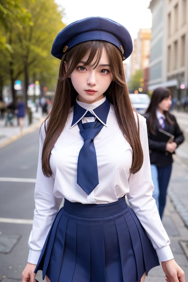 Tags: 21872187
(russian:0.96), (school uniform:1.20), (large breasts:0.91), choker, busy street in urban city, <lora:skirtlift-v4:0.99 <lora:Addams:0.27>, extremely detailed face, cute, (photorealistic:0.96), sexy lips, seductive smile, double eyelids, eyelashes, pale skin, full body portrait, 4K, RAW, sharp, hyper realistic, (thigh gap:1.06), blush, solo, (stunningly attractive:0.97)
Negative prompt: black and white, fat, (normal quality:2.03), (worst quality:1.93)
Steps: 64, Sampler: DPM++ 2M Karras, CFG scale: 6.32, Seed: 978350046, Size: 512x768, Model hash: fc2511737a, Model: chilloutmix_NiPrunedFp32Fix, Seed resize from: -1x-1, Denoising strength: 0.35, Version: v1.2.1, Hires upscale: 2.0, Hires steps: 32, Hires upscaler: ESRGAN_4x