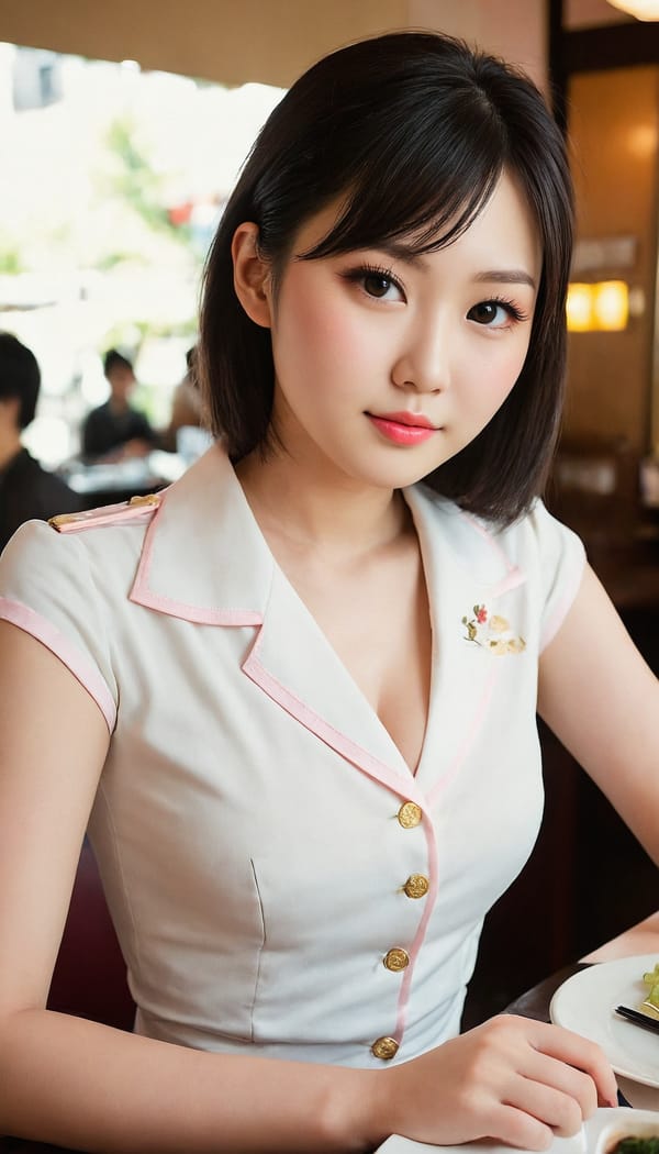 Tags: 21872187, SDXL
{"3": {"inputs": {"seed": 774544625436111, "steps": 64, "cfg": 5.11, "sampler_name": "dpmpp_2m", "scheduler": "karras", "denoise": 1.0, "model": ["27", 0], "positive": ["6", 0], "negative": ["7", 0], "latent_image": ["5", 0]}, "class_type": "KSampler"}, "4": {"inputs": {"ckpt_name": "juggernautXL_v8Rundiffusion.safetensors"}, "class_type": "CheckpointLoaderSimple"}, "5": {"inputs": {"width": 768, "height": 1344, "batch_size": 1}, "class_type": "EmptyLatentImage"}, "6": {"inputs": {"text": "25 year old girl, (japanese:1.05), (eyelashes:1.00), (seductive facial expression:1.00), (cute:0.95), (temptress:1.08), (double eyelids:0.95), (blush:1.03), (sexy lips:1.12), (slim:1.08), (detailed face:0.95), (beautiful eyes:0.96), (seductive pose:0.96), (pale skin:0.95), (in a seductive pose:1.14), (large perky breasts:1.06), (cleavage:1.11), (thigh gap:1.03), (a waitress in uniform:1.06) working at a restaurant, (candid cinema:1.05), (skin fuzz:1.01), (film:1.07), (natural looking skin:1.09), (soft lighting:1.04), (detailed skin:1.02), (portra:1.05), (RAW:1.02), (textured skin:1.00)", "clip": ["27", 1]}, "class_type": "CLIPTextEncode"}, "7": {"inputs": {"text": "(worst quality:1.06), (open mouth:1.13), (twisted:1.05), (distorted:1.06), (watermark:1.08), (low resolution:1.13), (bad hands:1.11)", "clip": ["27", 1]}, "class_type": "CLIPTextEncode"}, "8": {"inputs": {"samples": ["3", 0], "vae": ["4", 2]}, "class_type": "VAEDecode"}, "25": {"inputs": {"lora_name": "nudify_xl.safetensors", "strength_model": 0.17, "strength_clip": 0.1, "model": ["4", 0], "clip": ["4", 1]}, "class_type": "LoraLoader"}, "26": {"inputs": {"lora_name": "shirtlift_SDXL_v2.safetensors", "strength_model": 0.17, "strength_clip": 0.03, "model": ["25", 0], "clip": ["25", 1]}, "class_type": "LoraLoader"}, "27": {"inputs": {"lora_name": "PerfectEyesXL.safetensors", "strength_model": 0.02, "strength_clip": 0.19, "model": ["26", 0], "clip": ["26", 1]}, "class_type": "LoraLoader"}, "30": {"inputs": {"model_name": "4x_NMKD-Superscale-SP_178000_G.pth"}, "class_type": "UpscaleModelLoader"}, "31": {"inputs": {"upscale_model": ["30", 0], "image": ["8", 0]}, "class_type": "ImageUpscaleWithModel"}, "32": {"inputs": {"upscale_method": "lanczos", "scale_by": 0.5, "image": ["31", 0]}, "class_type": "ImageScaleBy"}, "33": {"inputs": {"pixels": ["32", 0], "vae": ["4", 2]}, "class_type": "VAEEncode"}, "34": {"inputs": {"seed": 774544625436111, "steps": 64, "cfg": 5.11, "sampler_name": "dpmpp_2m", "scheduler": "karras", "denoise": 0.3, "model": ["27", 0], "positive": ["6", 0], "negative": ["7", 0], "latent_image": ["33", 0]}, "class_type": "KSampler"}, "36": {"inputs": {"samples": ["34", 0], "vae": ["4", 2]}, "class_type": "VAEDecode"}, "39": {"inputs": {"filename_prefix": "comfyapi-1707801183975", "images": ["36", 0]}, "class_type": "SaveImage"}}