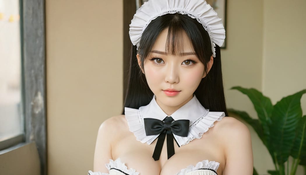 Tags: 21872187, SDXL
{"3": {"inputs": {"seed": 209752414122382, "steps": 64, "cfg": 5.67, "sampler_name": "dpmpp_2m", "scheduler": "karras", "denoise": 1.0, "model": ["27", 0], "positive": ["6", 0], "negative": ["7", 0], "latent_image": ["5", 0]}, "class_type": "KSampler"}, "4": {"inputs": {"ckpt_name": "juggernautxl.safetensors"}, "class_type": "CheckpointLoaderSimple"}, "5": {"inputs": {"width": 1344, "height": 768, "batch_size": 1}, "class_type": "EmptyLatentImage"}, "6": {"inputs": {"text": "26 year old girl, (japanese:1.13), (ukrainian:0.97), (korean:1.03), (cute:1.14), (idol:0.96), (pale skin:1.04), (seductive facial expression:1.07), (temptress:1.10), (beautiful eyes:1.10), (slim:1.00), (detailed face:1.01), (sexy lips:1.00), (double eyelids:1.10), (eyelashes:1.00), (seductive pose:0.98), (blush:1.13), (in a seductive pose:1.13), (large perky breasts:0.99), (cleavage:0.97), (thigh gap:1.12), in a (skimpy maid costume:1.00) working at a maid cafe, choker, bowtie, headband, pleated skirt, (detailed skin:1.00), (natural looking skin:1.09), (soft lighting:1.08), (film:1.02), (portra:1.05), (candid cinema:1.07), (skin fuzz:1.02), (RAW:1.00), (textured skin:1.09)", "clip": ["27", 1]}, "class_type": "CLIPTextEncode"}, "7": {"inputs": {"text": "(open mouth:1.14), (distorted:1.06), (worst quality:1.13), (twisted:1.13), (bad hands:1.06), (low resolution:1.08), (watermark:1.10)", "clip": ["27", 1]}, "class_type": "CLIPTextEncode"}, "8": {"inputs": {"samples": ["3", 0], "vae": ["4", 2]}, "class_type": "VAEDecode"}, "25": {"inputs": {"lora_name": "nudify_xl.safetensors", "strength_model": 0.21, "strength_clip": 0.06, "model": ["4", 0], "clip": ["4", 1]}, "class_type": "LoraLoader"}, "26": {"inputs": {"lora_name": "shirtlift_SDXL_v2.safetensors", "strength_model": 0.18, "strength_clip": 0.16, "model": ["25", 0], "clip": ["25", 1]}, "class_type": "LoraLoader"}, "27": {"inputs": {"lora_name": "PerfectEyesXL.safetensors", "strength_model": 0.15, "strength_clip": 0.0, "model": ["26", 0], "clip": ["26", 1]}, "class_type": "LoraLoader"}, "30": {"inputs": {"model_name": "4x_NMKD-Superscale-SP_178000_G.pth"}, "class_type": "UpscaleModelLoader"}, "31": {"inputs": {"upscale_model": ["30", 0], "image": ["8", 0]}, "class_type": "ImageUpscaleWithModel"}, "32": {"inputs": {"upscale_method": "lanczos", "scale_by": 0.5, "image": ["31", 0]}, "class_type": "ImageScaleBy"}, "33": {"inputs": {"pixels": ["32", 0], "vae": ["4", 2]}, "class_type": "VAEEncode"}, "34": {"inputs": {"seed": 209752414122382, "steps": 64, "cfg": 5.67, "sampler_name": "dpmpp_2m", "scheduler": "karras", "denoise": 0.3, "model": ["27", 0], "positive": ["6", 0], "negative": ["7", 0], "latent_image": ["33", 0]}, "class_type": "KSampler"}, "36": {"inputs": {"samples": ["34", 0], "vae": ["4", 2]}, "class_type": "VAEDecode"}, "39": {"inputs": {"filename_prefix": "comfyapi-1726363030196", "images": ["36", 0]}, "class_type": "SaveImage"}}