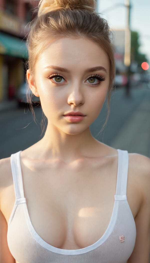 Tags: 21872187, SDXL
{"3": {"inputs": {"seed": 436925278602555, "steps": 32, "cfg": 6.82, "sampler_name": "dpmpp_2m", "scheduler": "karras", "denoise": 1.0, "model": ["27", 0], "positive": ["6", 0], "negative": ["7", 0], "latent_image": ["5", 0]}, "class_type": "KSampler"}, "4": {"inputs": {"ckpt_name": "juggernautxl.safetensors"}, "class_type": "CheckpointLoaderSimple"}, "5": {"inputs": {"width": 768, "height": 1344, "batch_size": 1}, "class_type": "EmptyLatentImage"}, "6": {"inputs": {"text": "22 year old girl, (ukrainian:1.09), (beautiful eyes:1.00), (seductive pose:0.97), (eyelashes:1.14), (blush:0.98), (idol:1.11), (pale skin:1.05), (double eyelids:0.98), (temptress:1.14), (detailed face:1.01), (seductive facial expression:1.02), (cute:0.95), (slim:1.14), (sexy lips:1.08), (perky ass:1.00), (exposed ass:1.14), (looking back:1.01), (sexy ass:1.00), (thigh gap:0.97), (white tanktop:0.99), busy street, (film:1.05), (soft lighting:1.03), (natural looking skin:1.03), (candid cinema:1.01), (detailed skin:1.03), (portra:1.02), (skin fuzz:1.06), (textured skin:1.08), (RAW:1.06)", "clip": ["27", 1]}, "class_type": "CLIPTextEncode"}, "7": {"inputs": {"text": "(low resolution:1.12), (twisted:1.14), (watermark:1.13), (distorted:1.07), (bad hands:1.08), (open mouth:1.14), (worst quality:1.08)", "clip": ["27", 1]}, "class_type": "CLIPTextEncode"}, "8": {"inputs": {"samples": ["3", 0], "vae": ["4", 2]}, "class_type": "VAEDecode"}, "25": {"inputs": {"lora_name": "nudify_xl.safetensors", "strength_model": 0.18, "strength_clip": 0.2, "model": ["4", 0], "clip": ["4", 1]}, "class_type": "LoraLoader"}, "26": {"inputs": {"lora_name": "shirtlift_SDXL_v2.safetensors", "strength_model": 0.05, "strength_clip": 0.15, "model": ["25", 0], "clip": ["25", 1]}, "class_type": "LoraLoader"}, "27": {"inputs": {"lora_name": "PerfectEyesXL.safetensors", "strength_model": 0.16, "strength_clip": 0.08, "model": ["26", 0], "clip": ["26", 1]}, "class_type": "LoraLoader"}, "30": {"inputs": {"model_name": "4x_NMKD-Superscale-SP_178000_G.pth"}, "class_type": "UpscaleModelLoader"}, "31": {"inputs": {"upscale_model": ["30", 0], "image": ["8", 0]}, "class_type": "ImageUpscaleWithModel"}, "32": {"inputs": {"upscale_method": "lanczos", "scale_by": 0.5, "image": ["31", 0]}, "class_type": "ImageScaleBy"}, "33": {"inputs": {"pixels": ["32", 0], "vae": ["4", 2]}, "class_type": "VAEEncode"}, "34": {"inputs": {"seed": 436925278602555, "steps": 32, "cfg": 6.82, "sampler_name": "dpmpp_2m", "scheduler": "karras", "denoise": 0.3, "model": ["27", 0], "positive": ["6", 0], "negative": ["7", 0], "latent_image": ["33", 0]}, "class_type": "KSampler"}, "36": {"inputs": {"samples": ["34", 0], "vae": ["4", 2]}, "class_type": "VAEDecode"}, "39": {"inputs": {"filename_prefix": "comfyapi-1713309637713", "images": ["36", 0]}, "class_type": "SaveImage"}}