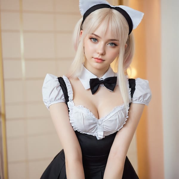 Tags: 21872187, SDXL
{"3": {"inputs": {"seed": 207597863623840, "steps": 32, "cfg": 6.17, "sampler_name": "dpmpp_2m", "scheduler": "karras", "denoise": 1.0, "model": ["27", 0], "positive": ["6", 0], "negative": ["7", 0], "latent_image": ["5", 0]}, "class_type": "KSampler"}, "4": {"inputs": {"ckpt_name": "juggernautxl.safetensors"}, "class_type": "CheckpointLoaderSimple"}, "5": {"inputs": {"width": 1024, "height": 1024, "batch_size": 1}, "class_type": "EmptyLatentImage"}, "6": {"inputs": {"text": "18 year old girl, (russian:1.10), (seductive pose:1.00), (seductive facial expression:1.05), (blush:1.02), (eyelashes:1.00), (cute:1.03), (idol:1.11), (beautiful eyes:1.12), (slim:0.99), (pale skin:1.12), (sexy lips:0.97), (perky ass:1.03), (exposed ass:1.03), (looking back:1.12), (sexy ass:1.01), (thigh gap:1.02), in a (skimpy maid costume:0.97) working at a maid cafe, choker, bowtie, headband, pleated skirt, (portra:1.01), (textured skin:1.02), (detailed skin:1.09), (film:1.00), (soft lighting:1.02), (candid cinema:1.05), (natural looking skin:1.02), (skin fuzz:1.01), (RAW:1.02)", "clip": ["27", 1]}, "class_type": "CLIPTextEncode"}, "7": {"inputs": {"text": "(worst quality:1.13), (open mouth:1.07), (bad hands:1.11), (distorted:1.13), (watermark:1.05), (twisted:1.11), (low resolution:1.13)", "clip": ["27", 1]}, "class_type": "CLIPTextEncode"}, "8": {"inputs": {"samples": ["3", 0], "vae": ["4", 2]}, "class_type": "VAEDecode"}, "25": {"inputs": {"lora_name": "nudify_xl.safetensors", "strength_model": 0.09, "strength_clip": 0.38, "model": ["4", 0], "clip": ["4", 1]}, "class_type": "LoraLoader"}, "26": {"inputs": {"lora_name": "shirtlift_SDXL_v2.safetensors", "strength_model": 0.01, "strength_clip": 0.11, "model": ["25", 0], "clip": ["25", 1]}, "class_type": "LoraLoader"}, "27": {"inputs": {"lora_name": "PerfectEyesXL.safetensors", "strength_model": 0.17, "strength_clip": 0.07, "model": ["26", 0], "clip": ["26", 1]}, "class_type": "LoraLoader"}, "30": {"inputs": {"model_name": "4x_NMKD-Superscale-SP_178000_G.pth"}, "class_type": "UpscaleModelLoader"}, "31": {"inputs": {"upscale_model": ["30", 0], "image": ["8", 0]}, "class_type": "ImageUpscaleWithModel"}, "32": {"inputs": {"upscale_method": "lanczos", "scale_by": 0.5, "image": ["31", 0]}, "class_type": "ImageScaleBy"}, "33": {"inputs": {"pixels": ["32", 0], "vae": ["4", 2]}, "class_type": "VAEEncode"}, "34": {"inputs": {"seed": 207597863623840, "steps": 32, "cfg": 6.17, "sampler_name": "dpmpp_2m", "scheduler": "karras", "denoise": 0.3, "model": ["27", 0], "positive": ["6", 0], "negative": ["7", 0], "latent_image": ["33", 0]}, "class_type": "KSampler"}, "36": {"inputs": {"samples": ["34", 0], "vae": ["4", 2]}, "class_type": "VAEDecode"}, "39": {"inputs": {"filename_prefix": "comfyapi-1734991224229", "images": ["36", 0]}, "class_type": "SaveImage"}}