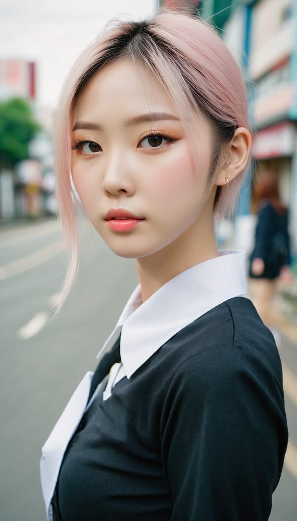 Tags: 21872187, SDXL
{"3": {"inputs": {"seed": 426572189817498, "steps": 32, "cfg": 7.42, "sampler_name": "dpmpp_2m", "scheduler": "karras", "denoise": 1.0, "model": ["27", 0], "positive": ["6", 0], "negative": ["7", 0], "latent_image": ["5", 0]}, "class_type": "KSampler"}, "4": {"inputs": {"ckpt_name": "juggernautxl.safetensors"}, "class_type": "CheckpointLoaderSimple"}, "5": {"inputs": {"width": 768, "height": 1344, "batch_size": 1}, "class_type": "EmptyLatentImage"}, "6": {"inputs": {"text": "24 year old girl, (ukrainian:1.06), (korean:1.05), (japanese:1.04), (pale skin:0.97), (sexy lips:1.07), (eyelashes:1.02), (slim:1.04), (temptress:0.98), (seductive facial expression:0.99), (cute:1.14), (blush:1.12), (idol:1.04), (beautiful eyes:0.99), (double eyelids:0.99), (seductive pose:1.14), (on all fours:0.98), (spreading ass cheeks:0.97), (from behind:1.06), (backboob:1.06), (school uniform:0.98), choker, busy street, (skin fuzz:1.07), (RAW:1.03), (soft lighting:1.02), (textured skin:1.08), (natural looking skin:1.07), (film:1.01), (candid cinema:1.03), (portra:1.09)", "clip": ["27", 1]}, "class_type": "CLIPTextEncode"}, "7": {"inputs": {"text": "(twisted:1.13), (open mouth:1.07), (bad hands:1.11), (watermark:1.13), (worst quality:1.14), (low resolution:1.14), (distorted:1.09)", "clip": ["27", 1]}, "class_type": "CLIPTextEncode"}, "8": {"inputs": {"samples": ["3", 0], "vae": ["4", 2]}, "class_type": "VAEDecode"}, "25": {"inputs": {"lora_name": "nudify_xl.safetensors", "strength_model": 0.09, "strength_clip": 0.22, "model": ["4", 0], "clip": ["4", 1]}, "class_type": "LoraLoader"}, "26": {"inputs": {"lora_name": "shirtlift_SDXL_v2.safetensors", "strength_model": 0.08, "strength_clip": 0.03, "model": ["25", 0], "clip": ["25", 1]}, "class_type": "LoraLoader"}, "27": {"inputs": {"lora_name": "PerfectEyesXL.safetensors", "strength_model": 0.03, "strength_clip": 0.14, "model": ["26", 0], "clip": ["26", 1]}, "class_type": "LoraLoader"}, "30": {"inputs": {"model_name": "4x_NMKD-Superscale-SP_178000_G.pth"}, "class_type": "UpscaleModelLoader"}, "31": {"inputs": {"upscale_model": ["30", 0], "image": ["8", 0]}, "class_type": "ImageUpscaleWithModel"}, "32": {"inputs": {"upscale_method": "lanczos", "scale_by": 0.5, "image": ["31", 0]}, "class_type": "ImageScaleBy"}, "33": {"inputs": {"pixels": ["32", 0], "vae": ["4", 2]}, "class_type": "VAEEncode"}, "34": {"inputs": {"seed": 426572189817498, "steps": 32, "cfg": 7.42, "sampler_name": "dpmpp_2m", "scheduler": "karras", "denoise": 0.3, "model": ["27", 0], "positive": ["6", 0], "negative": ["7", 0], "latent_image": ["33", 0]}, "class_type": "KSampler"}, "36": {"inputs": {"samples": ["34", 0], "vae": ["4", 2]}, "class_type": "VAEDecode"}, "39": {"inputs": {"filename_prefix": "comfyapi-1713619749295", "images": ["36", 0]}, "class_type": "SaveImage"}}