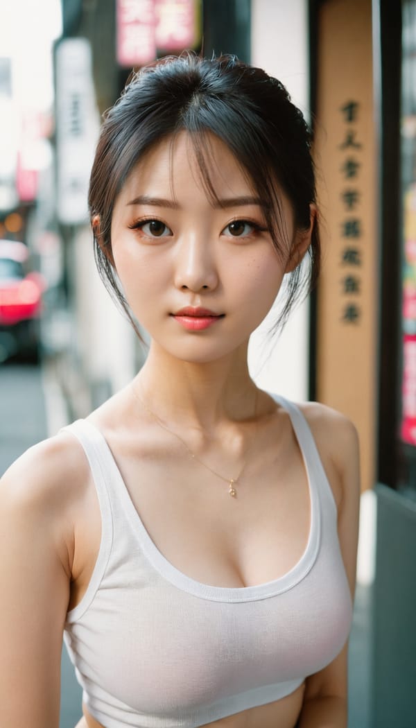 Tags: 21872187, SDXL
{"3": {"inputs": {"seed": 572653281935104, "steps": 64, "cfg": 7.95, "sampler_name": "dpmpp_2m", "scheduler": "karras", "denoise": 1.0, "model": ["27", 0], "positive": ["6", 0], "negative": ["7", 0], "latent_image": ["5", 0]}, "class_type": "KSampler"}, "4": {"inputs": {"ckpt_name": "juggernautxl.safetensors"}, "class_type": "CheckpointLoaderSimple"}, "5": {"inputs": {"width": 768, "height": 1344, "batch_size": 1}, "class_type": "EmptyLatentImage"}, "6": {"inputs": {"text": "28 year old girl, (taiwanese:1.08), (japanese:1.12), (slim:1.08), (cute:0.95), (double eyelids:1.14), (temptress:1.07), (pale skin:1.06), (idol:1.00), (blush:1.09), (eyelashes:1.11), (seductive pose:1.13), (detailed face:1.10), (seductive facial expression:1.02), (sexy lips:1.03), (beautiful eyes:1.13), (in a seductive pose:1.09), (large perky breasts:1.08), (cleavage:1.05), (thigh gap:0.97), (white tanktop:1.13), busy street, (candid cinema:1.08), (RAW:1.09), (skin fuzz:1.06), (portra:1.01), (soft lighting:1.03), (detailed skin:1.02), (natural looking skin:1.04), (film:1.01), (textured skin:1.02)", "clip": ["27", 1]}, "class_type": "CLIPTextEncode"}, "7": {"inputs": {"text": "(watermark:1.10), (twisted:1.08), (worst quality:1.12), (distorted:1.08), (bad hands:1.05), (low resolution:1.14), (open mouth:1.07)", "clip": ["27", 1]}, "class_type": "CLIPTextEncode"}, "8": {"inputs": {"samples": ["3", 0], "vae": ["4", 2]}, "class_type": "VAEDecode"}, "25": {"inputs": {"lora_name": "nudify_xl.safetensors", "strength_model": 0.39, "strength_clip": 0.02, "model": ["4", 0], "clip": ["4", 1]}, "class_type": "LoraLoader"}, "26": {"inputs": {"lora_name": "shirtlift_SDXL_v2.safetensors", "strength_model": 0.01, "strength_clip": 0.01, "model": ["25", 0], "clip": ["25", 1]}, "class_type": "LoraLoader"}, "27": {"inputs": {"lora_name": "PerfectEyesXL.safetensors", "strength_model": 0.15, "strength_clip": 0.0, "model": ["26", 0], "clip": ["26", 1]}, "class_type": "LoraLoader"}, "30": {"inputs": {"model_name": "4x_NMKD-Superscale-SP_178000_G.pth"}, "class_type": "UpscaleModelLoader"}, "31": {"inputs": {"upscale_model": ["30", 0], "image": ["8", 0]}, "class_type": "ImageUpscaleWithModel"}, "32": {"inputs": {"upscale_method": "lanczos", "scale_by": 0.5, "image": ["31", 0]}, "class_type": "ImageScaleBy"}, "33": {"inputs": {"pixels": ["32", 0], "vae": ["4", 2]}, "class_type": "VAEEncode"}, "34": {"inputs": {"seed": 572653281935104, "steps": 64, "cfg": 7.95, "sampler_name": "dpmpp_2m", "scheduler": "karras", "denoise": 0.3, "model": ["27", 0], "positive": ["6", 0], "negative": ["7", 0], "latent_image": ["33", 0]}, "class_type": "KSampler"}, "36": {"inputs": {"samples": ["34", 0], "vae": ["4", 2]}, "class_type": "VAEDecode"}, "39": {"inputs": {"filename_prefix": "comfyapi-1725949182558", "images": ["36", 0]}, "class_type": "SaveImage"}}