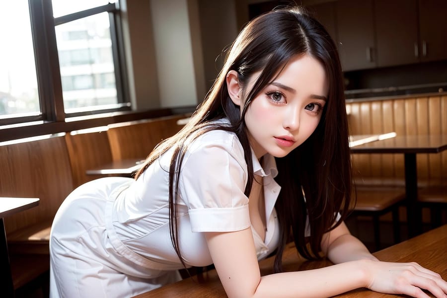 Tags: 21872187
<lora:koreanDollLikeness:0.39>, (waitress wearing uniform:1.02), restaurant, (seductive pose:0.91), extremely detailed eyes, extremely detailed face, cute, (photorealistic:1.14), sexy lips, seductive smile, double eyelids, eyelashes, pale skin, full body portrait, RAW, sharp, hyper realistic, (thigh gap:1.05), delicate and beautiful girl
Negative prompt: drawings, paintings, anime, ugly, (worst quality:2.05)
Steps: 32, Sampler: DPM++ 2M Karras, CFG scale: 6.16, Seed: 120420418, Size: 768x512, Model hash: fc2511737a, Model: chilloutmix_NiPrunedFp32Fix, Seed resize from: -1x-1, Denoising strength: 0.45, Version: v1.2.1, Hires upscale: 2.0, Hires steps: 48, Hires upscaler: ESRGAN_4x