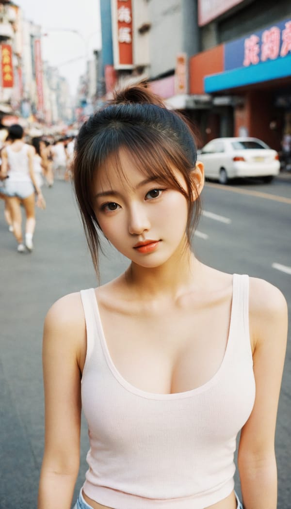 Tags: 21872187, SDXL
{"3": {"inputs": {"seed": 814370661466020, "steps": 32, "cfg": 6.56, "sampler_name": "dpmpp_2m", "scheduler": "karras", "denoise": 1.0, "model": ["27", 0], "positive": ["6", 0], "negative": ["7", 0], "latent_image": ["5", 0]}, "class_type": "KSampler"}, "4": {"inputs": {"ckpt_name": "leosamsHelloworldSDXL_helloworldSDXL32DPO.safetensors"}, "class_type": "CheckpointLoaderSimple"}, "5": {"inputs": {"width": 768, "height": 1344, "batch_size": 1}, "class_type": "EmptyLatentImage"}, "6": {"inputs": {"text": "25 year old girl, (chinese:0.96), (idol:1.02), (double eyelids:1.05), (blush:1.07), (eyelashes:1.03), (detailed face:1.00), (seductive pose:1.07), (cute:1.07), (slim:1.08), (sexy lips:0.98), (beautiful eyes:1.14), (seductive facial expression:1.06), (in a seductive pose:0.95), (large perky breasts:0.99), (cleavage:1.08), (thigh gap:0.96), (white tanktop:1.09), busy street, (film:1.07), (portra:1.08), (textured skin:1.00), (RAW:1.01), (skin fuzz:1.08), (candid cinema:1.07), (detailed skin:1.01), (soft lighting:1.02), (natural looking skin:1.04)", "clip": ["27", 1]}, "class_type": "CLIPTextEncode"}, "7": {"inputs": {"text": "(watermark:1.07), (bad hands:1.07), (low resolution:1.10), (worst quality:1.07), (open mouth:1.09), (twisted:1.08), (distorted:1.06)", "clip": ["27", 1]}, "class_type": "CLIPTextEncode"}, "8": {"inputs": {"samples": ["3", 0], "vae": ["4", 2]}, "class_type": "VAEDecode"}, "25": {"inputs": {"lora_name": "nudify_xl.safetensors", "strength_model": 0.31, "strength_clip": 0.1, "model": ["4", 0], "clip": ["4", 1]}, "class_type": "LoraLoader"}, "26": {"inputs": {"lora_name": "shirtlift_SDXL_v2.safetensors", "strength_model": 0.01, "strength_clip": 0.05, "model": ["25", 0], "clip": ["25", 1]}, "class_type": "LoraLoader"}, "27": {"inputs": {"lora_name": "PerfectEyesXL.safetensors", "strength_model": 0.11, "strength_clip": 0.11, "model": ["26", 0], "clip": ["26", 1]}, "class_type": "LoraLoader"}, "30": {"inputs": {"model_name": "4x_NMKD-Superscale-SP_178000_G.pth"}, "class_type": "UpscaleModelLoader"}, "31": {"inputs": {"upscale_model": ["30", 0], "image": ["8", 0]}, "class_type": "ImageUpscaleWithModel"}, "32": {"inputs": {"upscale_method": "lanczos", "scale_by": 0.5, "image": ["31", 0]}, "class_type": "ImageScaleBy"}, "33": {"inputs": {"pixels": ["32", 0], "vae": ["4", 2]}, "class_type": "VAEEncode"}, "34": {"inputs": {"seed": 814370661466020, "steps": 32, "cfg": 6.56, "sampler_name": "dpmpp_2m", "scheduler": "karras", "denoise": 0.3, "model": ["27", 0], "positive": ["6", 0], "negative": ["7", 0], "latent_image": ["33", 0]}, "class_type": "KSampler"}, "36": {"inputs": {"samples": ["34", 0], "vae": ["4", 2]}, "class_type": "VAEDecode"}, "39": {"inputs": {"filename_prefix": "comfyapi-1707975541707", "images": ["36", 0]}, "class_type": "SaveImage"}}