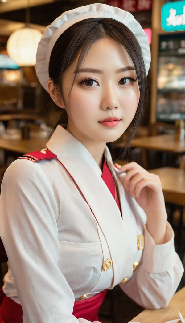 Tags: 21872187, SDXL
{"3": {"inputs": {"seed": 584263236035351, "steps": 32, "cfg": 5.05, "sampler_name": "dpmpp_2m", "scheduler": "karras", "denoise": 1.0, "model": ["27", 0], "positive": ["6", 0], "negative": ["7", 0], "latent_image": ["5", 0]}, "class_type": "KSampler"}, "4": {"inputs": {"ckpt_name": "juggernautxl.safetensors"}, "class_type": "CheckpointLoaderSimple"}, "5": {"inputs": {"width": 768, "height": 1344, "batch_size": 1}, "class_type": "EmptyLatentImage"}, "6": {"inputs": {"text": "23 year old girl, (japanese:1.02), (chinese:1.03), (sexy lips:1.12), (temptress:1.12), (eyelashes:1.05), (pale skin:1.03), (cute:1.03), (seductive facial expression:1.01), (detailed face:1.12), (slim:1.05), (seductive pose:1.12), (beautiful eyes:1.12), (double eyelids:1.10), (idol:0.98), (in a seductive pose:0.98), (large perky breasts:1.06), (cleavage:1.00), (thigh gap:1.13), (a waitress in uniform:0.98) working at a restaurant, (film:1.07), (portra:1.06), (skin fuzz:1.06), (detailed skin:1.04), (textured skin:1.09), (candid cinema:1.07), (natural looking skin:1.02), (RAW:1.02), (soft lighting:1.04)", "clip": ["27", 1]}, "class_type": "CLIPTextEncode"}, "7": {"inputs": {"text": "(distorted:1.07), (bad hands:1.07), (low resolution:1.11), (worst quality:1.14), (twisted:1.08), (open mouth:1.05), (watermark:1.06)", "clip": ["27", 1]}, "class_type": "CLIPTextEncode"}, "8": {"inputs": {"samples": ["3", 0], "vae": ["4", 2]}, "class_type": "VAEDecode"}, "25": {"inputs": {"lora_name": "nudify_xl.safetensors", "strength_model": 0.39, "strength_clip": 0.29, "model": ["4", 0], "clip": ["4", 1]}, "class_type": "LoraLoader"}, "26": {"inputs": {"lora_name": "shirtlift_SDXL_v2.safetensors", "strength_model": 0.0, "strength_clip": 0.11, "model": ["25", 0], "clip": ["25", 1]}, "class_type": "LoraLoader"}, "27": {"inputs": {"lora_name": "PerfectEyesXL.safetensors", "strength_model": 0.15, "strength_clip": 0.16, "model": ["26", 0], "clip": ["26", 1]}, "class_type": "LoraLoader"}, "30": {"inputs": {"model_name": "4x_NMKD-Superscale-SP_178000_G.pth"}, "class_type": "UpscaleModelLoader"}, "31": {"inputs": {"upscale_model": ["30", 0], "image": ["8", 0]}, "class_type": "ImageUpscaleWithModel"}, "32": {"inputs": {"upscale_method": "lanczos", "scale_by": 0.5, "image": ["31", 0]}, "class_type": "ImageScaleBy"}, "33": {"inputs": {"pixels": ["32", 0], "vae": ["4", 2]}, "class_type": "VAEEncode"}, "34": {"inputs": {"seed": 584263236035351, "steps": 32, "cfg": 5.05, "sampler_name": "dpmpp_2m", "scheduler": "karras", "denoise": 0.3, "model": ["27", 0], "positive": ["6", 0], "negative": ["7", 0], "latent_image": ["33", 0]}, "class_type": "KSampler"}, "36": {"inputs": {"samples": ["34", 0], "vae": ["4", 2]}, "class_type": "VAEDecode"}, "39": {"inputs": {"filename_prefix": "comfyapi-1713586201348", "images": ["36", 0]}, "class_type": "SaveImage"}}