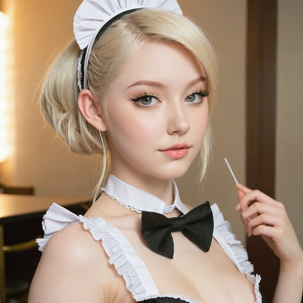 Tags: 21872187, SDXL
{"3": {"inputs": {"seed": 149670519290322, "steps": 64, "cfg": 5.53, "sampler_name": "dpmpp_2m", "scheduler": "karras", "denoise": 1.0, "model": ["27", 0], "positive": ["6", 0], "negative": ["7", 0], "latent_image": ["5", 0]}, "class_type": "KSampler"}, "4": {"inputs": {"ckpt_name": "juggernautxl.safetensors"}, "class_type": "CheckpointLoaderSimple"}, "5": {"inputs": {"width": 1024, "height": 1024, "batch_size": 1}, "class_type": "EmptyLatentImage"}, "6": {"inputs": {"text": "22 year old girl, (temptress:1.09), (pale skin:0.99), (seductive facial expression:1.14), (blush:1.07), (beautiful eyes:1.08), (sexy lips:1.12), (eyelashes:1.07), (slim:0.95), (cute:1.05), (seductive pose:0.98), (detailed face:1.10), (idol:0.96), (perky ass:1.11), (exposed ass:0.97), (looking back:0.97), (sexy ass:1.13), (thigh gap:1.00), in a (skimpy maid costume:1.05) working at a maid cafe, choker, bowtie, headband, pleated skirt, (skin fuzz:1.01), (RAW:1.05), (detailed skin:1.03), (film:1.08), (textured skin:1.01), (portra:1.08), (natural looking skin:1.04), (candid cinema:1.05), (soft lighting:1.07)", "clip": ["27", 1]}, "class_type": "CLIPTextEncode"}, "7": {"inputs": {"text": "(low resolution:1.13), (watermark:1.14), (worst quality:1.11), (distorted:1.09), (open mouth:1.09), (bad hands:1.11), (twisted:1.09)", "clip": ["27", 1]}, "class_type": "CLIPTextEncode"}, "8": {"inputs": {"samples": ["3", 0], "vae": ["4", 2]}, "class_type": "VAEDecode"}, "25": {"inputs": {"lora_name": "nudify_xl.safetensors", "strength_model": 0.18, "strength_clip": 0.11, "model": ["4", 0], "clip": ["4", 1]}, "class_type": "LoraLoader"}, "26": {"inputs": {"lora_name": "shirtlift_SDXL_v2.safetensors", "strength_model": 0.09, "strength_clip": 0.04, "model": ["25", 0], "clip": ["25", 1]}, "class_type": "LoraLoader"}, "27": {"inputs": {"lora_name": "PerfectEyesXL.safetensors", "strength_model": 0.11, "strength_clip": 0.02, "model": ["26", 0], "clip": ["26", 1]}, "class_type": "LoraLoader"}, "30": {"inputs": {"model_name": "4x_NMKD-Superscale-SP_178000_G.pth"}, "class_type": "UpscaleModelLoader"}, "31": {"inputs": {"upscale_model": ["30", 0], "image": ["8", 0]}, "class_type": "ImageUpscaleWithModel"}, "32": {"inputs": {"upscale_method": "lanczos", "scale_by": 0.5, "image": ["31", 0]}, "class_type": "ImageScaleBy"}, "33": {"inputs": {"pixels": ["32", 0], "vae": ["4", 2]}, "class_type": "VAEEncode"}, "34": {"inputs": {"seed": 149670519290322, "steps": 64, "cfg": 5.53, "sampler_name": "dpmpp_2m", "scheduler": "karras", "denoise": 0.3, "model": ["27", 0], "positive": ["6", 0], "negative": ["7", 0], "latent_image": ["33", 0]}, "class_type": "KSampler"}, "36": {"inputs": {"samples": ["34", 0], "vae": ["4", 2]}, "class_type": "VAEDecode"}, "39": {"inputs": {"filename_prefix": "comfyapi-1724609638920", "images": ["36", 0]}, "class_type": "SaveImage"}}