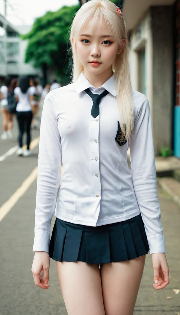 Tags: 21872187, SDXL
{"3": {"inputs": {"seed": 982435933503234, "steps": 64, "cfg": 7.57, "sampler_name": "dpmpp_2m", "scheduler": "karras", "denoise": 1.0, "model": ["27", 0], "positive": ["6", 0], "negative": ["7", 0], "latent_image": ["5", 0]}, "class_type": "KSampler"}, "4": {"inputs": {"ckpt_name": "juggernautxl.safetensors"}, "class_type": "CheckpointLoaderSimple"}, "5": {"inputs": {"width": 768, "height": 1344, "batch_size": 1}, "class_type": "EmptyLatentImage"}, "6": {"inputs": {"text": "20 year old girl, (double eyelids:1.12), (temptress:1.09), (eyelashes:0.97), (idol:0.99), (beautiful eyes:1.02), (slim:0.96), (seductive pose:1.06), (pale skin:1.11), (blush:0.99), (seductive facial expression:1.05), (sexy lips:1.09), (cute:1.13), (detailed face:1.02), (perky ass:1.12), (exposed ass:0.99), (looking back:0.96), (sexy ass:0.98), (thigh gap:1.09), (school uniform:1.08), choker, busy street, (textured skin:1.05), (portra:1.00), (film:1.02), (detailed skin:1.06), (candid cinema:1.08), (RAW:1.06), (skin fuzz:1.07), (soft lighting:1.05), (natural looking skin:1.09)", "clip": ["27", 1]}, "class_type": "CLIPTextEncode"}, "7": {"inputs": {"text": "(twisted:1.07), (open mouth:1.08), (watermark:1.13), (worst quality:1.05), (bad hands:1.10), (low resolution:1.07), (distorted:1.14)", "clip": ["27", 1]}, "class_type": "CLIPTextEncode"}, "8": {"inputs": {"samples": ["3", 0], "vae": ["4", 2]}, "class_type": "VAEDecode"}, "25": {"inputs": {"lora_name": "nudify_xl.safetensors", "strength_model": 0.2, "strength_clip": 0.36, "model": ["4", 0], "clip": ["4", 1]}, "class_type": "LoraLoader"}, "26": {"inputs": {"lora_name": "shirtlift_SDXL_v2.safetensors", "strength_model": 0.07, "strength_clip": 0.19, "model": ["25", 0], "clip": ["25", 1]}, "class_type": "LoraLoader"}, "27": {"inputs": {"lora_name": "PerfectEyesXL.safetensors", "strength_model": 0.06, "strength_clip": 0.09, "model": ["26", 0], "clip": ["26", 1]}, "class_type": "LoraLoader"}, "30": {"inputs": {"model_name": "4x_NMKD-Superscale-SP_178000_G.pth"}, "class_type": "UpscaleModelLoader"}, "31": {"inputs": {"upscale_model": ["30", 0], "image": ["8", 0]}, "class_type": "ImageUpscaleWithModel"}, "32": {"inputs": {"upscale_method": "lanczos", "scale_by": 0.5, "image": ["31", 0]}, "class_type": "ImageScaleBy"}, "33": {"inputs": {"pixels": ["32", 0], "vae": ["4", 2]}, "class_type": "VAEEncode"}, "34": {"inputs": {"seed": 982435933503234, "steps": 64, "cfg": 7.57, "sampler_name": "dpmpp_2m", "scheduler": "karras", "denoise": 0.3, "model": ["27", 0], "positive": ["6", 0], "negative": ["7", 0], "latent_image": ["33", 0]}, "class_type": "KSampler"}, "36": {"inputs": {"samples": ["34", 0], "vae": ["4", 2]}, "class_type": "VAEDecode"}, "39": {"inputs": {"filename_prefix": "comfyapi-1716928189366", "images": ["36", 0]}, "class_type": "SaveImage"}}