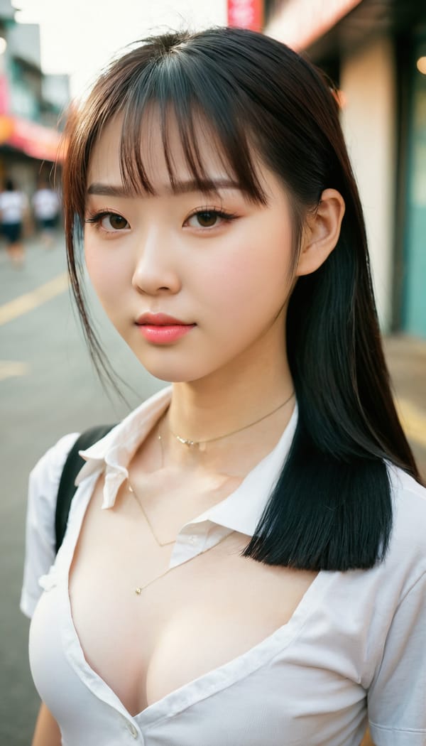 Tags: 21872187, SDXL
{"3": {"inputs": {"seed": 730223555897852, "steps": 64, "cfg": 7.47, "sampler_name": "dpmpp_2m", "scheduler": "karras", "denoise": 1.0, "model": ["27", 0], "positive": ["6", 0], "negative": ["7", 0], "latent_image": ["5", 0]}, "class_type": "KSampler"}, "4": {"inputs": {"ckpt_name": "juggernautxl.safetensors"}, "class_type": "CheckpointLoaderSimple"}, "5": {"inputs": {"width": 768, "height": 1344, "batch_size": 1}, "class_type": "EmptyLatentImage"}, "6": {"inputs": {"text": "19 year old girl, (taiwanese:1.07), (seductive facial expression:1.02), (pale skin:1.00), (temptress:1.07), (eyelashes:0.95), (sexy lips:1.09), (blush:1.03), (slim:0.99), (cute:1.03), (seductive pose:1.03), (double eyelids:0.95), (beautiful eyes:1.01), (detailed face:1.08), (on all fours:1.00), (spreading ass cheeks:1.02), (from behind:0.97), (backboob:1.06), (school uniform:1.04), choker, busy street, (textured skin:1.04), (film:1.09), (natural looking skin:1.02), (candid cinema:1.02), (RAW:1.03), (detailed skin:1.05), (soft lighting:1.00), (portra:1.02), (skin fuzz:1.03)", "clip": ["27", 1]}, "class_type": "CLIPTextEncode"}, "7": {"inputs": {"text": "(low resolution:1.13), (worst quality:1.10), (twisted:1.08), (watermark:1.05), (distorted:1.07), (bad hands:1.13), (open mouth:1.09)", "clip": ["27", 1]}, "class_type": "CLIPTextEncode"}, "8": {"inputs": {"samples": ["3", 0], "vae": ["4", 2]}, "class_type": "VAEDecode"}, "25": {"inputs": {"lora_name": "nudify_xl.safetensors", "strength_model": 0.36, "strength_clip": 0.39, "model": ["4", 0], "clip": ["4", 1]}, "class_type": "LoraLoader"}, "26": {"inputs": {"lora_name": "shirtlift_SDXL_v2.safetensors", "strength_model": 0.14, "strength_clip": 0.06, "model": ["25", 0], "clip": ["25", 1]}, "class_type": "LoraLoader"}, "27": {"inputs": {"lora_name": "PerfectEyesXL.safetensors", "strength_model": 0.0, "strength_clip": 0.11, "model": ["26", 0], "clip": ["26", 1]}, "class_type": "LoraLoader"}, "30": {"inputs": {"model_name": "4x_NMKD-Superscale-SP_178000_G.pth"}, "class_type": "UpscaleModelLoader"}, "31": {"inputs": {"upscale_model": ["30", 0], "image": ["8", 0]}, "class_type": "ImageUpscaleWithModel"}, "32": {"inputs": {"upscale_method": "lanczos", "scale_by": 0.5, "image": ["31", 0]}, "class_type": "ImageScaleBy"}, "33": {"inputs": {"pixels": ["32", 0], "vae": ["4", 2]}, "class_type": "VAEEncode"}, "34": {"inputs": {"seed": 730223555897852, "steps": 64, "cfg": 7.47, "sampler_name": "dpmpp_2m", "scheduler": "karras", "denoise": 0.3, "model": ["27", 0], "positive": ["6", 0], "negative": ["7", 0], "latent_image": ["33", 0]}, "class_type": "KSampler"}, "36": {"inputs": {"samples": ["34", 0], "vae": ["4", 2]}, "class_type": "VAEDecode"}, "39": {"inputs": {"filename_prefix": "comfyapi-1724232543417", "images": ["36", 0]}, "class_type": "SaveImage"}}