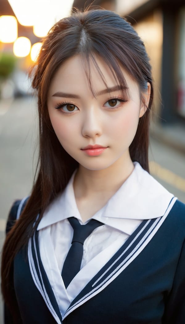 Tags: 21872187, SDXL
{"3": {"inputs": {"seed": 925093844391829, "steps": 32, "cfg": 6.58, "sampler_name": "dpmpp_2m", "scheduler": "karras", "denoise": 1.0, "model": ["27", 0], "positive": ["6", 0], "negative": ["7", 0], "latent_image": ["5", 0]}, "class_type": "KSampler"}, "4": {"inputs": {"ckpt_name": "juggernautxl.safetensors"}, "class_type": "CheckpointLoaderSimple"}, "5": {"inputs": {"width": 768, "height": 1344, "batch_size": 1}, "class_type": "EmptyLatentImage"}, "6": {"inputs": {"text": "23 year old girl, (eyelashes:0.98), (slim:0.95), (cute:1.13), (pale skin:1.07), (idol:0.99), (double eyelids:1.12), (sexy lips:1.01), (beautiful eyes:0.99), (detailed face:1.11), (seductive facial expression:1.03), (blush:0.97), (seductive pose:1.11), (in a seductive pose:0.96), (large perky breasts:1.00), (cleavage:1.12), (thigh gap:1.10), (school uniform:1.12), choker, busy street, (soft lighting:1.03), (portra:1.02), (textured skin:1.08), (skin fuzz:1.04), (natural looking skin:1.04), (film:1.00), (RAW:1.08), (candid cinema:1.08), (detailed skin:1.02)", "clip": ["27", 1]}, "class_type": "CLIPTextEncode"}, "7": {"inputs": {"text": "(open mouth:1.06), (distorted:1.13), (twisted:1.12), (watermark:1.12), (worst quality:1.07), (bad hands:1.07), (low resolution:1.06)", "clip": ["27", 1]}, "class_type": "CLIPTextEncode"}, "8": {"inputs": {"samples": ["3", 0], "vae": ["4", 2]}, "class_type": "VAEDecode"}, "25": {"inputs": {"lora_name": "nudify_xl.safetensors", "strength_model": 0.3, "strength_clip": 0.15, "model": ["4", 0], "clip": ["4", 1]}, "class_type": "LoraLoader"}, "26": {"inputs": {"lora_name": "shirtlift_SDXL_v2.safetensors", "strength_model": 0.11, "strength_clip": 0.12, "model": ["25", 0], "clip": ["25", 1]}, "class_type": "LoraLoader"}, "27": {"inputs": {"lora_name": "PerfectEyesXL.safetensors", "strength_model": 0.18, "strength_clip": 0.13, "model": ["26", 0], "clip": ["26", 1]}, "class_type": "LoraLoader"}, "30": {"inputs": {"model_name": "4x_NMKD-Superscale-SP_178000_G.pth"}, "class_type": "UpscaleModelLoader"}, "31": {"inputs": {"upscale_model": ["30", 0], "image": ["8", 0]}, "class_type": "ImageUpscaleWithModel"}, "32": {"inputs": {"upscale_method": "lanczos", "scale_by": 0.5, "image": ["31", 0]}, "class_type": "ImageScaleBy"}, "33": {"inputs": {"pixels": ["32", 0], "vae": ["4", 2]}, "class_type": "VAEEncode"}, "34": {"inputs": {"seed": 925093844391829, "steps": 32, "cfg": 6.58, "sampler_name": "dpmpp_2m", "scheduler": "karras", "denoise": 0.3, "model": ["27", 0], "positive": ["6", 0], "negative": ["7", 0], "latent_image": ["33", 0]}, "class_type": "KSampler"}, "36": {"inputs": {"samples": ["34", 0], "vae": ["4", 2]}, "class_type": "VAEDecode"}, "39": {"inputs": {"filename_prefix": "comfyapi-1714705730684", "images": ["36", 0]}, "class_type": "SaveImage"}}